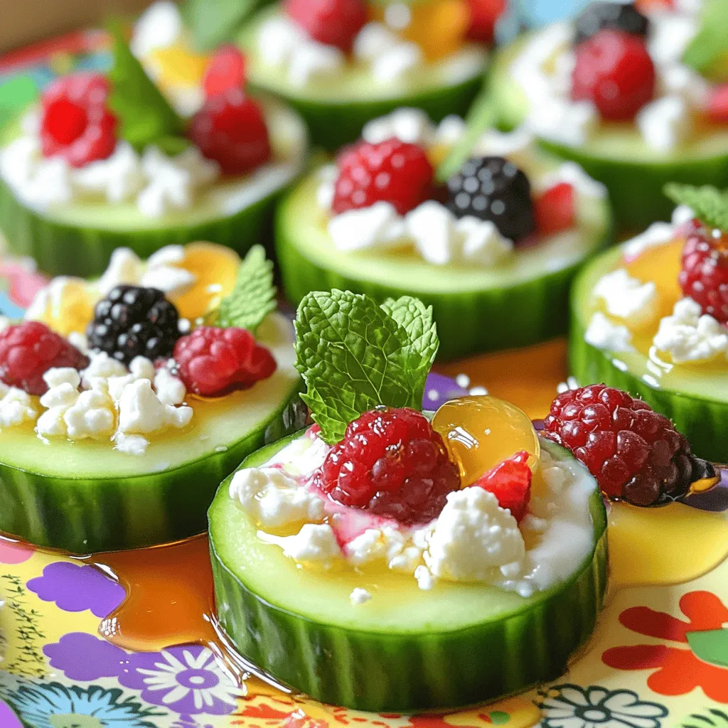 To make these refreshing Skinny Summer Snack Bites, you need simple, fresh ingredients. Here’s what you will need: - 1 cup Greek yogurt (non-fat, plain) - 1 tablespoon honey - 1 teaspoon vanilla extract - 1 cup mixed berries (strawberries, blueberries, raspberries) - 1 small cucumber, sliced into rounds - 1/4 cup crumbled feta cheese - Fresh mint leaves for garnish - Pinch of sea salt - Optional: Sliced almonds or chia seeds for topping Each ingredient plays a key role. The yogurt adds creaminess and protein. Honey gives natural sweetness. Vanilla extract enhances flavor. Berries offer vitamins and antioxidants. Cucumber adds crunch and hydration. Feta gives a salty zing. Mint provides freshness. Sea salt boosts flavor. Almonds or chia seeds add texture. Let’s break down the nutrition of these ingredients: - Greek yogurt: High in protein, low in fat. Great for muscle repair and gut health. - Honey: A natural sweetener. It has antioxidants and may help with allergies. - Vanilla extract: Adds flavor without calories. It may have mood-boosting effects. - Mixed berries: Packed with vitamins, fiber, and antioxidants. Good for heart health. - Cucumber: Low in calories and high in water. Keeps you hydrated. - Feta cheese: Adds flavor and calcium. Use in moderation for lower fat. - Mint leaves: Low in calories. Adds flavor and freshens breath. - Sea salt: Enhances taste. Use in small amounts for balance. - Almonds or chia seeds: Provide healthy fats and extra protein. This mix of ingredients keeps your snack light but satisfying. If you have dietary needs or preferences, here are some easy swaps: - Greek yogurt: Use dairy-free yogurt for a vegan option. - Honey: Swap with agave syrup or maple syrup for a vegan sweetener. - Feta cheese: Try vegan feta or skip it for a dairy-free snack. - Mixed berries: Use any seasonal fruit like peaches or mangoes. - Cucumber: Substitute with bell peppers or zucchini for a different crunch. - Mint leaves: Use basil or cilantro for a unique flavor twist. - Sliced almonds or chia seeds: You can use walnuts or sesame seeds instead. These substitutions make the snack versatile for everyone. You can enjoy these bites no matter your diet! For the full recipe, check out the details above. First, grab a mixing bowl. Add 1 cup of Greek yogurt, 1 tablespoon of honey, and 1 teaspoon of vanilla extract. Mix these ingredients until they blend well. In another bowl, take 1 cup of mixed berries. You can use strawberries, blueberries, or raspberries. If you want, toss the berries with some honey for extra sweetness. Next, take a large serving platter. Lay cucumber slices down in a single layer. They will act as the base for your bites. On each cucumber slice, add a spoonful of the yogurt mixture. Then, place a couple of mixed berries on top of the yogurt. This adds color and flavor. Now, sprinkle a pinch of crumbled feta cheese on each bite. This adds a nice salty touch. Finish with a sprinkle of sea salt. Lastly, garnish each snack with a fresh mint leaf. For extra crunch, you can add sliced almonds or chia seeds on top. To save time, prepare the yogurt mixture ahead of time. You can also slice the cucumber and berries before guests arrive. This way, you’ll have everything ready to go. If you have friends helping, assign tasks. One can mix while another arranges the platter. Keep the assembly simple. Use a spoon to place the yogurt and berries quickly. This will help you make more bites in less time. If you want variation, think about using different fruits or herbs. This can keep the snack exciting for everyone. For a stunning display, use a colorful platter. Arrange the cucumber bites neatly. Drizzle a bit of honey over the top just before serving. This adds a glossy finish and makes the bites look fresh. You can also use small plates for individual servings. This way, each guest has their own snack to enjoy. For a fun touch, place a small mint leaf on top of each bite as a final garnish. This not only looks nice but adds fresh flavor too. These steps make your skinny summer snack bites look beautiful and taste great. Enjoy making them for your next gathering! You can find the full recipe above for more details. Choose bright, firm berries for the best flavor. Look for cucumbers that are smooth and crisp. Avoid berries that are mushy or have spots. Always smell the fruit. Fresh smells mean better taste. Buy seasonal produce for the best results. Local farms often have the freshest options. You can mix and match flavors. Try using honey with a hint of lemon juice. This adds a zing to the yogurt. You can also swap feta with goat cheese for a tangy kick. For a sweeter option, use maple syrup instead of honey. Add a sprinkle of cinnamon for warmth. Prep your ingredients the night before. Wash and slice the cucumbers and berries. Store them in an airtight container in the fridge. This makes assembly quick and easy. You can also make the yogurt mix ahead of time. Just stir in the honey and vanilla when you are ready. For more details, check out the Full Recipe. {{image_2}} You can mix and match fruits and veggies to make these bites your own. Instead of cucumbers, try sliced bell peppers or radishes. They add a nice crunch and color. For fruits, you might like mango or kiwi. These fruits bring a sweet twist to your snack. Feel free to use what is fresh and in season. To make this snack vegan or dairy-free, swap Greek yogurt for coconut yogurt. It has a creamy texture and a light flavor. Instead of feta, use crumbled tofu or a vegan cheese. You won’t miss the dairy with these tasty swaps. A hint of lemon juice can help add zest to your mix. Adding a bit of crunch can make your bites even better. Try sprinkling chopped nuts, like walnuts or pecans. These will enhance the taste and texture. You can also use seeds like pumpkin or sunflower seeds for a nut-free option. For more flavor, consider adding spices like cinnamon or cayenne pepper. A little zest goes a long way in making your snacks pop! For the full recipe, check out the Skinny Summer Snack Bites . To keep your Skinny Summer Snack Bites fresh, store them in an airtight container. Use a container that fits the bites snugly. This helps prevent them from getting soggy. Layer parchment paper between bites if you stack them. It keeps them from sticking together. Always keep the bites in the fridge. This keeps the yogurt cool and the cucumber crisp. These snack bites are best eaten within two days. After that, the yogurt may start to separate. The cucumber also loses its crunch. If stored well in the fridge, they can last up to three days. However, I recommend enjoying them fresh for the best taste and texture. You can freeze the yogurt mixture for later use. Just scoop it into ice cube trays. Once frozen, pop the cubes into a freezer bag. When you want to make the bites, just thaw them in the fridge overnight. Avoid freezing the cucumber and berries, as they lose their texture. Always prepare those fresh to keep your snack bites delightful. For the full recipe, check out the Skinny Summer Snack Bites section! You can try a fruit salad with a mix of your favorites. Watermelon cubes are sweet and juicy. You can also slice up bell peppers and serve them with hummus for a crunchy treat. Air-popped popcorn is light and fun to snack on, too. Greek yogurt with honey and nuts makes a great pick-me-up. If you want something savory, baked zucchini chips are crispy and tasty. All of these options are low in calories and high in flavor. Yes, you can prepare these snack bites ahead of time! Just make the yogurt mixture and slice the cucumbers. Store them in the fridge until you're ready to serve. Keep the toppings separate, so they stay fresh. Assemble the bites just before serving for the best taste and look. This way, you can enjoy your snacks without much prep when guests arrive. To make these snacks more filling, add protein-rich toppings. You can sprinkle nuts or seeds on top for added crunch. Try adding a layer of nut butter under the yogurt. It adds flavor and keeps you full longer. You could also serve the bites with a side of whole grain crackers. Pairing with a protein drink can round out your snack, too, making it more satisfying. In this post, we covered how to make tasty and healthy summer snack bites. We explored key ingredients, their nutrition, and substitutions for diets. You learned step-by-step how to prepare, assemble, and present these bites. We shared tips for choosing fresh ingredients and saving time. Variations let you enjoy different flavors and textures. Lastly, we discussed storage tips to keep your snacks fresh. Remember, creating simple snacks can be fun and rewarding. Enjoy making these bites and share them with friends!