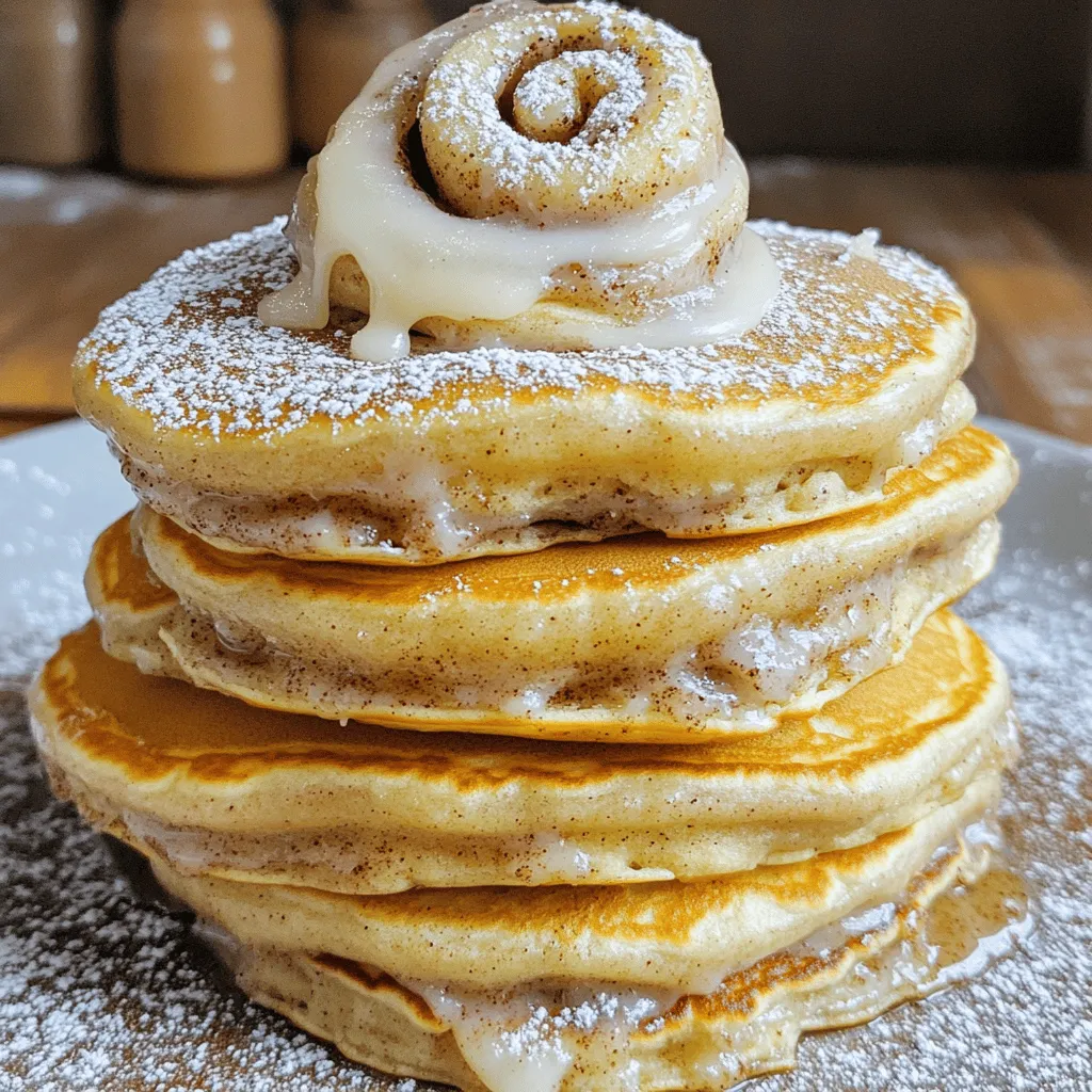 To make the best cinnamon roll pancakes, you need the following: - 1 cup all-purpose flour - 2 tablespoons sugar - 1 teaspoon baking powder - 1/2 teaspoon baking soda - 1/4 teaspoon salt - 1 cup buttermilk (or 1 cup milk + 1 tablespoon vinegar) - 1 large egg - 2 tablespoons melted butter - 1 teaspoon vanilla extract Cinnamon Swirl: - 1/4 cup brown sugar - 1 tablespoon ground cinnamon - 2 tablespoons unsalted butter, softened Cream Cheese Glaze: - 4 ounces cream cheese, softened - 1/2 cup powdered sugar - 2 tablespoons milk - 1 teaspoon vanilla extract You can make these pancakes with some simple swaps: - Flour: Use whole wheat flour for a healthier option. - Sugar: Try coconut sugar or a sugar substitute for lower calories. - Buttermilk: If you don’t have buttermilk, mix regular milk with vinegar or lemon juice. - Egg: Use a flax egg or applesauce for a vegan version. - Cream Cheese: Substitute with dairy-free cream cheese for a non-dairy glaze. Each serving of cinnamon roll pancakes has about: - Calories: 350 - Protein: 8g - Carbohydrates: 50g - Fat: 15g - Fiber: 2g These pancakes are a sweet treat but still offer some nutrition. Enjoy them on special mornings without guilt! To make the cinnamon swirl, first grab a small bowl. Add 1/4 cup of brown sugar and 1 tablespoon of ground cinnamon. Mix these two until well combined. In another bowl, take 2 tablespoons of softened unsalted butter and blend it into the sugar-cinnamon mixture. It should turn into a paste. Set this mixture aside for later. This swirl will give the pancakes their delightful cinnamon flavor. Next, let's focus on the pancake batter. In a large bowl, whisk together 1 cup of all-purpose flour, 2 tablespoons of sugar, 1 teaspoon of baking powder, 1/2 teaspoon of baking soda, and 1/4 teaspoon of salt. In a separate bowl, combine 1 cup of buttermilk, 1 large egg, 2 tablespoons of melted butter, and 1 teaspoon of vanilla extract. Pour the wet ingredients into the dry ones. Mix gently until just combined. Remember, do not overmix! This will keep your pancakes light and fluffy. Now it's time to cook! Preheat a non-stick griddle or skillet over medium heat. Lightly grease it with butter or cooking spray. Pour 1/4 cup of pancake batter onto the hot surface. Immediately add a swirl of your cinnamon mixture on top. You can use a condiment bottle or a spoon to create a nice spiral pattern. Cook until bubbles form on the surface, about 2-3 minutes. Flip the pancake and cook for an additional 2 minutes, or until it turns golden brown. Repeat this process with the remaining batter. You can find the full recipe for additional details and tips. Enjoy your cooking adventure! Flipping pancakes can be tricky. Here’s how to do it right. Wait until bubbles form on the surface of the pancake. This shows it’s ready to flip. Use a wide spatula for a smooth turn. Slide the spatula under the pancake and lift it gently. Turn the pancake quickly but carefully. You want it to land flat on the pan. If you master this, you’ll have perfect pancakes every time. Serving is key to enjoying these pancakes. Stack them high on a large plate. Drizzle the cream cheese glaze generously over the top. You can add a sprinkle of powdered sugar for extra sweetness. Try placing a few pecans on top for crunch. This not only looks great but tastes amazing too. For a fun touch, serve with fresh fruit on the side, like strawberries or bananas. You can make these pancakes even better with toppings. Here are some ideas: - Maple syrup for sweetness - Whipped cream for creaminess - Chopped nuts for crunch - Fresh berries for a fruity twist - A dusting of cinnamon for warmth Feel free to mix and match these toppings! They can change the flavor and make your breakfast exciting. The full recipe gives you the base, but the toppings let you personalize your meal. {{image_2}} You can make vegan cinnamon roll pancakes easily. Replace the egg with a flax egg. To make a flax egg, mix one tablespoon of ground flaxseed with two and a half tablespoons of water. Let it sit for five minutes to thicken. Use non-dairy milk instead of buttermilk. Almond milk or oat milk works well. For the butter, you can use coconut oil or vegan butter. The taste will still be sweet and delicious. For a gluten-free twist, swap out regular flour. Use a gluten-free all-purpose flour mix. Make sure the mix has a binding agent. This will help the pancakes stick together well. If your mix lacks this, add a tablespoon of ground flaxseed or chia seeds. Follow the same steps from the Full Recipe. You will get fluffy pancakes without gluten. Add fruits or nuts to your pancakes for extra flavor. Blueberries or sliced bananas are great choices. Just fold them into the batter gently. If you like nuts, chopped pecans or walnuts add a nice crunch. You can also experiment with spices. A dash of nutmeg or cardamom can give your pancakes a unique twist. Customize them to your taste! You might have some pancakes left after a tasty breakfast. To store them, stack the pancakes in an airtight container. Place a piece of parchment paper between each pancake. This helps keep them from sticking together. You can store them in the fridge for up to three days. When you want to enjoy leftover pancakes, you have a few easy ways to reheat them. The microwave is quick. Just place a pancake on a microwave-safe plate and heat for 20-30 seconds. If you want them crispier, use a skillet. Heat the skillet on low and warm each side for about one minute. Freezing is a great option if you want to save pancakes for later. Let the pancakes cool completely first. Then, stack them with parchment paper between each one. Wrap the stack tightly in plastic wrap. Place the wrapped stack in a freezer bag. They can last up to two months in the freezer. When you're ready to eat them, thaw in the fridge overnight before reheating. Enjoy those delicious pancakes again! For the full recipe, check out the earlier section. You can use milk with vinegar. Just mix 1 cup of milk with 1 tablespoon of vinegar. Let it sit for 5 minutes. This will give you a good buttermilk substitute. To make your pancakes fluffier, use fresh baking powder. Avoid overmixing the batter. A few lumps are okay. Also, let the batter rest for 5 to 10 minutes before cooking. Yes, you can prepare the batter ahead. Store it in the fridge for up to 24 hours. Just give it a quick stir before cooking. It may thicken, so you can add a bit of milk if needed. Absolutely! Stack the pancakes with parchment paper in between. Place them in a freezer-safe bag. They can last up to 2 months in the freezer. Reheat in the toaster or microwave. Store leftover pancakes in an airtight container. They can last in the fridge for about 3 days. Just heat them up before serving. Yes, adding chocolate chips is a fun twist! Sprinkle them into the batter before cooking. They melt nicely and add a sweet touch. You can top your pancakes with maple syrup, fresh fruit, or whipped cream. A dusting of powdered sugar feels fancy too! Yes, these pancakes are simple and fun to make. Kids can help swirl the cinnamon mixture! For the full recipe, check out the detailed steps provided earlier. Cinnamon roll pancakes combine two favorite treats in one. I shared key ingredients, cooking tips, and tasty variations. You'll find options for vegan and gluten-free pancakes. Storing and reheating leftovers is easy too. Remember, the right toppings can make a big difference. These pancakes are not only fun to make but also delicious to eat. Enjoy this warm and sweet treat anytime!
