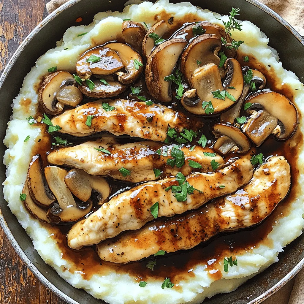 - 2 chicken breasts, sliced into strips - 2 cups mixed mushrooms (shiitake, cremini, and button), sliced - 1 medium onion, thinly sliced - 3 cloves garlic, minced