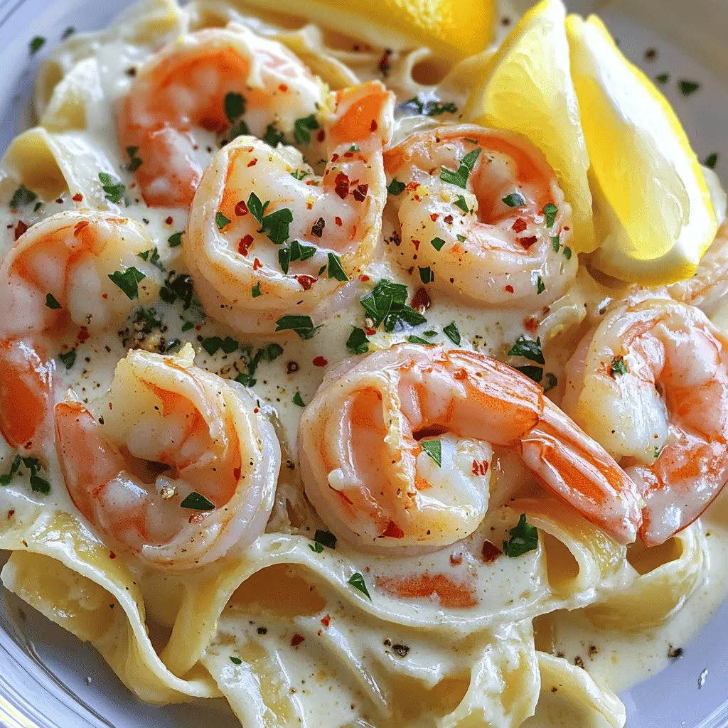 - 1 pound large shrimp, peeled and deveined - 4 tablespoons unsalted butter - 5 cloves garlic, minced - 1 cup heavy cream - 1 teaspoon smoked paprika - 1 teaspoon lemon juice - Salt and pepper, to taste - 1 tablespoon fresh parsley, chopped - Optional: 1/2 teaspoon red pepper flakes (for heat) - Cooked pasta or rice, for serving To make creamy garlic butter shrimp, gather these fresh ingredients. The shrimp is the star here, so choose large, high-quality ones. Minced garlic adds a strong flavor that pairs well with the creamy sauce. Unsalted butter gives a rich base, while heavy cream adds depth and smoothness. The smoked paprika brings a warm, smoky note. Lemon juice brightens the dish and balances the richness. Fresh parsley adds a nice touch of color and freshness. Red pepper flakes can add heat if you like some spice. You can serve this dish over cooked pasta or rice for a complete meal. For the full recipe, follow along with the instructions provided in the article. 1. Initial preparation steps Start by gathering your ingredients. Make sure the shrimp are peeled and deveined. This saves time later. 2. Sautéing garlic and shrimp In a large skillet, melt 2 tablespoons of butter over medium heat. Add the minced garlic and sauté it for about 1 minute. You want it fragrant but not burnt. Next, add the shrimp. Season them with salt, pepper, and smoked paprika. Cook the shrimp for 2-3 minutes. They should turn pink and opaque. 3. Setting shrimp aside Once the shrimp are cooked, remove them from the skillet. Place them on a plate and set aside. This keeps them warm while you prepare the sauce. 1. Combining butter and cream In the same skillet, add the remaining 2 tablespoons of butter. Then pour in 1 cup of heavy cream. Stir them together until the mixture is smooth and starts to simmer. 2. Adding flavor enhancers Mix in 1 teaspoon of lemon juice and, if you like heat, add 1/2 teaspoon of red pepper flakes. Stir for another 2-3 minutes. This helps the sauce thicken slightly. 1. Mixing shrimp back into the sauce Return the cooked shrimp to the skillet. Stir well to coat them in the creamy sauce. Let them heat through for about 1 minute. 2. Adjusting seasoning Taste your sauce and shrimp. Add more salt or pepper if needed. This is key to ensuring the right flavor. 3. Presentation tips Serve the creamy garlic butter shrimp over cooked pasta or rice. Drizzle some extra sauce from the pan over the top. Garnish with fresh parsley and add lemon wedges on the side for an extra touch. This is how you create a flavorful dinner option with creamy garlic butter shrimp. For the complete instructions, check the Full Recipe. To cook shrimp perfectly, use high heat. This method helps shrimp cook fast and stay tender. Start by heating your skillet over medium-high heat. Add butter and let it melt, but don’t let it brown. Toss in the garlic and let it sizzle for about a minute. Then add the shrimp and season them well. To avoid overcooking, watch the color closely. Shrimp turn pink and opaque when done. This usually takes 2-3 minutes. If you leave them too long, they can become rubbery. Remember to set the shrimp aside once cooked. This keeps them tender while you make the sauce. Spices can change the whole dish. I love smoked paprika for its warmth. If you want more kick, add red pepper flakes. A touch of heat balances the creaminess well. Fresh herbs can also boost the flavor. If you don't have parsley, try basil or cilantro. Both add a nice touch. Just chop them finely and stir them in at the end for the best taste. For sides, I recommend cooked pasta or rice. They soak up the creamy sauce nicely. You can also serve it with crusty bread. This is perfect for dipping into that rich sauce. Garnishing is key for presentation. Sprinkle more chopped parsley on top. A few lemon wedges on the side add color and freshness. It’s all about making the dish look as good as it tastes. Enjoy your creamy garlic butter shrimp with these tips. Check the Full Recipe for more guidance on how to create this delightful dish! {{image_2}} You can make this dish even better by adding veggies. Great choices include: - Broccoli - Spinach - Bell peppers - Zucchini To cook the vegetables, add them to the skillet before the shrimp. Sauté them for a few minutes until tender. This way, they soak up the buttery garlic flavor. If you want a low-carb meal, skip the pasta or rice. Instead, try using: - Zoodles (zucchini noodles) - Cauliflower rice - Shirataki noodles These options keep the meal light. You can cook them quickly in a pan before adding the shrimp. This way, you enjoy a tasty meal without the carbs. For those who love heat, spice things up! You can add: - Extra red pepper flakes - Sliced jalapeños - A splash of hot sauce Add these spicy ingredients while cooking the garlic. This helps the heat blend into the dish. Adjust the spice level to your taste for a kick that excites your palate. For the full recipe, check out the [Full Recipe]. Enjoy your cooking! To keep your creamy garlic butter shrimp fresh, store leftovers in an airtight container. Make sure to let it cool down first. This helps avoid condensation, which can lead to sogginess. Properly stored, this dish lasts about 3 days in the fridge. When you're ready to eat, just reheat it gently on the stove or in the microwave. Watch it closely to avoid overcooking the shrimp. If you want to store creamy garlic butter shrimp for a longer time, freezing is a great option. First, let it cool completely. Then, place it in a freezer-safe container or bag. Be sure to expel as much air as possible before sealing. This helps prevent freezer burn. You can freeze it for up to 3 months. When you're ready to enjoy it again, thaw it overnight in the fridge. For the best quality, reheat it slowly on low heat. Stir occasionally to ensure even warming. This way, your shrimp stays tender and the sauce remains creamy. It takes about 10 minutes to prep and 20 minutes to cook. So, you can make this dish in just 30 minutes. Perfect for a quick dinner! Yes, you can use frozen shrimp. Just thaw them before cooking. Place them in cold water for about 15-20 minutes. This makes them easy to cook and keeps them tender. This dish pairs well with many sides. Here are some popular choices: - Cooked pasta - Steamed rice - Garlic bread - A fresh green salad Yes, you can! Use coconut milk or almond milk instead of heavy cream. For butter, try using olive oil or a dairy-free spread. These swaps keep the dish creamy and delicious. This blog post covered how to make creamy garlic butter shrimp. We discussed key ingredients, step-by-step cooking instructions, and tips for perfecting your dish. You can enhance flavors with spices and herbs. Serving suggestions included great side dishes to pair. Variations like adding vegetables or making it low-carb are also options. In summary, you can easily create a delicious meal that pleases everyone. Enjoy the cooking process and make it your own!