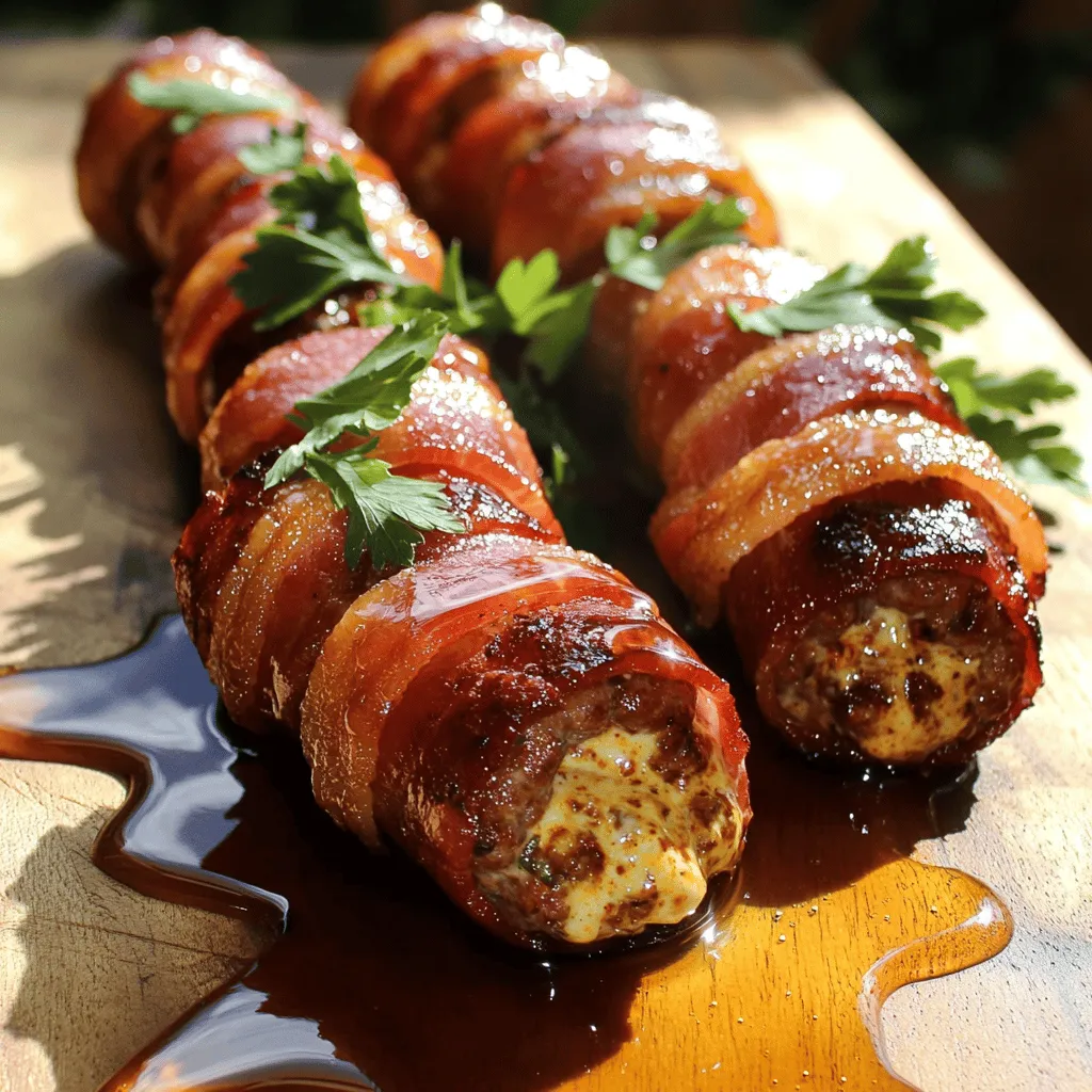 - 1 pound bacon, cut into thirds - 1 pound breakfast sausage, casings removed - 8 ounces cream cheese, softened