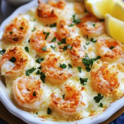 - 1 lb (450g) shrimp, peeled and deveined - 4 cloves garlic, minced - 1 cup heavy cream - 3 tablespoons unsalted butter - 1/2 teaspoon red pepper flakes - Salt and pepper to taste - 1/2 cup grated Parmesan cheese - 1/2 cup shredded mozzarella cheese - 1/4 cup breadcrumbs - 2 tablespoons fresh parsley, chopped - Lemon wedges, for serving For this delicious garlic shrimp gratin, I always use fresh shrimp. Fresh shrimp taste better and cook well. You want the shrimp peeled and deveined for easy eating. The minced garlic adds a strong flavor that pairs well with shrimp. Heavy cream makes the dish rich and creamy. The cooking essentials include unsalted butter. Butter adds a wonderful flavor and helps cook the garlic. I use red pepper flakes to give a little heat. You can adjust the amount to suit your taste. Don’t forget to season with salt and pepper. These simple seasonings enhance the dish. For toppings, I choose grated Parmesan and shredded mozzarella. These cheeses melt beautifully and create a nice crust on top. Breadcrumbs add extra crunch, making the dish even better. Finally, I sprinkle fresh parsley for color and a hint of freshness. Lemon wedges are perfect for squeezing over the gratin, adding a bright flavor. You can find the full recipe linked here for more details on preparation, cooking, and serving this tasty dish. - Preheat your oven to 400°F (200°C). - Grease a medium-sized baking dish. Start by getting your oven ready. Preheating helps the gratin cook evenly and brown nicely. Greasing the dish ensures that the gratin won’t stick, making it easier to serve. - Melt butter in a skillet and sauté garlic with red pepper flakes. - Add shrimp and cook until pink and opaque. In a large skillet, melt three tablespoons of unsalted butter over medium heat. Add four cloves of minced garlic and half a teaspoon of red pepper flakes. This mix makes the kitchen smell amazing! Sauté for one to two minutes until the garlic is fragrant but not burned. Then, add one pound of peeled and deveined shrimp to the skillet. Cook for about three to four minutes. You know the shrimp is ready when it turns pink and opaque. Season with salt and pepper to taste. - Pour in heavy cream and simmer. - Stir in Parmesan cheese until melted. Once the shrimp is cooked, reduce the heat to low. Pour in one cup of heavy cream and let it simmer for two to three minutes. This will create a rich sauce. Next, stir in half a cup of grated Parmesan cheese. Keep stirring until the cheese melts and blends into the creamy mixture. - Transfer mixture to baking dish. - Combine breadcrumbs and mozzarella cheese and sprinkle on top. - Bake for 15-20 minutes or until golden. Now, carefully pour the shrimp and cream mixture into the greased baking dish. In a small bowl, mix together a quarter cup of breadcrumbs and half a cup of shredded mozzarella cheese. Sprinkle this mix evenly over the shrimp. This will give the gratin a nice crunchy top! Bake in the preheated oven for 15 to 20 minutes. Keep an eye on it until the top is golden brown and bubbly. For the full recipe, check out the details above! - Use fresh shrimp for better flavor. Fresh shrimp tastes sweet and juicy. - Adjust red pepper flakes for spice level. You can add more or less to fit your taste. - Sauté garlic to bring out flavor before adding shrimp. This step makes the dish smell amazing. - Resist overcooking shrimp to maintain tenderness. Cook until they turn pink and opaque. - Broil for the last few minutes for extra crispiness. This gives the top a lovely crunch. - Use a cast-iron skillet for even cooking. It helps in getting that nice, golden color all around. Try these tips to make your Delicious Garlic Shrimp Gratin shine. You can find the Full Recipe for more steps and details. {{image_2}} You can really change this dish by switching proteins. If you want a twist, try scallops or crab instead of shrimp. Both options add a sweet, ocean flavor. For those who prefer land-based options, use chicken. Cook it until it's juicy and tender for a nice non-seafood choice. Want to make this dish gluten-free? Just swap regular breadcrumbs for gluten-free ones. This small change keeps the dish safe for those with gluten issues. If you need a dairy-free version, replace the heavy cream with coconut cream. It gives a rich taste without any dairy. To take the flavor up a notch, add fresh herbs. Basil or thyme work wonders, adding a lovely aroma. You can also splash in some white wine. This adds depth and a bit of acidity, making the dish even more delightful. For the full recipe, you’ll find all the steps to bring these variations to life! Store your leftover garlic shrimp gratin in an airtight container. This keeps it fresh for up to 3 days. Make sure to let it cool a bit before sealing it. This helps it not get too soggy. You can freeze the gratin before baking. It lasts up to 2 months in the freezer. To use it later, thaw it in the refrigerator overnight. This slow thaw helps keep the shrimp tender. To reheat, use the oven for the best results. Set it to 350°F (175°C) and heat until warm. This keeps the top crispy. If you’re in a rush, you can use the microwave. Just know it might lose some crispness. For the full recipe, check out the delicious garlic shrimp gratin section above! Yes, you can assemble and refrigerate, then bake when ready. This makes your meal prep easy. Just cover the dish with plastic wrap. When you are ready to eat, bake it straight from the fridge. You may need to add a few extra minutes to the bake time. Serve with a side salad or crusty bread for a complete meal. A fresh green salad adds crunch and freshness. Crusty bread is great for dipping into the creamy sauce. Both options balance the rich flavors of the gratin. Shrimp should be pink and opaque but not overcooked to avoid toughness. Cook shrimp until they're bright pink and firm. If they curl tightly, they might be overcooked. Keep an eye on the cooking time to ensure the best texture. You’ve learned how to make a delicious garlic shrimp gratin. With fresh ingredients and easy steps, this recipe shines. Remember to adjust the spices and toppings to suit your taste. Try different proteins or cooking methods for a fun twist. Store leftovers properly to enjoy later. This dish is great for impressing guests or a cozy meal at home. Enjoy every bite of your creation!