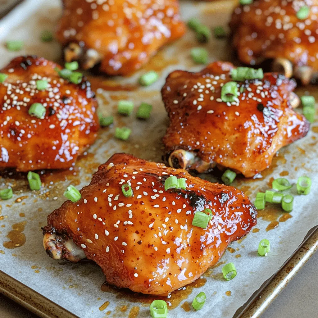 To make this dish, you need some key ingredients. Here’s what you will need: - 1.5 lbs chicken thighs, boneless and skinless - 1/2 cup sweet chili sauce - 3 tablespoons soy sauce - 2 tablespoons honey - 2 cloves garlic, minced - 1 teaspoon grated ginger - 1 tablespoon rice vinegar - 1 tablespoon sesame oil - Salt and pepper to taste These ingredients create a perfect mix of flavors. The sweet chili sauce gives it sweetness, while soy sauce adds depth. Garlic and ginger bring warmth and spice. To make your dish even better, consider adding some optional ingredients. These can add a nice twist: - 1 tablespoon cornstarch mixed with 2 tablespoons water (for thickening) Using cornstarch can help thicken your sauce. This way, it will cling better to your chicken. If you want a richer sauce, this is a great choice. Garnishes can make your dish look more appealing. Here are some suggestions to elevate your Sweet Chili Chicken: - Green onions, chopped (for garnish) - Sesame seeds (for garnish) These garnishes add color and texture. You can also serve the chicken with rice or stir-fried veggies. This makes a complete meal. For the full recipe, check out the [Full Recipe]. To start, you need to make the marinade. In a large mixing bowl, combine the following ingredients: - 1/2 cup sweet chili sauce - 3 tablespoons soy sauce - 2 tablespoons honey - 2 cloves garlic, minced - 1 teaspoon grated ginger - 1 tablespoon rice vinegar - 1 tablespoon sesame oil Whisk these ingredients together until they blend well. This mixture gives the chicken its sweet and spicy flavor. Next, add the chicken thighs to the bowl. Make sure each piece is fully coated in the marinade. Cover the bowl with plastic wrap and let it sit. You can marinate it for at least 30 minutes. If you have time, let it sit in the fridge for up to 2 hours. This will deepen the flavor. After marinating, it’s time to cook! Preheat your oven to 400°F (200°C). Line a baking sheet with parchment paper. Place the marinated chicken thighs on the sheet, making sure they are spaced out evenly. Bake the chicken in the preheated oven for 25 to 30 minutes. Check that the internal temperature reaches 165°F (75°C) to ensure it is cooked through. If you want a thicker sauce, remove the chicken from the oven after baking. Transfer the leftover marinade to a small saucepan. Bring it to a gentle boil over medium heat. Stir in the cornstarch slurry, which is 1 tablespoon of cornstarch mixed with 2 tablespoons of water. This will help thicken the sauce. Once thickened, brush this sauce over the chicken. Place it back in the oven for another 5 minutes. When it’s done, let the chicken rest for 5 minutes. Slice it up and garnish with chopped green onions and sesame seeds. This method makes the sweet chili chicken easy and fun to prepare. You can find the full recipe for a detailed guide. Marinating chicken is key to adding flavor. Use a large bowl to mix your marinade well. I like to use sweet chili sauce, soy sauce, honey, garlic, ginger, rice vinegar, and sesame oil. Whisk it until smooth. Add the chicken thighs and coat them completely. Let them sit for at least 30 minutes. For deeper flavor, marinate in the fridge for up to two hours. This helps the chicken absorb all the tasty flavors. To keep chicken thighs juicy, avoid overcooking. Bake at 400°F (200°C) for 25-30 minutes. Use a meat thermometer to check the internal temperature. It should reach 165°F (75°C). Letting the chicken rest for five minutes after cooking is also important. This allows the juices to redistribute, making the meat tender and moist. To get the sauce just right, start with the marinade. If you want a thicker sauce, bring it to a gentle boil in a small saucepan. Add the cornstarch mixed with water to thicken it. Stir until it reaches your desired consistency. Brush the thickened sauce over the chicken before the last five minutes of baking. This gives it a nice glaze and boosts the flavor. For more details and the full recipe, check the Full Recipe section. {{image_2}} You can easily swap chicken for pork or tofu. Pork works great with sweet chili sauce. Use pork tenderloin or chops for a tasty dish. Just marinate and cook the same way. For a vegetarian option, tofu is perfect. Press and cube the tofu, then follow the same marinade steps. Both options give you a new flavor twist. While sweet chili sauce is the star, you can mix it up. Try teriyaki sauce for a sweeter taste. A spicy garlic sauce adds heat and depth. You can even make your own sauce. Combine soy sauce, brown sugar, and chili flakes for a new flavor. Experiment with different sauces to find your favorite. Sweet chili chicken pairs well with many sides. Serve it with jasmine rice or steamed veggies. A fresh salad with a light dressing complements the dish. You can also use it in wraps or tacos for a fun twist. Try adding it on top of rice noodles for a quick meal. Each of these ideas will make your meal more enjoyable. For more details, refer to the Full Recipe. After enjoying your delicious sweet chili chicken, it’s smart to store any leftovers. First, let the chicken cool down to room temperature. Then, place it in an airtight container. Make sure to seal it well. You can store it in the fridge for up to three days. If you want to keep it longer, you can freeze it. Wrap the chicken in plastic wrap and then in aluminum foil. This way, it can last for up to three months in the freezer. When it’s time to eat your leftovers, you want them to taste just as good. For the best flavor, reheat the chicken in the oven. Preheat your oven to 350°F (175°C). Place the chicken on a baking sheet and cover it with foil. This helps keep the moisture in. Heat for about 15-20 minutes or until the chicken is warm. If you want a quick option, you can use a microwave. Place the chicken on a microwave-safe plate and cover it. Heat on medium power for about 1-2 minutes. Check to make sure it’s heated through. Leftover sweet chili chicken is perfect for meal prep. You can slice it and add it to salads, rice bowls, or wraps. Pair it with fresh veggies for a healthy meal. You can also mix it with some stir-fried vegetables and serve it over rice or noodles. This way, you enjoy different meals using the same tasty chicken. For a quick lunch, pack it with your favorite sides. You have a simple yet flavorful meal ready to go! Enjoy these easy meal prep ideas with your stored sweet chili chicken. Sweet chili chicken has roots in Thai cuisine. This dish showcases the balance of sweet and spicy flavors. The sweet chili sauce is a staple in Thai cooking. It combines sugar, vinegar, and chili. Many cultures now enjoy this dish, adapting it to their tastes. Yes, you can easily make Sweet Chili Chicken in a slow cooker. First, mix the sauce ingredients in a bowl. Then, coat the chicken thighs with the sauce. Place the chicken in the slow cooker. Cook on low for 4-6 hours or on high for 2-3 hours. This method keeps the chicken tender and juicy. Sweet Chili Chicken is mildly spicy. The heat comes from the chili in the sauce. If you prefer less spice, use less sauce. For more heat, add fresh chilies or extra sauce. Adjust it to fit your taste buds! Sweet Chili Chicken blends rich flavors, easy steps, and useful tips. You’ve learned about key ingredients, marinating tips, and varied protein options. This dish is versatile and can fit any meal. Don’t shy away from experimenting with sauces or garnishes to suit your taste. By storing leftovers correctly and reheating them right, you can enjoy this dish longer. I hope you feel ready to whip up your own Sweet Chili Chicken for a tasty experience. Enjoy cooking and make it your own!
