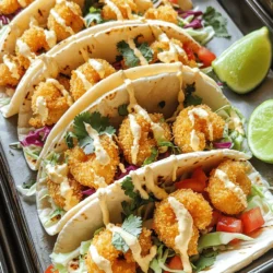 - Shrimp: You need 1 pound of shrimp. Peel and devein them before use. - Coating: You will need 1/2 cup of all-purpose flour, 1 large egg (beaten), and 1 cup of panko breadcrumbs. - Seasonings: Use 1 teaspoon garlic powder, 1 teaspoon paprika, and salt and pepper to taste. - Bang Bang Sauce: Mix together 1/4 cup mayonnaise, 2 tablespoons sweet chili sauce, and 1 tablespoon sriracha. Adjust the sriracha for spice level. - Taco Fillings: You can use 8 small corn or flour tortillas. Add 1 cup of shredded cabbage and 1/2 cup of diced tomatoes. - Garnishes: Top your tacos with fresh cilantro and serve with lime wedges for extra flavor. For the complete recipe, follow the [Full Recipe]. First, you need to prepare the shrimp. In a medium bowl, combine the shrimp with garlic powder, paprika, salt, and pepper. Mix well to ensure the shrimp are evenly coated. This step adds great flavor to the shrimp. Next, set up your breading station. You need three bowls: one with flour, one with a beaten egg, and one with panko breadcrumbs. I like to add a pinch of salt and pepper to the panko. This will give your shrimp extra flavor. Now, it's time to coat the shrimp. Start by dipping each shrimp into the flour. Make sure it’s fully covered. Then, dip it into the egg. This helps the panko stick. Finally, coat each shrimp with the panko breadcrumbs. Press gently to ensure they stick well. To cook the shrimp, preheat your air fryer to 400°F (200°C). Lightly spray the basket with cooking spray. Place the breaded shrimp in a single layer. Spray the top of the shrimp with a bit of olive oil. Air fry for 8-10 minutes until they are golden and crispy. Shake the basket halfway through cooking for even crispiness. While the shrimp cook, prepare the tortillas. You can warm them in a skillet or microwave. Start layering your tacos by placing shredded cabbage on each tortilla. Add a few crispy shrimp on top of the cabbage. Now, drizzle the Bang Bang Sauce over the shrimp. This sauce adds a sweet and spicy kick. Top with diced tomatoes and fresh cilantro for added freshness. Enjoy your tasty Air Fryer Bang Bang Shrimp Tacos! For the complete recipe, check out the Full Recipe section. To make sure the coating sticks to your shrimp, follow these steps: - Start with dry shrimp. Pat them with a paper towel. - Use a three-step breading process: flour, egg, and panko. - Press down gently on the panko to help it stick. For the best crispiness, air fry the shrimp at 400°F for 8-10 minutes. Check the shrimp at the 5-minute mark. Shake the basket to ensure even cooking. You can switch up the sauce in your tacos. Try these: - Use Greek yogurt instead of mayonnaise for a tangy twist. - Mix in some lime juice for a zesty kick. - Replace sriracha with your favorite hot sauce for different heat levels. For toppings, add these to enhance your tacos: - Avocado slices for creaminess. - Jalapeños for a spicy crunch. - Radishes for extra color and a fresh bite. Using an air fryer can be easy, but here are some tips: - Preheat the air fryer for best results. - Do not overcrowd the basket. Cook in batches if needed. - Lightly spray the shrimp with oil for a crispy finish. Common mistakes to avoid include: - Not shaking the basket. This helps with even cooking. - Skipping the preheating step. It’s key for cooking time. - Not checking the internal temperature. Shrimp should reach 120°F for safety. These tips will help you enjoy delicious, crispy Air Fryer Bang Bang Shrimp Tacos. For more details, check the Full Recipe. {{image_2}} For a different cooking method, you can try oven-baked Bang Bang shrimp tacos. Preheat your oven to 425°F (220°C). Arrange the breaded shrimp on a baking sheet lined with parchment paper. Bake for about 12-15 minutes or until they turn golden brown. This method will still give you a crispy texture. If you want a unique twist, consider pan-frying the shrimp. Heat oil in a skillet over medium heat. Fry the shrimp for about 2-3 minutes on each side until crispy. This method adds a rich flavor and a delicious crunch. You can switch things up by using different proteins. Chicken works well in this recipe. Just cut it into bite-sized pieces and follow the same coating process. Tofu or vegetables can also be great choices for a plant-based option. If you need gluten-free options, use almond flour or gluten-free breadcrumbs. Corn tortillas are naturally gluten-free. They make a great base for your tacos. Enhance the bang bang sauce with spices and herbs. Try adding a pinch of cayenne pepper for extra heat. Fresh herbs like cilantro or parsley can brighten the flavors. You can also adjust the sauce's sweetness. Add more sweet chili sauce for a sweeter taste or more sriracha for extra spice. Tailor the flavors to match your preferences. For the full recipe, click here. To keep your Air Fryer Bang Bang Shrimp Tacos fresh, follow these steps: - Cooked Shrimp: Store leftover shrimp in an airtight container. Place it in the fridge for up to three days. For longer storage, freeze the shrimp. Wrap it tightly in plastic wrap, then put it in a freezer bag. It can last up to three months in the freezer. - Tacos: If you have leftover assembled tacos, eat them within a day. Store the shrimp and toppings separately. This way, the tacos won't get soggy. You can keep tortillas in a sealed bag in the fridge for about a week. When it comes to reheating shrimp, you want to keep that crispy texture. Here’s how: - Air Fryer: Preheat your air fryer to 375°F (190°C). Place the shrimp in a single layer. Heat for about 5 minutes until crispy. - Oven: Preheat your oven to 350°F (175°C). Spread shrimp on a baking sheet. Bake for about 10 minutes or until hot and crispy. - Microwave: This method is quick, but it may not keep the shrimp crispy. Place shrimp on a plate and cover with a damp paper towel. Heat in 30-second bursts until warm. Following these tips ensures your leftover Air Fryer Bang Bang Shrimp Tacos taste great again. For the full recipe, check back to create these tasty tacos at home! To make shrimp crispy, follow these key steps: - Use panko breadcrumbs for crunch. - Coat shrimp in flour, egg, and panko. - Lightly spray the shrimp with cooking oil before frying. - Preheat your air fryer to 400°F (200°C). - Cook in a single layer for even crisping. This method locks in flavor and gives a great texture. I love using panko because it adds the perfect crunch. Remember to shake the basket halfway through cooking. This ensures even heat and crispiness. Yes, you can use frozen shrimp! Here’s how: - Thaw the shrimp in cold water for about 15 minutes. - Pat the shrimp dry with a paper towel to remove excess moisture. - Follow the same steps for seasoning and breading. Using frozen shrimp can save time. Just ensure they are fully thawed and dry for the best results. Here are some tasty options to serve with your tacos: - Cilantro lime rice - Black bean salad - Grilled corn on the cob - Fresh guacamole or salsa These sides complement the tacos well. They add more flavor and texture to your meal. Enjoying a crisp salad or light rice can balance the richness of the Bang Bang shrimp. For the full recipe, check out the detailed steps provided earlier. You can create delicious Bang Bang Shrimp Tacos using fresh shrimp and simple ingredients. We explored the main components, from seasoning the shrimp to making the Bang Bang Sauce. I shared tips for perfecting the shrimp and customizations for the tacos. Remember, you can mix up cooking methods and swaps to suit your taste. Store leftovers properly and reheating can be easy. Now, it’s time to try making these tasty tacos at home. Enjoy the bold flavors and share them with friends or family!