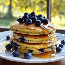 To make fluffy pancakes with blueberries, you need simple ingredients. Here is what you will need: - 1 cup all-purpose flour - 2 tablespoons sugar - 1 tablespoon baking powder - 1/2 teaspoon salt - 1 cup whole milk (or almond milk) - 1 large egg - 2 tablespoons unsalted butter, melted - 1 cup fresh blueberries (plus extra for serving) - 1 teaspoon vanilla extract - Maple syrup, for serving These ingredients come together to create delicious pancakes. Each component plays a role in the final texture and taste. For instance, the baking powder helps your pancakes rise and become fluffy. The sugar adds a hint of sweetness, balancing the tartness of the blueberries. I recommend using fresh blueberries for the best flavor. You can also try this recipe with frozen blueberries, but fresh ones provide a burst of taste. When you have everything ready, you can check the [Full Recipe] and start cooking! Start by gathering your dry ingredients. In a large bowl, add 1 cup of all-purpose flour, 2 tablespoons of sugar, 1 tablespoon of baking powder, and 1/2 teaspoon of salt. Whisk these together until they are well mixed. This step is key for fluffy pancakes. The baking powder helps them rise. Now, grab another bowl for the wet ingredients. Pour in 1 cup of milk, then crack in 1 large egg. Add 2 tablespoons of melted unsalted butter and 1 teaspoon of vanilla extract. Whisk these together until they blend smoothly. This mix adds flavor and moisture to your pancakes. Carefully combine the dry and wet ingredients in one bowl. Pour the wet mix into the bowl with the dry ingredients. Stir gently until just combined. Don’t worry if there are small lumps; they help keep the pancakes fluffy. Now, fold in 1 cup of fresh blueberries. This adds a burst of sweetness in every bite. Preheat your non-stick skillet or griddle over medium heat. Lightly grease it with butter or cooking spray. Pour about 1/4 cup of batter for each pancake. Cook until bubbles appear on the surface, about 2-3 minutes. The edges should look set. Flip the pancakes and cook for another 1-2 minutes until they are golden brown. Serve your pancakes warm. Top them with more blueberries and a drizzle of maple syrup. This adds a sweet touch that everyone loves. Enjoy your fluffy pancakes with blueberries for a delightful breakfast. For the full recipe, refer back to the ingredients list. To make your pancakes fluffy, avoid overmixing the batter. Mix until the dry and wet ingredients just combine. A few lumps are okay. Overmixing makes the pancakes dense. Next, heat management is key. Preheat your skillet on medium heat. If it’s too hot, the pancakes burn. If it’s too cool, they turn soggy. A drop of water should sizzle and evaporate when the skillet is ready. Adding blueberries is simple. Use fresh blueberries for the best flavor. Fold them into the batter gently. This ensures they spread evenly in each pancake. If you prefer, toss the blueberries in a bit of flour first. This prevents them from sinking to the bottom. For toppings, maple syrup is classic. You can also try yogurt or whipped cream. Fresh fruit like bananas or strawberries pairs well too. Nuts add crunch and flavor. Mixing flavors makes breakfast fun! For more details, check the Full Recipe. {{image_2}} You can switch out blueberries for other fruits. Strawberries and bananas work great. Just slice the strawberries and mash the bananas before adding them to your batter. This change adds a new twist to your fluffy pancakes. Each fruit brings its own flavor, making breakfast more fun. If you need gluten-free pancakes, use gluten-free flour. Many brands offer blends that work well in any pancake recipe. Just swap the all-purpose flour with gluten-free flour. Your pancakes will still be fluffy and delicious. This option makes it easy to enjoy a tasty breakfast without the gluten. Adding spices can make your pancakes even better. Try adding a pinch of cinnamon or nutmeg to the batter. These spices add warmth and extra flavor. They pair well with the sweetness of the blueberries. Feel free to experiment and find your favorite spice mix. You can also mix in some lemon zest for a bright flavor. For the full recipe, check out the complete guide for fluffy blueberry pancakes. You can easily store leftover pancakes in the fridge. First, let them cool down completely. Then, stack the pancakes with a piece of parchment paper between each one. This prevents them from sticking together. Place the stack in an airtight container or wrap them tightly in plastic wrap. They will stay fresh for about 3 to 4 days. If you want to keep pancakes longer, freezing is a great option. Use the same cooling method as before. Once cool, stack the pancakes with parchment paper in between. Place them in a freezer-safe bag or container. Squeeze out as much air as possible to prevent freezer burn. When you’re ready to eat, just reheat them in the microwave or toaster. For the best results, heat them on low power for a few minutes. Pancakes last about 3 to 4 days in the fridge. In the freezer, they can last up to 2 months. Make sure to label your container with the date. This way, you’ll know when to eat them. Enjoy your fluffy pancakes with blueberries anytime you want! You can find the full recipe in the previous section. Yes, you can. Make the batter and store it in the fridge. Use an airtight container to keep it fresh. When ready to cook, stir the batter gently. It may thicken overnight, so add a splash of milk if needed. To make fluffier pancakes, use enough baking powder. This ingredient is key for lift. A good rule is one tablespoon per cup of flour. Make sure your baking powder is fresh. You can also separate the egg. Whip the egg white until light, then fold it in last. This adds air for a fluffier texture. To reheat pancakes, use a microwave or skillet. For the microwave, place pancakes on a plate and cover with a damp paper towel. Heat in short bursts until warm. If using a skillet, heat on low. Add a small amount of butter and warm each pancake for about 30 seconds on each side. Yes, there are many vegan options. You can use flaxseed meal mixed with water. Combine 1 tablespoon of flaxseed with 2.5 tablespoons of water. Let it sit until it thickens. Another option is unsweetened applesauce. Use 1/4 cup for each egg. Both will keep your pancakes moist and tasty. For a full recipe, check out the [Full Recipe]. You now know how to make delicious blueberry pancakes. We covered each step, from mixing ingredients to cooking. I shared tips for perfect texture and ideas for variations. You can even store leftovers easily. Remember, cooking is fun, and experimenting with flavors can lead to tasty results. Don’t be afraid to try new fruits or toppings. Enjoy your pancakes and share them with friends and family!
