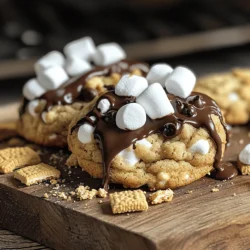 - 1 cup unsalted butter (2 sticks) - 1 cup brown sugar, packed - 1/2 cup granulated sugar - 1 large egg - 1 tablespoon vanilla extract - 2 cups all-purpose flour - 1/2 teaspoon baking soda - 1/4 teaspoon salt - 1 cup graham cracker crumbs - 1 cup semi-sweet chocolate chips - 1 cup mini marshmallows When you gather ingredients for brown butter s'mores cookies, focus on quality. The butter is key. I recommend using high-fat unsalted butter for the best flavor. - Best choices for butter: Look for brands like Kerrygold or Plugra. They offer rich flavor. - Premium chocolate chip options: Ghirardelli and Guittard provide great taste and melt perfectly. - Quality graham cracker brands: Choose Honey Maid or Nabisco for a classic crunch. These choices help maximize flavor and texture. You can check the [Full Recipe] for detailed steps on how to combine these ingredients into delicious cookies. First, let's brown the butter properly. In a medium saucepan, melt 1 cup of unsalted butter over medium heat. As it melts, keep an eye on it. Swirl the pan occasionally. You want the butter to foam and turn golden brown. This should take about 5 to 7 minutes. When it gives off a nutty smell, take it off the heat. Let it cool for a bit. Next, measure and mix the dry ingredients. In a separate bowl, combine 2 cups of all-purpose flour, 1/2 teaspoon of baking soda, and 1/4 teaspoon of salt. Then add 1 cup of graham cracker crumbs. Whisk these together until well mixed. Now, it’s time to mix the dough. Start by combining the wet and dry ingredients. In a large bowl, mix the browned butter with 1 cup of brown sugar and 1/2 cup of granulated sugar. Stir until it’s smooth. Then, add 1 large egg and 1 tablespoon of vanilla extract. Mix until it’s well combined. Gradually add the dry mixture to the wet mixture. Stir gently until just combined. The dough should feel sticky. Now, fold in 1 cup of semi-sweet chocolate chips and 1 cup of mini marshmallows. Make sure they are evenly spread throughout the dough. Chilling the dough is next. Cover the bowl with plastic wrap and place it in the fridge. Chill for at least 30 minutes. This step ensures the cookies have the right texture when baking. Preheat your oven to 350°F (175°C). Line your baking sheets with parchment paper to prevent sticking. Proper spacing on baking sheets is key. Use a cookie scoop or tablespoon to place the chilled dough on the sheets. Space them about 2 inches apart. Bake the cookies for 10 to 12 minutes. They should be lightly golden around the edges but look a bit underbaked in the center. This is what makes them soft and gooey. After baking, let them cool on the sheets for 5 minutes. Then, transfer them to a wire rack to cool completely. For the full recipe, check the section above. Enjoy making these delightful Brown Butter S'mores Cookies! To make brown butter, start with unsalted butter. Melt it in a medium saucepan over medium heat. It's ready when it turns a golden brown and smells nutty. This stage takes about 5-7 minutes. Watch closely, as it can burn quickly. Common mistakes include using too high heat or not stirring enough. Stirring helps the butter cook evenly. Don't rush this step; the flavor is key in your cookies. For chewy cookies, use more brown sugar than white sugar. This adds moisture. If you want crispy cookies, use more granulated sugar. Also, bake them a bit longer. Overmixing dough can lead to tough cookies. Mix until just combined, and stop when you see no dry flour. You want a sticky dough, not a smooth one. Serve the cookies on a rustic wooden platter for charm. For added visual appeal, drizzle melted chocolate on top. A sprinkle of crushed graham crackers adds a nice touch. These simple steps make your cookies look as good as they taste. For the full recipe, check the details above. {{image_2}} If you need gluten-free options for Brown Butter S'mores Cookies, use gluten-free flour. Many brands offer a one-to-one blend that works well. You can also find gluten-free graham crackers. These swaps keep the taste while making it safe for gluten-sensitive friends. For dairy-free cookies, substitute the butter with a plant-based option. Coconut oil or vegan butter can work well here. Choose dairy-free chocolate chips to keep it creamy and delicious. These changes allow everyone to enjoy this treat. To add more flavor, consider mixing in nuts or spices. Chopped walnuts or pecans provide a nice crunch. You could also add cinnamon or nutmeg to give a warm spice note. These small changes can transform your cookie experience. Another fun option is swapping out the chocolate types. Dark chocolate brings richness, while white chocolate adds sweetness. You can even use flavored chocolate, like mint or caramel, for a twist on the classic taste. Incorporating seasonal spices or mix-ins can make your cookies stand out. For fall, add pumpkin spice. In winter, try peppermint bits or crushed candy canes. These festive flavors can make your cookies a holiday favorite. You can also create themed cookies for special occasions. For Halloween, use orange and black sprinkles. For Christmas, add red and green decorations. These small touches make your cookies fun and festive for any celebration. Store your Brown Butter S'mores Cookies at room temperature. Use an airtight container to keep them fresh. This method works well for about a week. If you want to keep them longer, refrigerate them. Place cookies in a sealed bag or container to avoid drying out. If you need even more time, freeze your cookies. Just make sure they cool completely first. Wrap each cookie in plastic wrap. Then, place them in a freezer bag. They can last up to three months in the freezer. To enjoy soft cookies, reheat them in the microwave. Start with a few seconds at low power. Check them often to avoid overbaking. You want them warm, not hot. For a crispier texture, pop them in the oven. Set it to 350°F (175°C) and bake for about 5 minutes. This method helps retain that gooey center. Brown Butter S'mores Cookies stay fresh for about a week at room temperature. If refrigerated, they can last up to two weeks. Check for signs of staleness. If they feel hard or crumbly, it’s time to toss them. Always trust your senses. If the cookies smell off, it’s best to throw them out. Enjoy the deliciousness of your cookies while they last! You know the cookies are done when the edges turn a light golden brown. They should look slightly soft in the middle. Bake them for about 10 to 12 minutes. The cookies will continue to cook a bit after you take them out. This gives them a nice chewy texture. Yes, you can freeze the cookie dough! First, scoop the dough onto a baking sheet. Space the scoops apart. Freeze them for about an hour until firm. After that, place the dough balls in a freezer bag. Label it with the date and type. To use, thaw the dough overnight in the fridge. Then bake as you normally would. Several factors make these cookies chewy. The brown butter adds richness and moisture. Using a mix of brown and white sugar helps too. Brown sugar retains more moisture than white sugar. Chilling the dough also helps keep the cookies from spreading too much. This leads to a thicker, chewier cookie. Yes, you can make these cookies without graham crackers. Use crushed cookies or cereal instead. You can also try using oat flour for a different taste. These swaps will help keep the flavor similar. You may miss the classic s'mores crunch, but the cookies will still taste great. Store leftover cookies in an airtight container. This helps keep them fresh and soft. You can also place a slice of bread in the container. This adds moisture and keeps the cookies chewy. For longer storage, freeze the cookies in a bag. Just thaw them at room temperature before eating. We covered a lot in this blog post. You learned the best ingredients for your cookies, including brands to choose. The step-by-step guide helps you mix and bake them perfectly. I shared tips on achieving the right texture and creative ways to present your cookies. Plus, we explored fun variations and storage tips to keep them fresh. With this knowledge, you can make tasty cookies every time. Enjoy baking and sharing your creations!