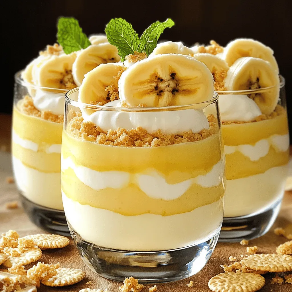 To make this creamy banana dessert, you need a few key ingredients. These are simple yet essential for great taste and texture. - 3 ripe bananas, mashed - 1 cup heavy cream - 1/2 cup cream cheese, softened - 1/2 cup powdered sugar - 1 teaspoon vanilla extract - 1/4 teaspoon cinnamon - 1/2 cup crushed graham crackers These ingredients work together to create a rich and smooth dessert. The ripe bananas add natural sweetness, while the cream cheese gives it a nice creaminess. The heavy cream brings a fluffy texture that makes it perfect for layering. You can also add a few optional ingredients for extra flavor. This can elevate your dessert even more. - 1/4 cup chopped walnuts or pecans - Fresh banana slices and mint leaves for garnish Chopped nuts add a delightful crunch. They also introduce a nutty flavor that complements the sweetness. Fresh banana slices and mint leaves not only look pretty but also add freshness to each bite. This creamy banana dessert is not only delicious but also has some nutritional benefits. Here’s a quick look at what you get per serving: - Calories: Approximately 350 - Protein: 3g - Fat: 24g - Carbohydrates: 30g - Fiber: 2g This dessert does have sugar and fat, mainly from the cream and cream cheese. However, you get some fiber from the bananas and nuts, making it a tasty treat in moderation. Enjoy this creamy banana delight as an occasional dessert! For the full recipe, check out the details above. Start by taking three ripe bananas. Mash them well in a mixing bowl. Add in half a cup of softened cream cheese. Next, sprinkle in half a cup of powdered sugar and one teaspoon of vanilla extract. Use an electric mixer to beat this mixture until it is smooth and creamy. This banana base will be the heart of your dessert. In a separate bowl, pour in one cup of heavy cream. Use a hand mixer or a whisk to whip the cream. Keep mixing until you see stiff peaks form. This means the cream can hold its shape well. Be careful not to over-whip; it can turn into butter! Gently fold the whipped cream into your banana mixture. This step adds air and lightness. Now, grab some serving glasses or bowls. Start by adding a spoonful of your creamy banana mix at the bottom. Follow this with a layer of crushed graham crackers. Repeat these layers until you use all the ingredients. Make sure to end with a layer of the banana cream. Chill the desserts in the fridge for at least one hour. This waiting time lets the flavors blend beautifully. Before serving, add some fresh banana slices and mint leaves on top. These will make your dessert look stunning and fresh. For the full recipe, check out the main section! Use ripe bananas for a sweeter flavor. The best bananas have brown spots. They are soft and easy to mash. Fresh cream cheese makes your dessert rich. Always check the date on your cream and cheese. This ensures they are fresh and safe to eat. High-quality heavy cream whips better and adds a nice texture. Your dessert will taste great with top-notch ingredients. Serve this dessert in clear glasses. This lets everyone see the lovely layers. You can also add a sprinkle of crushed graham crackers on top. Fresh banana slices and mint leaves make it look fancy. Try serving it with a scoop of vanilla ice cream for extra fun. It balances the flavors well and adds creaminess. Mix the banana base until smooth. You want no lumps for a creamy texture. Whip the heavy cream until it has stiff peaks. This gives your dessert a light and airy feel. When you fold the whipped cream into the banana mix, do it gently. This keeps the air in and maintains the fluffiness. If the mix is too thick, add a splash of milk to help it blend. {{image_2}} You can swap bananas for other fruits. Try ripe strawberries, peaches, or mangoes. Each fruit adds its unique taste. Strawberries bring a sweet and tangy note. Peaches add a juicy freshness. Mangoes offer a tropical vibe. You can mix and match to find your favorite fruit. If you want a lighter version, use Greek yogurt instead of cream cheese. It gives a creamy texture with less fat. You can also use honey or maple syrup in place of powdered sugar. These natural sweeteners boost flavor without the guilt. Using almond milk instead of heavy cream cuts calories too. To make this dessert vegan, replace heavy cream with coconut cream. It whips up nicely and adds a tropical twist. Use a plant-based cream cheese for a creamy base. For sweetness, agave syrup works well as a substitute. This way, everyone can enjoy this delicious treat. For the complete recipe and more details, check the Full Recipe. Store your leftover creamy banana dessert in an airtight container. This keeps air out and helps avoid spoilage. Make sure to put it in the fridge right after serving. The dessert will stay good for about three days. If you notice any signs of browning, it’s best to toss it. To keep your dessert fresh, avoid exposing it to air. It can lead to a dry texture. If you want to enjoy it later, add fresh banana slices just before serving. This keeps the flavor bright and the look appealing. Also, try using plastic wrap directly on the dessert's surface. This step helps lock in moisture and prevents browning. If you want to save your dessert for a longer time, freezing is a smart option. First, scoop the dessert into individual portions. This makes it easy to thaw only what you need. Use freezer-safe containers or bags to prevent freezer burn. When you’re ready to eat, let it thaw in the fridge overnight. Enjoy the creamy goodness from your freezer stash! For the full recipe, check the instructions above. Yes, you can use frozen bananas. Just thaw them first. Frozen bananas work well because they become very soft when thawed. This makes them easy to mash. However, they can be a bit watery. Drain excess liquid before adding them to your mix. This will keep your dessert from becoming too runny. If you need a substitute for heavy cream, try coconut cream. It whips up nicely and adds a light coconut flavor. You can also use full-fat Greek yogurt for a healthier option. It won’t whip, but it will add creaminess. If you prefer a dairy-free choice, almond milk mixed with a bit of cornstarch can work too. You can store the Creamy Banana Dessert in the fridge for up to three days. Cover it well with plastic wrap or a lid to keep it fresh. The bananas may brown slightly, but it will still taste great. If you want to save it longer, try freezing it. Just remember to let it thaw in the fridge before serving. In this blog post, I covered how to make a creamy banana dessert. I shared key ingredients, tips, and step-by-step instructions. You learned about variations, storage, and answered common questions. Now, you can create this tasty treat with confidence. Enjoy experimenting with flavors and ingredients. Remember to have fun and share it with others. Happy dessert making!