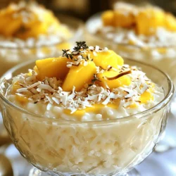 - 1 cup Arborio rice - 4 cups coconut milk (canned) - 1/2 cup sugar - 1/4 teaspoon salt - 1 teaspoon vanilla extract - 1/2 cup shredded coconut (sweetened or unsweetened) - Fresh mango slices (for serving) - Toasted coconut flakes (for garnish) The main ingredients for coconut rice pudding create a rich and creamy base. Arborio rice gives the pudding its lovely texture. Coconut milk adds a creamy flavor, making every bite a delight. Sugar sweetens the dish, and a little salt balances the flavors. Vanilla extract brings warmth, while shredded coconut adds a fun chewiness. Fresh mango slices are perfect for serving and add a bright touch. Toasted coconut flakes on top give a crunchy twist. - A pinch of cinnamon - Chopped nuts (e.g., almonds or pistachios) If you want to change things up, add a pinch of cinnamon. It brings a warm spice that pairs well with coconut. Chopped nuts like almonds or pistachios add crunch and flavor. Feel free to mix and match based on your taste! - Medium saucepan - Stirring spoon - Serving bowls You will need a medium saucepan to cook the rice pudding. A stirring spoon is key to mix everything well. Finally, use serving bowls to present your delightful treat. When you serve it in clear bowls, everyone can see its creamy goodness. Make sure to check the full recipe for all the steps to create this magical dish! To start, gather your ingredients. In a medium saucepan, combine the following: - 1 cup Arborio rice - 4 cups coconut milk (canned) - 1/2 cup sugar - 1/4 teaspoon salt Stir to mix these ingredients well. This step is key for even cooking. Next, place the saucepan over medium heat. Watch closely as you heat and stir until the mixture begins to boil. This should take just a few minutes. Once you see bubbles, it’s time to adjust the heat. Reduce it to low and cover the saucepan. This helps the rice cook evenly. Let it simmer for about 30-35 minutes. Stir occasionally. This keeps the rice from sticking to the bottom. You want the rice to become creamy and tender. After cooking, take the saucepan off the heat. Now, stir in these two ingredients: - 1 teaspoon vanilla extract - 1/2 cup shredded coconut Mix well and let the pudding cool slightly. As it cools, it will thicken just right. You can serve the pudding warm or chilled. Top each bowl with fresh mango slices and a sprinkle of toasted coconut flakes. This adds a lovely touch and makes it look great! For the complete recipe, check the Full Recipe section. To make coconut rice pudding, you must avoid sticky rice. Rinse the Arborio rice under cold water before cooking. This removes excess starch. Starch can make the rice clump together. After rinsing, cook it in coconut milk. Stir often to keep it creamy and smooth. Stirring is key to great rice pudding. It keeps the rice from sticking to the pan. Stir every few minutes while it cooks. This helps the rice absorb the coconut milk evenly. It also prevents burning. Serving coconut rice pudding can be fun. Use clear glass bowls to show off the creamy look. Add a sprig of mint on top for color. This makes the dish even more appealing. You can enhance the flavor with toppings. Fresh mango slices add sweetness. Toasted coconut flakes give a nice crunch. A sprinkle of cinnamon can add warmth. You can also try chopped nuts for extra texture. Many people overcook or undercook the rice. If you overcook it, the rice will turn mushy. If you undercook it, the rice will be hard. Make sure to follow the cooking time closely. Using the wrong type of rice can ruin your pudding. Arborio rice is best for this dish. It has the right amount of starch. This gives the pudding its creamy texture. Avoid regular long-grain rice, as it won't work well. For the full recipe, check out the Coconut Rice Pudding: Disney Copycat. {{image_2}} You can easily adjust this coconut rice pudding for different diets. If you're vegan, swap out sugar for a vegan-friendly sweetener, like maple syrup or agave. This keeps the flavor rich while catering to plant-based diets. If gluten is a concern, rest easy! This recipe is naturally gluten-free. Just focus on using certified gluten-free ingredients. Want to jazz up your pudding? Try adding fruits like pineapple or berries. These fruits bring fresh flavors and vibrant colors. You can also play with spices. A pinch of nutmeg or cardamom can add warmth and depth. Experiment with what you love! Presentation matters! Layer your coconut rice pudding with fresh fruits or a sweet sauce. This not only looks great but adds flavor too. Use dessert glasses for a fancy look. It makes your treat feel special and upscale. You’ll impress everyone at the table with just a few simple touches. Try these variations to make this delightful dish your own! For the full recipe, check out the detailed instructions above. To keep your coconut rice pudding fresh, place it in an airtight container. Make sure it is cool before sealing. This helps avoid moisture buildup. You can store it in the fridge for up to four days. When you want to enjoy leftovers, simply reheat the pudding. The best way is on the stove over low heat. Stir often and add a splash of coconut milk if it seems too thick. You can also microwave it in short bursts. Start with 30 seconds, then stir and check the temperature. If you want to save coconut rice pudding for later, freezing works well. Just spoon it into freezer-safe containers. Leave some space at the top for expansion. It can last up to three months in the freezer. To thaw, move it to the fridge for a few hours or overnight. This keeps the texture nice. If you are in a hurry, you can use the microwave, but be careful to avoid hot spots. Coconut rice pudding lasts about four days in the fridge. After that, it may lose its taste and texture. Look for signs of spoilage. If it smells sour or has a strange color, it's best to toss it. A change in texture can also mean it's time to say goodbye. Enjoy your dessert fresh for the best flavor. The secret lies in using Arborio rice. It gives the pudding a creamy texture. You need to stir often while cooking. This keeps the rice from sticking and helps it absorb flavors. Adding vanilla extract enhances the taste. Don’t forget the shredded coconut for extra flavor and texture. You can use regular rice, but the texture will change. Arborio rice is starchier and creates that creamy feel. If you use regular rice, your pudding may be less rich. Long-grain rice will not work well. Stick with short or medium-grain rice for a better result. You can serve it either way. Warm pudding feels cozy and comforting. Chilled pudding is refreshing, especially on a hot day. It thickens as it cools, making it even creamier. Try both ways to see which you prefer! To replicate that smooth texture, stir frequently while cooking. Use the right amount of coconut milk. Let it simmer long enough for the rice to soften. Adding shredded coconut at the end also helps. You want a creamy, dreamy pudding that melts in your mouth. You can top it with fresh mango slices for sweetness. Toasted coconut flakes add crunch and flavor. Chopped nuts like almonds or pistachios add a nice touch too. A drizzle of honey or a sprinkle of cinnamon can also elevate your dish. Enjoy mixing and matching your favorite toppings! You have all the steps to make delicious coconut rice pudding. We covered the key ingredients, easy cooking instructions, and tips for perfecting your dish. You learned about variations and how to store leftovers properly. With these insights, you can create a tasty treat for any occasion. Enjoy your cooking, and don't be afraid to try new flavors or toppings. Happy pudding making!