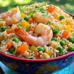 - 1 cup jasmine rice (uncooked) - 1 pound large shrimp, peeled and deveined - 2 eggs, lightly beaten - 1 cup frozen peas and carrots mix - 1 bell pepper, diced (any color) - 3 green onions, chopped - 2 cloves garlic, minced - 3 tablespoons soy sauce - 2 tablespoons sesame oil - 1 tablespoon vegetable oil - Salt and pepper to taste When I make shrimp fried rice, I love using jasmine rice. It has a nice flavor and aroma. You can also use day-old rice for the best results. It stays firm and doesn’t get mushy. I recommend using large shrimp for this dish. They cook quickly and give a nice bite. Always peel and devein them before cooking. This makes them cleaner and tastier. For the veggies, I use a mix of frozen peas and carrots. They add color and sweetness. Dice up a bell pepper for some crunch. The green onions add a fresh taste, while garlic gives depth. The soy sauce and sesame oil are key for flavor. They bring everything together. Don’t forget to season with salt and pepper. Adjust to your taste as you cook. By gathering these ingredients, you set yourself up for a delicious meal. Each element plays a role in creating that savory shrimp fried rice. For the full recipe, check out Shrimp Fried Rice Delight 🥢. Enjoy cooking! - Rinse jasmine rice under cold water. This removes excess starch. - Cook according to package instructions. This usually takes about 15 minutes. - Use day-old rice for best texture. It fries better and won’t clump. - Heat vegetable oil over medium-high heat. This is key for a good sear. - Sauté shrimp until cooked through, about 3-4 minutes. Look for them to turn pink. - Set aside cooked shrimp. This keeps them from overcooking. - Add beaten eggs to the skillet. This adds richness to the dish. - Scramble until fully cooked. It should take just a couple of minutes. - Remove and set aside with the shrimp. This keeps everything organized for mixing later. - Use day-old rice for perfect texture. Fresh rice can be too moist. Day-old rice dries out, making it easy to fry. - Don’t overcook shrimp for optimal flavor. Cook them just until they turn pink. This keeps shrimp tender and juicy. - Stir-fry on high heat for crispy rice. High heat helps the rice get a nice crunch. - Let rice fry without stirring frequently. This lets the rice develop a golden crust. Stirring too much keeps it soft. - Serve in a large bowl or individual plates. This makes it look inviting and fun. - Garnish with chopped green onions and sesame seeds. This adds color and a bit of crunch. {{image_2}} Adding variety to your shrimp fried rice can make it even more fun. Here are some ideas to spice up your dish. You can easily add more veggies. Try mixing in broccoli, snap peas, or mushrooms. Each will give your rice a nice crunch and color. Seasonal vegetables can also brighten your meal. Think about adding zucchini or spinach when they are fresh. If you want to switch things up, use chicken, tofu, or beef instead of shrimp. These proteins work great with the rice. You can also mix shrimp with another protein for extra flavor. Imagine shrimp and chicken together in one dish! Don't be afraid to play with flavors. You can try different sauces like teriyaki or oyster sauce. Adding chili paste gives it a spicy kick if you like heat. Experiment with spices like ginger or black pepper for new tastes. These variations keep your shrimp fried rice fresh and exciting. You can enjoy it in many ways! If you want the full recipe, check out Shrimp Fried Rice Delight. Store your shrimp fried rice in an airtight container. Place it in the fridge. For best taste, eat it within 3-4 days. If you want to keep it longer, freeze portions. Use airtight containers or freezer bags. Your shrimp fried rice can last up to 3 months in the freezer. To reheat, use a skillet for the best texture. Add a splash of water to keep it moist. This will help prevent it from drying out. Enjoy your meal as if it were fresh! Yes, you can use different rice types. Brown rice adds a nutty flavor. Basmati rice gives a fragrant taste. Just make sure to adjust cooking times. If you use these, make sure they're cooked well. Day-old rice still works best for this dish. To make shrimp fried rice gluten-free, use gluten-free soy sauce. Brands like Tamari work great. You can also find coconut aminos as a tasty substitute. These options keep the flavor strong without gluten. Check labels to ensure they meet your needs. Serve shrimp fried rice with light salads or soups. A crisp cucumber salad pairs well. Hot and sour soup adds warmth. You can also try spring rolls as an appetizer. These side dishes balance the meal nicely. You can find the full recipe here: Shrimp Fried Rice Delight 🥢. This recipe gives you all the details you need for your dish! This blog post covered how to make delicious shrimp fried rice. We explored key ingredients, cooking methods, and tips for perfect flavor and texture. Remember, using day-old rice and not overcooking shrimp are essential steps. You can also get creative with veggies and proteins to match your taste. Enjoy your cooking, and have fun experimenting with different flavors!