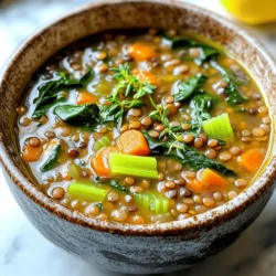 Lentil Soup with Spinach Packed with Flavor and Nutrition