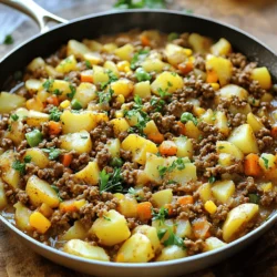 - Ground Beef - Potatoes - Onion and Garlic Ground beef is the star of this dish. It brings rich flavor and protein. I love using 1 pound for a hearty meal. Potatoes add a nice texture. Four medium potatoes, diced, work best for this recipe. They soak up all the tasty juices. Onion and garlic give depth and aroma. Use one medium onion and two cloves of garlic for great taste. - Frozen Mixed Vegetables - Spices and Seasonings - Garnish Options You can add frozen mixed vegetables for color and nutrition. A cup of mixed veggies adds sweetness and crunch. Spices and seasonings make your dish unique. I use Worcestershire sauce, paprika, and dried thyme. Adjust salt and pepper to your liking for flavor. Lastly, fresh parsley makes a lovely garnish. It adds a pop of color and freshness to your plate. For the full recipe, check out the Beefy Potato Fusion Delight! Sautéing Onion and Garlic First, heat the olive oil in a large skillet over medium heat. Add the finely chopped onion and minced garlic. Sauté these ingredients until the onions turn soft and clear, about 3 to 4 minutes. This step adds great flavor to your dish. Browning the Ground Beef Next, add the ground beef to the skillet. Use a spatula to break it apart as it cooks. You want it to brown evenly and lose its pink color. This takes about 6 to 7 minutes. Don’t forget to season it with salt, pepper, and paprika. This adds depth to the taste. Incorporating Potatoes and Broth Now, stir in the diced potatoes and pour in the beef broth. Bring this mixture to a gentle simmer. Cover the skillet with a lid and let it cook for about 15 minutes. This step is key as you want the potatoes to become tender. Adding Mixed Vegetables and Seasoning Once the potatoes are soft, it’s time to add the frozen mixed vegetables. Pour in the Worcestershire sauce and sprinkle the dried thyme. Give everything a good stir to combine. Let it simmer for an additional 5 minutes. This helps the flavors mix well together. For the full recipe, check [Full Recipe]. Choosing the Right Potatoes For this meal, I love using Yukon Gold or Russet potatoes. These types are creamy and fluffy. They hold their shape well and cook evenly. Avoid waxy potatoes, as they won't give you that nice texture you want. Always peel and dice your potatoes to make sure they cook faster. Tips for Flavors Boost the flavor with fresh herbs like thyme or parsley. Add them at the end for a fresh touch. You can also mix in a splash of soy sauce or hot sauce for a kick. You might want to try some cheese on top for extra richness. Skillet vs. Slow Cooker I prefer a skillet for this dish. It cooks quickly and gives you great browning. A slow cooker works too, but it takes longer. If you use one, set it on low for about 6 hours. Both methods will yield a tasty meal. Adjusting Cooking Times Keep an eye on the potatoes. If they are cut small, they cook fast—about 15 minutes. Larger pieces may need a bit more time. Always check with a fork to make sure they are tender. Adjust the cooking time based on how you cut your potatoes. {{image_2}} Gluten-Free Options This dish is naturally gluten-free. You can enjoy it without worry. Just make sure your beef broth is gluten-free. Some broth brands add gluten. Check the label to be safe. Vegetarian Substitutes If you want a vegetarian meal, swap the ground beef for lentils or mushrooms. Cook the lentils until soft, or use finely chopped mushrooms for a meaty texture. This change keeps the dish hearty and tasty. Instant Pot Recipe You can make this meal in an Instant Pot for speed. Start by sautéing the onion and garlic using the sauté function. Then, add the ground beef and cook until browned. Next, toss in the potatoes, broth, and seasonings. Seal the lid and cook on high pressure for 10 minutes. Let the steam release naturally for best results. Oven-Baked Casserole For a cozy oven-baked version, layer the cooked mixture in a baking dish. Top it with cheese or breadcrumbs for a crunchy finish. Bake it at 375°F for 20-25 minutes. This method allows the flavors to meld together beautifully. For the full recipe, check out Beefy Potato Fusion Delight. You can store leftovers in an airtight container. Keep them in the fridge for up to three days. Make sure they cool down before sealing. This helps keep the flavors fresh. For reheating, use a skillet over low heat. Stir often to heat evenly. You can also use the microwave. Just cover the dish to keep moisture in. Heat it in short bursts, stirring in between. To freeze your dish, let it cool first. Then, place it in a freezer-safe container. Squeeze out as much air as possible to prevent freezer burn. You can freeze it for up to three months. When you're ready to eat, thaw it in the fridge overnight. You can also use the microwave for quick thawing. After thawing, reheat as mentioned before. This keeps the meal tasty and warm. How to make ground beef and potatoes taste better? To boost the flavor, add spices like paprika and thyme. Fresh herbs, like parsley, add great taste too. You can also mix in sauces like Worcestershire for depth. A splash of beef broth enhances the dish’s richness. Letting the dish simmer allows the flavors to blend well. Can I use other meats instead of ground beef? Yes, you can use turkey, chicken, or pork. Each meat gives a unique flavor. Ground turkey is leaner, while pork adds sweetness. Just remember to adjust cooking times based on the meat you choose. What to serve with ground beef and potatoes? This dish pairs well with a fresh salad or steamed veggies. You can also serve it with crusty bread for dipping. For a balanced meal, add fruit on the side. A light dessert, like fruit salad, can round off the meal nicely. Is this dish healthy? Yes, it can be a healthy option. Ground beef provides protein, while potatoes offer fiber. Adding mixed vegetables boosts vitamins and minerals in your meal. Just watch your portion sizes and seasoning for a balanced diet. For a healthier twist, use lean meats and olive oil. For a detailed recipe, check the Full Recipe. You learned how to make a great ground beef and potato dish. We covered essential ingredients and optional additions to enhance flavor. I shared step-by-step cooking instructions for perfecting your meal. Remember to choose the right potatoes and explore cooking methods. Storage tips help keep leftovers fresh, and I answered common questions. Experiment with variations to suit your diet. This dish is simple, tasty, and can fit many needs. I hope you enjoy cooking and sharing this meal with others. Happy cooking!