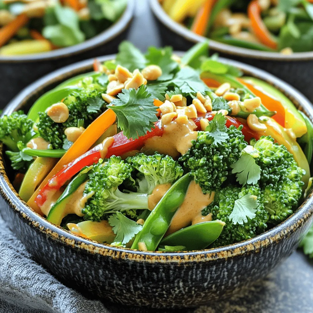 For a great vegetable stir-fry, I love using fresh vegetables. Here’s what you need: - 1 cup broccoli florets - 1 bell pepper, sliced (any color) - 1 carrot, julienned - 1 zucchini, sliced - 1 cup snap peas - 3 green onions, chopped - 3 cloves garlic, minced - 1 tablespoon grated ginger - 2 tablespoons vegetable oil These veggies bring color and crunch. You can swap any vegetable you like. The peanut sauce is the star of the dish. Gather these simple ingredients: - 1/3 cup creamy peanut butter - 2 tablespoons soy sauce - 1 tablespoon maple syrup - 1 tablespoon rice vinegar - 1 teaspoon sesame oil - 2-3 tablespoons water (for adjusting consistency) This sauce is creamy and packed with flavor. It’s easy to make and adds depth to your stir-fry. To finish your dish, consider these tasty toppings: - Chopped peanuts - Fresh cilantro These add a nice crunch and fresh taste. You can drizzle extra peanut sauce on top for more flavor. For the full recipe, check the details above. Start by washing all your veggies. Chop the broccoli into small pieces. Slice the bell pepper into strips. Julien the carrot and slice the zucchini. Rinse the snap peas and set them aside. Finally, chop the green onions and mince the garlic. Grate the ginger, too. This prep work makes cooking fast and fun. Heat vegetable oil in a large skillet or wok over medium-high heat. Add the minced garlic and grated ginger. Stir them for about 30 seconds. This step brings out their great smells. Next, toss in the broccoli, bell pepper, and carrot. Stir-fry these for about 3-4 minutes until they soften a bit. Then, add the zucchini and snap peas. Cook for another 2-3 minutes. You want them to be crisp but tender. In a small bowl, whisk together the creamy peanut butter, soy sauce, maple syrup, rice vinegar, and sesame oil. Add 2-3 tablespoons of water to get the sauce smooth. This peanut sauce is key to your dish. It adds flavor and creaminess. Adjust the water until it reaches your desired thickness. Once the veggies are cooked, pour the peanut sauce over them. Toss gently to coat all the vegetables. Cook everything for one more minute. This helps mix the flavors. Remove the skillet from heat and mix in the chopped green onions. Your Vegetable Stir-Fry with Peanut Sauce is ready for serving. For the full recipe, check the details above. Enjoy your tasty and colorful dish! When picking vegetables for your stir-fry, freshness is key. Look for bright colors and firm textures. Choose seasonal veggies as they taste better and cost less. Here are some great options: - Broccoli florets - Bell peppers - Carrots - Zucchini - Snap peas Mix different shapes and colors for a fun look. Also, consider what you enjoy. If you love a veggie, add it! Your peanut sauce should be creamy but not too thick. If it’s too thick, add water a little at a time. Stir well after each addition. For flavor, taste as you mix. You may like it sweeter, saltier, or tangier. Add more maple syrup for sweetness or soy sauce for salt. To save time, prep your veggies in advance. Wash, cut, and store them in the fridge. They will be ready when you are. Use a pre-made peanut sauce if you’re short on time. This will cut down your cooking time significantly. Another tip: cook your rice or noodles while you stir-fry the veggies. This way, everything finishes at the same time. For the full recipe, check out the Veggie Delight Stir-Fry with Creamy Peanut Sauce. {{image_2}} You can add protein to your stir-fry for more nutrition. Tofu is a great choice. It soaks up flavor well and adds texture. Just press it to remove extra water, then cut it into cubes. Sauté the tofu until it is golden brown before adding your veggies. If you prefer meat, chicken works nicely too. Cut chicken breasts into thin strips, season, and cook them in the pan first. Once cooked, follow the steps for adding vegetables. You can also use shrimp or beef for variety. The peanut sauce gives the stir-fry a rich taste. But you can mix it up! Try using almond butter instead of peanut butter for a different flavor. If you want a kick, add sriracha or chili paste to the sauce. For a lighter option, make a simple soy sauce mix. Combine soy sauce, lime juice, and a touch of honey for a fresh twist. You can also try teriyaki sauce or hoisin sauce as an alternative. Serving your stir-fry can be fun! I like to use bowls for a nice presentation. Drizzle extra peanut sauce on top for added flavor. Don't forget to sprinkle chopped peanuts and fresh cilantro for crunch and color. Serve it with rice, noodles, or even quinoa to make it heartier. You can also enjoy it as a wrap in lettuce leaves for a fresh bite. Each option adds a new layer to your meal, making it more exciting. For the full recipe, check out the details above! To keep your stir-fry fresh, let it cool first. Place it in an airtight container. It will stay good in the fridge for up to 3 days. Be sure to use a clean spoon to avoid cross-contamination. This helps keep it safe to eat later. When you’re ready to eat, you can reheat the stir-fry. Use a microwave-safe dish and cover it loosely. Heat it on high for 1-2 minutes. Stir halfway through for even heating. If you prefer, you can reheat it on the stove. Just add a splash of water to help steam the veggies. You can freeze the vegetable stir-fry too! Just make sure it is fully cooled. Then, transfer it to a freezer-safe container. It will keep well for up to 3 months. When you want to eat it, thaw it in the fridge overnight. For best results, reheat it in a pan. This keeps the texture nice. If you want a quick meal, check out the Full Recipe again! You can use many vegetables in a stir-fry. Great options include: - Broccoli florets - Bell peppers - Carrots - Zucchini - Snap peas - Green onions These veggies cook quickly and stay crunchy. You can mix colors and textures for fun. Feel free to add your favorites, too! Just remember to cut them into small pieces. This helps them cook evenly. Yes, you can make the peanut sauce ahead of time. It stores well in the fridge. I suggest keeping it in a sealed container. It will last for about one week. When you're ready to use it, just stir it up again. You might need to add a bit of water to get the right consistency. To add heat, you can try these options: - Add red pepper flakes while cooking. - Stir in sriracha or chili paste with the sauce. - Include sliced fresh chili peppers in the mix. Start small, so you can adjust the spice level to your taste. You can always add more heat, but it's hard to take it away! This stir-fry is easy to make vegan and gluten-free! Here’s how: - Use gluten-free soy sauce or tamari for the sauce. - Ensure that your peanut butter is gluten-free. For a vegan option, all the ingredients are plant-based. You can also add tofu for extra protein. Just sauté the tofu until golden before adding the veggies. You can find the full recipe for this delicious stir-fry in the earlier sections. This blog post covered how to make a tasty vegetable stir-fry with peanut sauce. We explored fresh vegetables, sauce ingredients, and optional toppings. I shared step-by-step cooking directions and tips for choosing and storing veggies. We discussed fun variations, like adding protein and different sauces. Remember, cooking can be simple and fun. Use this guide to create your own stir-fry. Enjoy your meal and get creative!