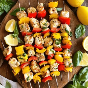 Lemon Basil Chicken Skewers - 1 lb (450g) boneless chicken breast, cut into 1-inch cubes - 2 tablespoons olive oil - Juice and zest of 1 large lemon - 1/4 cup fresh basil leaves, chopped - 3 cloves garlic, minced - 1 teaspoon honey - Salt and pepper to taste - 1 red bell pepper, cut into 1-inch pieces - 1 yellow bell pepper, cut into 1-inch pieces - Wooden or metal skewers (if using wooden, soak in water for 30 minutes) You can change this dish to match your taste. Try adding different veggies. You might like zucchini or cherry tomatoes. For extra spice, add red pepper flakes. You can also use chicken thighs for a juicier bite. If you're in the mood for a twist, swap the basil for cilantro or mint. This will give your skewers a fresh taste. Start by gathering your ingredients. You will need olive oil, lemon juice, lemon zest, chopped basil, minced garlic, honey, salt, and pepper. In a mixing bowl, combine these ingredients. Stir them together until they mix well. This marinade adds flavor and keeps the chicken juicy. The fresh basil pairs perfectly with the lemon. Next, prepare the chicken. Cut the boneless chicken breast into 1-inch cubes. Add these cubes to the marinade. Toss the chicken until every piece is coated. Cover the bowl with plastic wrap. Place it in the refrigerator. Let it marinate for at least 30 minutes. For deeper flavor, you can marinate for up to 2 hours. While the chicken marinates, prepare your skewers. If you use wooden skewers, soak them in water for 30 minutes. This prevents burning on the grill. After marinating, take the chicken out. Thread the marinated chicken onto the skewers. Alternate pieces of red and yellow bell pepper. This adds color and taste to your dish. Once done, your skewers are ready for grilling. Check the full recipe for detailed steps. To start, you need to preheat your grill. Set it to medium-high heat. This helps the chicken cook evenly. A hot grill gives nice grill marks and keeps the meat juicy. If you’re using a grill pan, heat it on the stove. Once your grill is ready, it’s time to cook. Place the skewers on the grill. Cook them for about 10 to 12 minutes. Turn them occasionally. This ensures even cooking. You want the chicken to have a nice golden brown color. It should also be juicy. To check if the chicken is done, use a meat thermometer. The internal temperature should reach 165°F (75°C). If you don’t have a thermometer, cut a piece open. The meat should be white and the juices clear. This means it is safe to eat. Follow these steps for perfect Lemon Basil Chicken Skewers. For the complete process, check the Full Recipe. {{image_2}} For the best taste, marinate the chicken for at least 30 minutes. You can go up to 2 hours for deeper flavor. The marinade has lemon juice, olive oil, garlic, and honey. This mix makes the chicken juicy and tender. Always cover the bowl when marinating to keep the flavors inside. If you can, use fresh basil. It gives a vibrant taste that dried herbs can't match. When you thread the chicken on skewers, alternate with colorful veggies. Use red and yellow bell peppers for a pop. This not only looks good but adds extra flavor too. If you’re using wooden skewers, soak them in water for 30 minutes first. This prevents them from burning on the grill. Make sure to leave some space between each piece. This helps the chicken cook evenly. To make your meal special, serve the skewers on a nice platter. Add lemon wedges and extra basil for color. A light yogurt dip pairs great with these skewers. This adds a cool taste that balances the lemon flavor. You can also serve them with a simple salad or rice for a complete meal. These suggestions make your dish not just tasty, but also fun to eat! You can swap chicken for other proteins. Shrimp works well and cooks fast. Just marinate it the same way. You can also try cubed tofu. Tofu absorbs flavors nicely. It gives a unique twist to your skewers. If you want a veggie option, use mushrooms and zucchini. Both grill beautifully and soak up the marinade. You can also use firm tofu, cut into cubes. Just make sure to marinate it well to infuse flavor. Want to add more taste? Try adding a pinch of red pepper flakes. This adds a nice kick. You can also mix in some chopped sun-dried tomatoes. They bring a sweet, tangy flavor that pairs well with lemon. For a fresh twist, add lime juice instead of lemon. This gives a whole new vibe to your skewers. For the full recipe, check the earlier section. After cooking, let the Lemon Basil Chicken Skewers cool down to room temperature. Store the skewers in an airtight container. They can stay fresh in the fridge for up to three days. Make sure to eat them within this time for the best taste. If you have leftovers, you can freeze the skewers. Wrap each skewer in plastic wrap. Then, place them in a freezer-safe bag or container. They can last in the freezer for about three months. When ready to eat, just thaw them in the fridge overnight. To reheat, preheat your oven to 350°F (175°C). Place the skewers on a baking sheet. Heat them for about 10-15 minutes, or until warm. You can also use a microwave, but this may make them less crispy. For the best flavor, enjoy them fresh. If you want to spice things up, serve with a squeeze of lemon or a drizzle of olive oil. For the complete recipe, check the Full Recipe above! You should marinate the chicken for at least 30 minutes. This helps it soak up all the tasty flavors. For the best taste, let it sit for up to 2 hours in the fridge. The longer it marinates, the more flavor you get! Yes, you can use store-bought marinade. It saves time and adds flavor. Just make sure to pick one that matches the lemon and basil theme. Read the label to check for added sugars or preservatives. Homemade is great, but store-bought works too! Lemon Basil Chicken Skewers pair well with many sides. Try a fresh green salad for crunch. Rice or couscous makes a nice base. Grilled veggies add color and taste. You can even serve them with a yogurt dip for a creamy touch. Explore these ideas in the [Full Recipe] for more inspiration! Lemon Basil Chicken Skewers are a tasty meal they are easy to make. We covered key ingredients, steps to prepare, and cooking tips. These skewers suit many tastes with easy swaps and add-ons. Remember to follow marination and grilling advice for the best flavor. Enjoy this dish fresh or as leftovers. With this guide, you’re set to impress friends and family with your cooking skills.