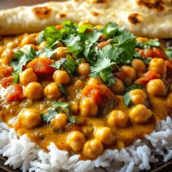 - Two 15 oz cans of chickpeas - Medium onion, finely chopped - Garlic cloves, minced - Fresh ginger, minced - Medium tomatoes, diced - Coconut milk - Curry powder - Ground cumin - Turmeric - Cayenne pepper - Salt - Fresh cilantro - Cooked rice or naan bread To make this spicy chickpea curry, you'll need some simple yet flavorful ingredients. Start with two cans of chickpeas. They provide great texture and protein. Next, grab a medium onion and chop it finely. Onions add sweetness and depth to your dish. You’ll also need three cloves of garlic. Mince them, as they add a strong, aromatic flavor. Fresh ginger is another key ingredient. Just one inch, minced, will bring warmth and spice. Now, get two medium tomatoes. Diced tomatoes give the curry a fresh taste and help create a thick sauce. Finally, a can of coconut milk is essential. It adds creaminess and balances the spices. For spices, use curry powder, ground cumin, turmeric, and cayenne pepper. These spices create the rich flavor profile. Don’t forget salt to enhance all the tastes. To garnish, fresh cilantro adds brightness. Serve the curry with cooked rice or warm naan bread. This combination makes for a hearty meal. For the full recipe, check out the detailed instructions provided. 1. Heating the oil in a large pot: Start by pouring 2 tablespoons of olive oil into a large pot. Turn the heat to medium. Allow the oil to warm for a minute or two. 2. Sautéing onions and aromatics: Next, add 1 finely chopped onion. Cook it until it turns translucent, about 5 minutes. Then, add 3 minced garlic cloves and 1 inch of minced ginger. Cook for another 2 minutes. This builds a great base of flavor. 1. Adding and cooking spices: Now, stir in 2 tablespoons of curry powder, 1 teaspoon of ground cumin, 1 teaspoon of turmeric, and 1/2 teaspoon of cayenne pepper. Let this cook for about 1 minute. This step helps the spices bloom and release their aromas. 2. Incorporating tomatoes and chickpeas: Add 2 diced tomatoes to the pot. Cook them until they soften, about 5 minutes. Then, pour in 2 cans of drained and rinsed chickpeas. Stir well to coat them with the spices. 1. Engaging coconut milk and simmering: Pour in 1 can of coconut milk. Bring the mixture to a gentle simmer. Let it cook for 15 to 20 minutes. This thickens the curry and blends the flavors. 2. Adjusting seasoning and serving: Taste the curry and add salt as needed. Once it’s ready, serve it hot. Garnish with fresh cilantro over cooked rice or warm naan bread. For the full recipe, check out the detailed instructions above. Enjoy your cooking! To boost the flavor of your Spicy Chickpea Curry, try adding more spices while you cook. Adding spices like cumin or coriander can deepen the taste. You can also adjust the cayenne pepper for heat. If you want it milder, use less. For more heat, add a bit more. Taste as you go to find your sweet spot. Perfecting the texture of chickpeas is key. Make sure to rinse and drain canned chickpeas well. This helps remove excess salt and gives a fresher taste. When you sauté your onions, cook them until they are soft and clear. This step builds a strong flavor base for your curry. Don’t rush it; good flavor takes time. Pair your Spicy Chickpea Curry with sides like cooked rice or warm naan bread. This combination makes a complete meal. For presentation, serve the curry in a large bowl. Top it with fresh cilantro for a pop of color. You can also add a slice of lime on the side for extra zest. For the full recipe, check out the details above. {{image_2}} You can make this spicy chickpea curry your own. Swapping ingredients can add new flavors. For a fun twist, use different beans or lentils. Black beans or kidney beans work great. You can also try lentils for a unique texture. Changing up the veggies is another option. Add spinach, kale, or bell peppers for a fresh taste. You can even include sweet potatoes for a sweet note. These swaps keep the dish exciting and full of surprises. Not everyone loves heat. You can adjust the spice level for your family. For a milder dish, reduce the cayenne pepper or leave it out. Try adding a bit of honey or coconut sugar to balance the heat. If you want more creativity, mix spices. Use smoked paprika for a smoky flavor. Adding a pinch of chili powder can also give it a nice kick. Play around with the spices until you find your perfect mix. Making this dish vegan is easy. All the ingredients are plant-based, so no changes needed! Just serve it with rice or naan for a complete meal. If you need gluten-free options, use gluten-free naan or rice. This curry is already free from gluten, so you’re safe! It’s delicious for everyone, no matter their diet. For the full recipe, check the earlier sections. Enjoy your cooking adventures! To keep your spicy chickpea curry fresh, store leftovers in the fridge. Place the curry in an airtight container. Glass containers work great, as they do not stain. If you use plastic, make sure it is BPA-free. If you want to save some for later, freezing is easy. Let the curry cool completely before freezing. Use freezer-safe bags or containers to avoid freezer burn. When ready to eat, thaw it in the fridge overnight. To reheat, simply warm it up on the stove or in the microwave. Add a splash of coconut milk to restore creaminess. In the fridge, the curry lasts about 4 to 5 days. If you freeze it, it can last up to 3 months. Always check for signs of spoilage before eating. If it smells sour or looks off, it’s best to toss it. Proper storage helps keep your meals safe and tasty! Cooking Spicy Chickpea Curry is quick and easy. It takes about 10 minutes to prep. The total cooking time is around 30 minutes. So, you can enjoy this dish in just 40 minutes. Yes, you can use dried chickpeas. First, soak them overnight in cold water. This helps them soften. After soaking, cook them in fresh water for about 1 to 1.5 hours. Make sure they are tender before adding them to the curry. Using dried chickpeas takes more time but adds great flavor. Serve Spicy Chickpea Curry hot. I love it with cooked rice or warm naan bread. The rice soaks up the sauce well. You can also sprinkle fresh cilantro on top for a burst of flavor. This dish is perfect for any meal! For the full recipe, check the section above. This blog post explored cooking a spicy chickpea curry from scratch. We covered key ingredients, preparation steps, and cooking techniques. You learned ways to enhance flavor and adapt the recipe to suit your taste. We also discussed storage tips and answered common questions. With this knowledge, you can create a delicious curry. It’s a simple dish that allows for creativity. Enjoy making it your own and sharing it with friends and family. Happy cooking!