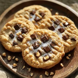 - 1 cup creamy peanut butter - 1/2 cup granulated sugar - 1/2 cup brown sugar, packed - 1 large egg - 1 teaspoon vanilla extract - 1/2 teaspoon baking soda - 1/4 teaspoon salt - 1 cup semi-sweet chocolate chips - 1/2 cup chopped peanuts (optional for extra crunch) For gluten-free options, you can use gluten-free flour. Almond flour works well too. For vegan substitutions, swap the egg for a flax egg. Mix 1 tablespoon of flaxseed meal with 2.5 tablespoons of water and let it sit for five minutes. This will act like an egg in your cookies. When choosing peanut butter, look for brands with no added sugar or oils. Natural peanut butter tastes best. For chocolate chips, semi-sweet is my top pick. Dark chocolate chips add a richer flavor. You can also opt for milk chocolate for a sweeter taste. 1. Preheat your oven to 350°F (175°C). Line a baking sheet with parchment paper. This helps cookies not stick. 2. In a large bowl, mix the creamy peanut butter, granulated sugar, and brown sugar. Beat until smooth. 3. Add the egg and vanilla extract. Mix well until all ingredients blend together. 4. In another bowl, whisk the baking soda and salt. Slowly add this to the wet mix. Stir until just combined. 1. Use a tablespoon to scoop cookie dough. Place portions on the lined baking sheet, about 2 inches apart. 2. Flatten each mound of dough with a fork. Make a crisscross pattern on top for a nice look. 3. Bake in the oven for 10-12 minutes. The edges should be lightly golden. Cookies will look soft but will firm up as they cool. 1. Remove cookies from the oven. Let them cool on the baking sheet for 5 minutes. This helps them set up. 2. Transfer cookies to a wire rack to cool completely. This keeps them from becoming soggy. 3. For serving, arrange cookies on a decorative plate. Dust lightly with powdered sugar for a fancy touch. Pair them with a glass of cold milk for the perfect treat. For the full recipe, check the section above. Enjoy your baking! To get your cookies just right, measure your ingredients carefully. This makes a big difference. For soft and chewy cookies, use more peanut butter. If you want crisp cookies, add a bit more sugar. One common mistake is over-mixing the dough. Mix until just blended. Also, do not skip cooling. Let the cookies cool on the baking sheet for five minutes. This helps them set. To boost flavors, consider adding spices like cinnamon or nutmeg. Just a pinch can elevate the taste. You can also mix in caramel chips for extra sweetness. Try adding chopped nuts for a crunchy twist. {{image_2}} To make these cookies gluten-free, use a gluten-free flour blend. Look for a blend that contains rice flour, potato starch, and tapioca flour. This mix mimics regular flour well. You can also use almond flour for a nutty taste. Just remember, different gluten-free flours can affect texture. It may take a few tries to find the perfect mix. You can easily make these cookies vegan. Replace the egg with a flax egg. To make a flax egg, mix 1 tablespoon of ground flaxseed with 2.5 tablespoons of water. Let it sit for five minutes until it thickens. For dairy-free options, choose dairy-free chocolate chips. These swaps keep the cookies soft and delicious without animal products. If you need a nut-free option, try sunbutter or soy nut butter. Sunbutter comes from sunflower seeds and tastes great in cookies. It has a similar texture to peanut butter. Soy nut butter is another good choice, and it provides a nice flavor. Both options keep the cookies safe for those with nut allergies. You won’t miss the peanuts! For more detailed instructions, check the Full Recipe. Store your peanut butter chocolate chip cookies at room temperature. Place them in an airtight container. This keeps them soft and fresh. If you prefer, you can refrigerate them. However, refrigeration may change the texture. Cookies can become firm when chilled. To freeze your cookies, let them cool completely first. Then, layer them in an airtight container. You can also wrap them in plastic wrap. Make sure to separate layers with parchment paper. This helps prevent sticking. When you're ready to enjoy, let them thaw at room temperature. Peanut butter chocolate chip cookies last about a week at room temperature. Check for any signs of staleness. If they feel hard or dry, it’s time to toss them. Fresh cookies should be soft and chewy. Enjoy them at their best, and don't hesitate to share with friends! The best peanut butter for cookies is creamy. Creamy peanut butter mixes well and gives a smooth texture. You can use natural peanut butter, but stir it well first. Avoid chunky peanut butter if you want a soft cookie. Yes, you can make these cookies without eggs. Use a flaxseed meal or applesauce as a substitute. Mix 1 tablespoon of flaxseed with 3 tablespoons of water. Let it sit for 5 minutes. This mix works well in cookies. To make the cookies less sweet, reduce the sugar. Try using 1/3 cup of each type of sugar instead of 1/2 cup. You can also add a pinch of salt to balance the flavors. This method creates a nice taste without being too sweet. You know the cookies are done when the edges are golden brown. The centers may look soft, but they will firm up as they cool. Remove them from the oven 1-2 minutes early for a softer bite. Absolutely! You can add nuts, like walnuts or pecans, for crunch. Dried fruit, like raisins or cranberries, also works well. Just make sure to keep the mix-ins balanced with the chocolate chips. For the complete recipe, check the Peanut Butter Chocolate Chip Delight 🥜 section above. Now you have a full guide for making delicious peanut butter chocolate chip cookies. You learned about key ingredients, baking steps, and how to avoid common mistakes. Remember, choosing quality ingredients makes the best cookies. Don’t forget to try fun variations to suit your taste or diet. With the right techniques, your cookies can be soft, chewy, and full of flavor. Enjoy your baking adventure, and share these treats with friends and family for smiles all around. Happy baking!