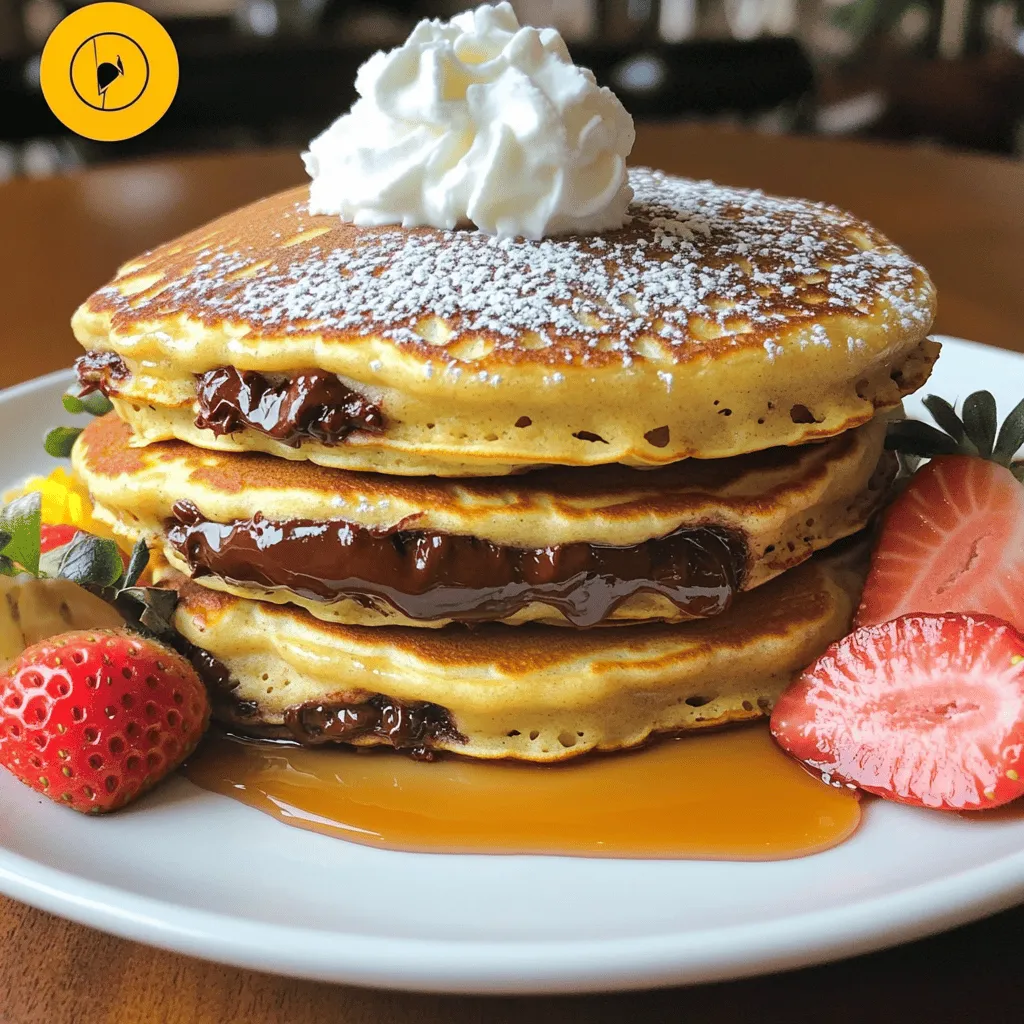 To make Nutella stuffed pancakes, you need simple ingredients. Gather these items for a delicious breakfast: - 1 cup all-purpose flour - 2 tablespoons sugar - 1 tablespoon baking powder - 1/2 teaspoon salt - 1 cup milk - 1 large egg - 2 tablespoons melted butter - 1/4 cup Nutella (or more for extra filling) - Oil or butter for cooking - Optional: whipped cream and fresh strawberries for serving These ingredients create a fluffy pancake base. The Nutella adds rich flavor and sweetness. Feel free to adjust the Nutella amount for your taste. If you want to make it extra special, add whipped cream and strawberries on top. This makes your pancakes look and taste even better! If you want the full recipe, check out the complete guide to Nutella stuffed pancakes. In a large mixing bowl, whisk together: - 1 cup all-purpose flour - 2 tablespoons sugar - 1 tablespoon baking powder - 1/2 teaspoon salt In another bowl, mix: - 1 cup milk - 1 large egg - 2 tablespoons melted butter Combine the wet and dry ingredients. Stir gently until just mixed. It is okay if you see a few lumps. Heat a skillet over medium heat. Lightly coat it with oil or butter. Pour about 1/4 cup of batter onto the skillet for each pancake. Cook until bubbles form on the top, about 1-2 minutes. Add about 1 tablespoon of Nutella in the center of the pancake. Quickly cover it with a bit more batter. Cook for another 1-2 minutes until the edges turn golden brown. Carefully flip the pancake and cook for another 1-2 minutes. Repeat this for the rest of the batter. Add more oil or butter as needed. Serve the pancakes warm. Stack them high for a nice look. You can drizzle with chocolate syrup if you like. Sprinkle powdered sugar on top for a sweet touch. Add a dollop of whipped cream and a few sliced strawberries on the side. Enjoy your delicious creation! For the full recipe, check out the instructions above. To make great pancakes, avoid overmixing the batter. Stir it gently until just combined. A few lumps are okay. This helps your pancakes stay light and fluffy. Letting the batter rest is key too. Allow it to sit for 10 minutes. This helps the flour absorb moisture. It also improves the texture of your pancakes. A rested batter gives you better pancakes. Getting the heat right is vital for fluffy pancakes. Heat your skillet to medium. If it’s too hot, your pancakes may burn. If it’s too low, they won’t cook properly. You want a nice golden brown color. Toppings can make your Nutella stuffed pancakes even better. Try adding whipped cream for a sweet touch. Fresh strawberries add color and flavor. You could also sprinkle some powdered sugar or drizzle chocolate syrup on top. Each of these options complements the rich Nutella well. {{image_2}} You can switch up the Nutella for other tasty spreads. Try using peanut butter for a nutty twist. Almond butter also works well and adds a rich flavor. You can even use fruit preserves, like strawberry or raspberry, for a fruity surprise. If you like cream cheese, a sweetened cream cheese filling can make these pancakes even more delightful. Get creative with your fillings and surprise your taste buds! If you need gluten-free pancakes, don’t worry. You can easily use gluten-free flour instead of all-purpose flour. Look for blends that include rice flour or almond flour for the best results. Just make sure to check that your baking powder is gluten-free too. The texture may change slightly, but the taste will still be amazing! Want to make Nutella stuffed pancakes vegan? It’s simple! Replace the milk with almond milk or any plant-based milk you love. Use a flax egg instead of a regular egg. To make a flax egg, mix 1 tablespoon of ground flaxseed with 2.5 tablespoons of water. Let it sit for about five minutes until it thickens. You can also swap melted butter for coconut oil or any vegetable oil. Enjoy your vegan pancakes with all the same yummy fillings! For the full recipe, check out the Nutella Stuffed Pancakes section! To keep your Nutella stuffed pancakes fresh, store them in the fridge. Place them in an airtight container. This helps prevent them from drying out. They stay good for about three days. When you want to eat them, reheat in a skillet on low heat. You can also use the microwave for a quick warm-up. Just heat for about 15-20 seconds. If you want to save pancakes for later, freezing works great. First, let them cool completely. Then, stack the pancakes with parchment paper between each one. This prevents them from sticking together. Wrap the stack in plastic wrap and place it in a freezer bag. They can last up to two months in the freezer. When you’re ready to eat, thaw them overnight in the fridge before reheating. Pancakes have a short shelf life. In the fridge, they last for about three days. In the freezer, you can enjoy them for up to two months. Make sure to check for any signs of spoilage before eating. If they smell off or look strange, it’s best to toss them. Enjoy every bite of these delicious pancakes! For the full recipe, check the section above. To make your pancakes fluffier, add a pinch of baking soda to the dry mix. Baking soda helps the batter rise better. You can also add a bit of yogurt. Yogurt adds moisture and lightness to the pancakes. Just replace some milk with yogurt for a great texture. Yes, you can make the batter ahead of time. Store it in the fridge for up to 24 hours. Just cover the bowl with plastic wrap or transfer it to a container. When you are ready to cook, give it a gentle stir. You may need to add a splash of milk if it thickens. If you want to switch it up, try peanut butter or almond butter. You can also use chocolate hazelnut spread from other brands. For a homemade option, mix cocoa powder with honey or maple syrup until smooth. This can give you a unique flavor. Look for bubbles forming on the surface of the pancake. When the bubbles pop and the edges look set, it’s time to flip. The bottom should be golden brown. If you wait too long, they can burn, so keep an eye on them! Nutella stuffed pancakes can be a treat, but they can be made healthier. Use whole wheat flour instead of all-purpose flour. This adds fiber and nutrients. You can also reduce the sugar or use less Nutella. Add fruits like bananas or berries for more vitamins. Enjoy them in moderation for a balanced meal. For the complete recipe, check the Full Recipe section! In this blog post, we explored how to make delicious Nutella stuffed pancakes. We covered the key ingredients, step-by-step instructions, and tips to enhance your cooking. You can experiment with various fillings, including vegan and gluten-free options. Remember to store leftovers properly to enjoy them later. Nutella pancakes are fun to make and satisfy your sweet cravings. Enjoy them warm with your favorite toppings. With practice, you'll master the art of fluffy pancakes filled with Nutella, making each breakfast a delight.