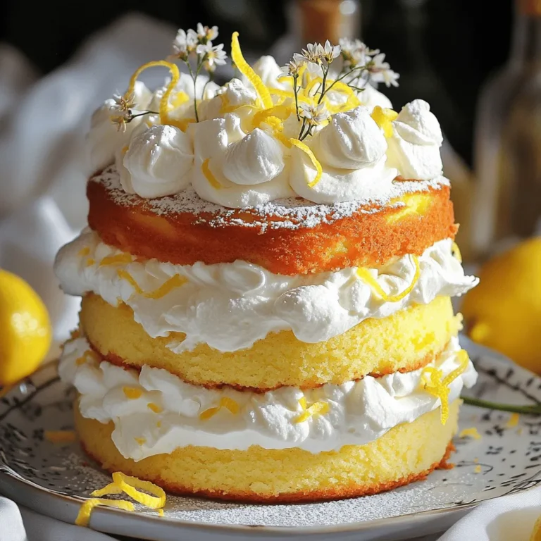 To make a delightful London Fog Cake, gather these simple items: - 2 cups all-purpose flour - 1 ½ cups granulated sugar - ½ cup unsalted butter, softened - 1 cup milk - 4 large eggs - 2 tablespoons Earl Grey tea leaves (or 2 tea bags) - 1 tablespoon vanilla extract - 1 tablespoon baking powder - ½ teaspoon salt - Zest of 1 lemon These ingredients create a soft cake with rich flavor. The Earl Grey tea adds a lovely twist. To top your cake, you will need: - 1 cup heavy cream - 2 tablespoons powdered sugar - 1 teaspoon vanilla extract (for whipped cream) This creamy topping pairs perfectly with the cake. It adds a light sweetness that balances the flavors. For an extra touch, consider these garnishes: - Lemon zest - A sprinkle of Earl Grey tea leaves - Edible flowers These add color and make your cake look even more special. Enjoy the process of decorating, and let your creativity shine! 1. Preheat the Oven: Start by heating your oven to 350°F (175°C). Grease and flour two 9-inch round cake pans. This step is key to ensure your cake comes out easily. 2. Infuse the Milk: Take a small saucepan and heat 1 cup of milk over medium heat until it gets warm but not boiling. Add 2 tablespoons of Earl Grey tea leaves or 2 tea bags. Remove the pan from heat and let it steep for 10 minutes. After steeping, strain the tea leaves from the milk and let it cool a bit. 3. Make the Batter: In a large bowl, beat ½ cup of softened unsalted butter and 1 ½ cups of granulated sugar together until it turns light and fluffy. This should take about 3-4 minutes. 4. Combine Wet Ingredients: Add 4 large eggs to the butter mixture one at a time. Mix well after each addition. Then stir in 1 tablespoon of vanilla extract and the zest of 1 lemon for extra flavor. 5. Mix Dry Ingredients: In another bowl, whisk together 2 cups of all-purpose flour, 1 tablespoon of baking powder, and ½ teaspoon of salt. This helps to evenly distribute the leavening agent. 6. Combine Mixtures: Gradually add the dry ingredients to your butter mixture. Alternate with the infused milk, starting and ending with the flour. Mix until just combined to avoid over-mixing. 7. Bake the Cakes: Divide the batter evenly between the prepared cake pans. Place them in the oven and bake for 25-30 minutes. Use a toothpick to check for doneness; it should come out clean from the center. 8. Cool the Cakes: Once baked, remove the cakes from the oven. Let them cool in the pans for 10 minutes before transferring them to a wire rack. This cooling step is important; it helps the cakes firm up. 9. Prepare Whipped Cream: In a mixing bowl, pour in 1 cup of heavy cream. Whip it until soft peaks form. Gradually add 2 tablespoons of powdered sugar and 1 teaspoon of vanilla extract. Continue whipping until stiff peaks form. This will give you a light and airy topping. 10. Assemble the Cake: Take one layer of the cake and place it on a serving platter. Spread a layer of whipped cream on top, then place the second layer on top. Finish by topping the cake with the remaining whipped cream. For a lovely touch, you can garnish with lemon zest or a sprinkle of Earl Grey tea leaves. Enjoy this delightful treat! For the full recipe, check out the provided link. To make the best London Fog Cake, follow these tips: - Use fresh Earl Grey tea for strong flavor. - Let the milk cool slightly after steeping. This keeps your batter from cooking the eggs. - Beat the butter and sugar until light and fluffy. This adds air and makes your cake rise. Avoid these common pitfalls: - Don't skip the lemon zest. It brightens the cake! - Make sure your baking powder is fresh. Old baking powder can make your cake dense. - Don’t overmix the batter. Mix just until combined to keep your cake tender. To enhance the flavor of your cake: - Use high-quality vanilla extract. It adds depth to the taste. - Experiment with steeping time for the tea. Longer steeping adds richness but can be bitter. - Top the cake with fresh lemon zest and a sprinkle of Earl Grey tea leaves for a beautiful finish. For the full recipe, check out the complete instructions above. Enjoy your baking! {{image_2}} You can change the flavor of your London Fog Cake. Try using different teas. Lavender tea gives a floral touch. Chai tea adds warmth with spices. You can also blend flavors. A mix of Earl Grey and jasmine tea creates a unique taste. Just remember to adjust the steeping time based on the tea you choose. Each flavor gives a new twist to this cake. Making this cake gluten-free is easy. Use a gluten-free all-purpose flour blend. Ensure it has a good binding agent. For a vegan option, swap the eggs for flax eggs or applesauce. Use plant-based butter and milk. Choose a vegan whipped cream for the topping. These swaps keep the cake delicious and light. You won’t lose any flavor or texture. Serve this cake with a cup of tea. A classic Earl Grey pairs well. For a twist, offer chai or mint tea. Add fresh berries or lemon slices on the side. They bring a bright contrast to the cake's flavor. For a special touch, sprinkle some edible flowers on top. This makes the cake look stunning and inviting. Check the Full Recipe for more serving ideas. To keep your London Fog Cake fresh, wrap it tightly in plastic wrap. This stops air from drying it out. You can also store it in an airtight container. Place the cake in the fridge. It will last for about 3 to 4 days. If you have slices, keep them separate with parchment paper between them. This helps prevent sticking. If you want to save your cake for later, freezing works great. First, let the cake cool completely. Then, wrap each layer in plastic wrap. After that, place the wrapped layers in a freezer bag. You can freeze it for up to 3 months. To keep the best taste, don’t freeze the whipped cream topping. When you're ready to enjoy your frozen cake, take it out of the freezer. Let it thaw in the fridge overnight. If you want to enjoy it warm, preheat your oven to 300°F (150°C). Place the cake in for about 10-15 minutes. This warms it through without drying it out. If you have whipped cream, serve it fresh for the best taste. For more details, check the Full Recipe. London Fog Cake is a light and fluffy dessert. It combines the flavors of Earl Grey tea and lemon. This cake is moist and has a lovely aroma. It is perfect for tea time or a special occasion. The whipped cream on top adds a nice touch. Yes, you can use different types of tea. While Earl Grey is classic, try chai or herbal teas. Each tea will give the cake a unique flavor. Feel free to experiment with your favorites. You might find London Fog Cake at local cafes or bakeries. Look for places that focus on unique desserts. Some stores may even offer it as a seasonal item. If you cannot find it, try making it at home with the Full Recipe. Check the cake after 25 minutes. Insert a toothpick into the center. If it comes out clean, the cake is ready. If there is batter on the toothpick, bake a bit longer. Yes, you can make the cake in advance. Bake it a day before serving. Store the layers wrapped in plastic wrap. Whip the cream just before serving to keep it fresh. In this post, we explored how to make a delightful London Fog Cake. We covered key ingredients, step-by-step instructions, and essential tips to create the perfect dessert. Don't forget the variations and storage advice to keep your cake fresh. This cake is a tasty treat you can enjoy in many ways. I hope you feel ready to bake and share this sweet delight with friends and family!