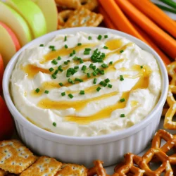 To make this hot honey cream cheese dip, you need: - 8 oz (225 g) cream cheese, softened - 1/2 cup sour cream - 1/4 cup honey - 2 tablespoons hot honey (store-bought or homemade) - 1 tablespoon lemon juice - 1 teaspoon garlic powder - 1/2 teaspoon smoked paprika - Salt and black pepper to taste For a touch of freshness, consider these garnishes: - Fresh chives, finely chopped - Parsley, finely chopped This dip pairs well with a variety of dippers, such as: - Pretzels - Crackers - Apple slices - Carrot sticks Feel free to mix and match your dippers for a fun tasting experience! Pairing sweet and spicy flavors with crunchy textures makes each bite a treat. For the full recipe, check the earlier sections. First, gather your ingredients. You need 8 oz of cream cheese, 1/2 cup of sour cream, and 1/4 cup of honey. Also, get 2 tablespoons of hot honey, 1 tablespoon of lemon juice, and 1 teaspoon of garlic powder. Don’t forget 1/2 teaspoon of smoked paprika, salt, and pepper to taste. For garnish, chop some fresh chives or parsley. 1. In a medium bowl, combine the softened cream cheese and sour cream. 2. Use a hand mixer to beat until the mixture is smooth and creamy. Next, pour in the honey and hot honey. Add the lemon juice, garlic powder, and smoked paprika. Mix on low speed until everything blends well. This will take just a minute or two. After mixing, taste your dip. If you want it sweeter, add more honey. For a spicier kick, add a bit more hot honey. Season with salt and black pepper to your liking. Now, transfer your dip to a serving bowl. Smooth the top with a spatula for a nice finish. Garnish with the chopped chives or parsley for a pop of color. Serve your hot honey cream cheese dip with assorted dippers. Pretzels, crackers, apple slices, and carrot sticks work great. Arrange them around the dip for a beautiful platter. For the full recipe, check the section above. Enjoy this tasty snack at your next gathering! To get the best dip, start with softened cream cheese. This key step helps the dip mix well. Use a hand mixer for a smooth blend. Blend until there are no lumps. If it feels too thick, add a splash of sour cream. This adds creaminess and flavor. For a lighter dip, fold in the sour cream gently. This keeps the texture fluffy. To boost flavor, think outside the box. Add fresh herbs like chives or parsley for a fresh taste. A splash of lemon juice brings brightness. If you love garlic, try adding more garlic powder. For extra heat, increase the hot honey. You can also mix in some crushed red pepper flakes. Each tweak adds unique flavors to your dip. One common mistake is not mixing well. Make sure all ingredients are fully blended. Another mistake is skipping the seasoning. Always taste your dip before serving. Adjust the salt and pepper to your liking. Lastly, don’t forget to garnish! A sprinkle of herbs makes your dip look great. With these tips, your hot honey cream cheese dip will shine at any gathering. For complete steps, check the Full Recipe. {{image_2}} To make a spicy version of this dip, add more hot honey. You can also mix in chopped jalapeños or a dash of cayenne pepper. This gives the dip a nice kick. Adjust the heat based on your taste. Pair this spicy dip with crunchy veggies or tortilla chips for a fun snack. If you want a vegan dip, swap cream cheese for a plant-based version. Use coconut cream or cashew cream for creaminess. Replace sour cream with vegan yogurt. Sweeten with agave syrup instead of honey. This vegan twist keeps all the flavor while being plant-friendly. You can infuse different flavors to keep the dip exciting. Try adding fresh herbs like basil or cilantro for a fresh taste. A splash of balsamic vinegar can give a tangy twist. You can even mix in roasted garlic or caramelized onions for depth. Each variation adds a new layer of flavor. For the full recipe, check out the detailed steps. To store leftovers, place the dip in an airtight container. Make sure the lid seals tightly. This helps keep the dip fresh and tasty. When storing, try to avoid mixing in the dippers. Keep them separate to prevent sogginess. You can store the dip in the fridge for up to three days. You can freeze this dip if you have a lot left. Use a freezer-safe container to hold the dip. Leave some space at the top, as the dip will expand when frozen. Label the container with the date. You can freeze it for up to three months. When ready to eat, thaw it in the fridge overnight. The dip tastes best when fresh. However, if stored well, it lasts a while. In the fridge, it stays good for three days. If frozen, use it within three months for the best flavor. After thawing, consume the dip within two days. Always check for any off smells or changes in texture before eating. Enjoy your Hot Honey Cream Cheese Dip as it should taste fresh and vibrant! For the full recipe, check out the details above. Yes, you can make this dip ahead of time. Prepare it a day before your event. Store it in an airtight container in the fridge. This allows the flavors to blend well. Just give it a stir before serving. If you don’t have hot honey, try regular honey with some chili flakes. You can also mix honey with sriracha for a kick. Adjust the heat to your liking. Maple syrup can work too, but it won’t be spicy. The spice level depends on the amount of hot honey used. If you prefer less heat, reduce the hot honey. The cream cheese and sour cream balance the heat well. It’s a sweet and spicy blend that many enjoy. Absolutely! You can mix in some fresh herbs, like thyme or dill. Adding roasted garlic gives it a richer taste. You might try a dash of hot sauce for extra heat. Each change can give a new flavor twist. For dippers, pretzels, crackers, and veggie sticks work best. Apple slices add a sweet crunch that contrasts nicely. You can also use pita chips or toasted bread. Choose what you love, and enjoy the dip! The dip lasts about 3 to 5 days in the fridge. Keep it in a sealed container to maintain freshness. Always check for any off smells before serving. If it smells fine, it should be safe to eat. Yes, this dip is perfect for parties! It's easy to make and share. Guests love the creamy texture and sweet heat. You can set it out with various dippers for a fun snack. It’s a hit for any gathering! Yes, you can use low-fat cream cheese. It will change the taste slightly but works well. The dip will still be creamy and delicious. Just ensure it’s softened for easy mixing. In this post, we covered key ingredients, step-by-step instructions, and helpful tips. You learned about variations, storage info, and answered common questions. Using these tips will help you create a tasty dip suited to your taste. Remember to try different flavors and options to make it your own. Enjoy your cooking and sharing!