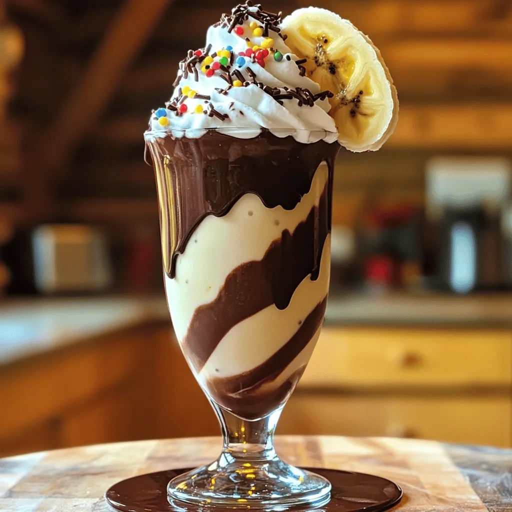 - 2 ripe bananas (frozen) - 1 cup milk (dairy or non-dairy) - 1/4 cup chocolate syrup - 1 tablespoon unsweetened cocoa powder - 1/2 teaspoon vanilla extract - 1/2 cup whipped cream (optional) - Chocolate shavings or sprinkles (for garnish) The key to a great chocolate covered banana shake is in the ingredients. Frozen bananas add a creamy texture, while milk offers richness. You can choose dairy or non-dairy milk based on your taste. The chocolate syrup and cocoa powder give the shake its rich chocolate flavor. If you want to make it extra special, consider using whipped cream on top. It adds a nice touch and a fun element to your shake. For the garnish, chocolate shavings or sprinkles make it look even more appealing. You might want to drizzle extra chocolate syrup on top for that added wow factor. These ingredients come together to create a smooth, delicious shake that feels like a treat. You can find the full recipe and details in the Chocolate Covered Banana Shake section. Start by peeling and cutting frozen bananas into chunks. This makes blending much easier. I prefer using ripe bananas. Look for bananas with a few brown spots. These spots mean they are sweet and perfect for this shake. If your bananas are not ripe, the shake may taste bland. In your blender, combine the banana chunks, milk, chocolate syrup, cocoa powder, and vanilla extract. Blend on high speed until smooth. You want a creamy texture. If it feels too thick, add a little more milk. Blend again until you reach your desired consistency. Always taste your shake. If you want it sweeter, add more chocolate syrup and blend briefly. Pour the chocolate banana shake into chilled glasses. Fill them about three-quarters full. If you love whipped cream, add a dollop on top of each shake. Drizzle extra chocolate syrup over the whipped cream. For a fun look, sprinkle chocolate shavings or sprinkles on top. Serve with colorful straws and a slice of fresh banana on the rim for a nice touch. To make your shake taste great, adjust the sweetness. Use more chocolate syrup if you want it sweeter. Just add a bit, blend, and taste. You can enhance the chocolate flavor by adding a tablespoon of cocoa powder. This extra cocoa makes it rich and delicious. Thaw your frozen bananas a little. This helps them blend easier and gives a smooth texture. Use the high-speed setting on your blender. Blend until everything is creamy and well-mixed. If your shake is too thick, just add more milk. Get creative when serving your shake. Use fun straws and colorful glasses. You can place a slice of fresh banana on the rim for a nice touch. Add whipped cream on top and drizzle chocolate syrup for a pretty look. Finish with chocolate shavings or sprinkles for extra flair. {{image_2}} If you want a dairy-free shake, there are great milk choices. You can use almond milk, oat milk, or coconut milk. Each brings a unique flavor. Almond milk adds a nutty touch, while oat milk gives a creamy feel. Coconut milk has a tropical vibe that pairs well with banana. You can boost your shake’s flavor and nutrition. Adding peanut butter or almond butter gives it a rich taste and creaminess. This also adds protein and healthy fats. If you want to increase protein, mix in some protein powder. This makes your shake even more filling and nutritious. Explore different flavors by changing the syrup. Caramel or strawberry syrup can add new layers to your shake. You can also sprinkle in some spices like cinnamon or nutmeg. These spices bring warmth and depth, making your shake even more exciting. After you enjoy your shake, store leftovers in the fridge. Use an airtight container to keep it fresh. Place the shake in the fridge right away. It tastes best within one day. If you want to save it longer, consider freezing. Pour the shake into ice cube trays. Once frozen, blend the cubes later for a quick treat. In the fridge, the shake lasts about one day. Check for separation or a change in smell. If it looks odd or smells sour, toss it out. Always trust your senses. Fresh ingredients help the shake taste great. Follow these tips, and you'll enjoy your treat longer! To make this shake, you need a few simple steps. First, peel and chop two frozen bananas. Next, blend them with one cup of milk, 1/4 cup of chocolate syrup, one tablespoon of cocoa powder, and 1/2 teaspoon of vanilla extract. Blend until smooth. If it’s too thick, add more milk. Pour it into glasses and top with whipped cream, chocolate syrup, and sprinkles. That’s it! For the full recipe, check above. Yes, you can use fresh bananas. However, the texture will differ. Fresh bananas make the shake thinner and less creamy. Frozen bananas add a chill and a smooth texture. If you use fresh, add ice for a cold shake. You can use many non-dairy alternatives. Almond milk, oat milk, and coconut milk work well. Each adds unique flavor. Almond milk has a nutty taste, while coconut milk gives a tropical twist. Oat milk is creamy and blends nicely. To make this shake healthier, try a few tricks. Use less chocolate syrup or opt for unsweetened cocoa powder. You can add spinach or protein powder for extra nutrition. Use almond milk for fewer calories. These small changes keep it tasty while boosting health. You now know how to make a delightful chocolate-covered banana shake. We covered the main ingredients, instructions, tips, and fun variations. Remember, use ripe, frozen bananas for the best taste and texture. Feel free to customize your shake with flavors you love. And don't forget about storage tips to enjoy your shake later. This treat is simple and can be tailored to your needs. Enjoy your shake creation!