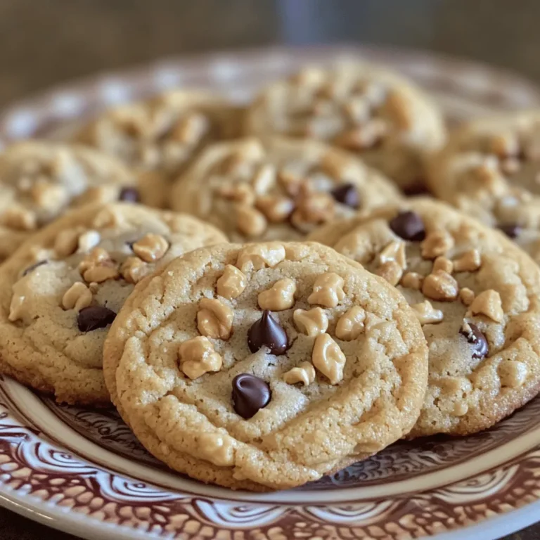 - 1 cup creamy peanut butter - 1 cup brown sugar, packed - 1 large egg - 1 teaspoon vanilla extract The heart of my peanut butter cookies lies in these simple, yet powerful ingredients. Creamy peanut butter brings rich flavor and moisture, making the cookies soft and chewy. Brown sugar adds a deep sweetness and helps create that lovely caramelized flavor. The large egg acts as a binder, holding everything together. Finally, vanilla extract enhances the overall taste, making each bite feel special. - 1/2 teaspoon baking soda - A pinch of salt Baking soda is crucial for helping the cookies rise. It gives them that nice, soft texture. A pinch of salt balances the sweetness and brings out the flavors. Don’t skip these two tiny ingredients; they make a big difference! - 1/4 cup dark chocolate chips - 1/4 cup chopped roasted peanuts Want to take your cookies to the next level? Add dark chocolate chips for a sweet twist. They melt beautifully and add a lovely richness. Chopped roasted peanuts provide a crunchy texture and extra peanut flavor. These add-ins are optional, but they can turn a good cookie into an amazing one! For the full recipe, check out Peanut Butter Paradise Cookies 🥜. - Preheat your oven to 350°F (175°C). - Line a baking sheet with parchment paper. This makes for easy clean-up. - In a mixing bowl, combine 1 cup of creamy peanut butter and 1 cup of packed brown sugar. - Mix well using a hand mixer or a wooden spoon until the mixture is smooth. - Now, add 1 large egg, 1 teaspoon of vanilla extract, 1/2 teaspoon of baking soda, and a pinch of salt to the bowl. - Mix everything until all the ingredients are well combined. - If you want to add some fun, fold in 1/4 cup of dark chocolate chips or 1/4 cup of chopped roasted peanuts. - Using a tablespoon or cookie scoop, drop dough balls onto the prepared baking sheet. - Leave about 2 inches of space between each cookie. - Flatten each cookie slightly with the back of a fork in a crisscross pattern. This gives the cookies their classic look. - Bake your cookies in the preheated oven for 10-12 minutes. The edges should turn golden brown. The centers will stay soft but will firm up as they cool. - Let the cookies cool on the baking sheet for about 5 minutes. Then, transfer them to a wire rack to cool completely. This simple and nutritious recipe for peanut butter cookies ensures great flavor and texture. For the full experience, check out the Full Recipe that I shared! To get the right dough consistency, mix your creamy peanut butter and brown sugar well. You want a smooth, thick texture. If the dough feels too sticky, add a little more baking soda. This small change can make a big difference. For soft centers, take the cookies out when they are just golden at the edges. They will continue to cook as they cool. Let them rest on the baking sheet for about five minutes before moving them. This helps keep them soft and chewy. You can add fun flavors to your cookies! Try mixing in some cinnamon or a dash of nutmeg for warmth. Both spices blend well with peanut butter. If you want to switch things up, use different nut butters. Almond or cashew butter can add a new twist to your cookies. Just remember, the flavor will change based on the nut butter you choose. Set your oven to 350°F (175°C) for the best results. This temperature gives your cookies a nice, even bake. When it comes to baking sheets, use parchment paper. This makes for easy cleanup and helps prevent sticking. If you don’t have parchment, grease the pan lightly. This keeps cookies from getting too brown on the bottom. For a full recipe, check out Peanut Butter Paradise Cookies. {{image_2}} You can easily make peanut butter cookies gluten-free. Start by using gluten-free flour instead of regular flour. Almond flour or coconut flour works great. They add unique flavors and keep the cookies soft. For sweetening, try using honey or maple syrup. These options can add a nice touch. Just remember to adjust the amounts. Too much liquid can change the dough's texture. Peanut butter and jelly cookies are a fun twist. Just add a spoonful of your favorite jelly in the center before baking. This gives a juicy surprise in each bite. You can also make chocolate-dipped peanut butter cookies. After baking, dip half of each cookie in melted dark chocolate. Let them cool on a wire rack. The chocolate adds richness that pairs well with peanut butter. Pair these cookies with a glass of cold milk or hot tea. The flavors blend perfectly. You can also serve them warm with a scoop of vanilla ice cream on top. For special occasions, arrange the cookies on a colorful plate. Sprinkle some chopped peanuts on top for decoration. You can even add a drizzle of melted chocolate. This makes the cookies look extra special and inviting. For the complete recipe, check out the Full Recipe section! Store peanut butter cookies at room temperature. They taste best this way. If you want to keep them fresh longer, use the fridge. Place cookies in an airtight container. This keeps them from drying out. Make sure the container has a tight seal. To freeze your cookies, first let them cool completely. Then, place them on a baking sheet. Arrange them in a single layer. Freeze for about an hour. After that, move the cookies to a freezer bag. Remove as much air as possible before sealing. Label the bag with the date. To thaw, take out one or two cookies. Leave them at room temperature for about 30 minutes. You can also warm them in the microwave for a few seconds. Peanut butter cookies stay fresh for about a week at room temperature. In the fridge, they can last up to two weeks. Look for signs that the cookies have gone bad. If they smell off or feel hard, it’s time to toss them. Always trust your senses to keep your treats safe and tasty. The main ingredients in peanut butter cookies are simple and easy to find. You need: - 1 cup creamy peanut butter - 1 cup brown sugar, packed - 1 large egg - 1 teaspoon vanilla extract - 1/2 teaspoon baking soda - A pinch of salt These ingredients create a rich, sweet, and nutty flavor that everyone loves. Yes, you can make peanut butter cookies without eggs! Some good egg substitutes are: - 1/4 cup unsweetened applesauce - 1/4 cup mashed banana - 1 tablespoon flaxseed meal mixed with 3 tablespoons water These options keep the cookies moist and tasty even without eggs. To stop your cookies from spreading too much, try these tips: - Chill the dough for at least 30 minutes before baking. - Use a thicker peanut butter instead of a runny one. - Make sure your baking sheet is cold before you place the dough on it. These tricks help keep your cookies thick and chewy. Absolutely! Using crunchy peanut butter instead of creamy adds texture. You will get little bits of peanuts in every bite. This change can make your cookies even more fun to eat. The taste will still be great, so feel free to experiment! For the full recipe, check out the Peanut Butter Paradise Cookies. Making peanut butter cookies is easy and fun. You need just a few key ingredients, like peanut butter and brown sugar. Mixing them well ensures a great texture. Adding chocolate chips or nuts can boost the flavor. Remember, bake at the right temperature for soft centers. Store cookies properly to keep them fresh. With these tips and variations, you can create delicious cookies for any occasion. Enjoy baking and sharing your tasty treats!