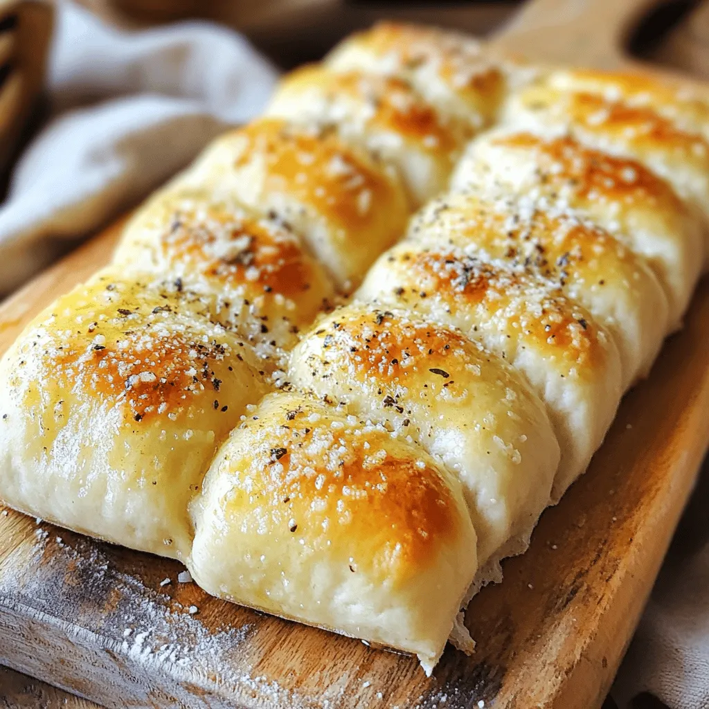 To make delicious homemade breadsticks, gather these simple ingredients: - 2 cups all-purpose flour - 1 tablespoon baking powder - 1 teaspoon salt - 1 tablespoon sugar - 1 cup milk (or plant-based milk) - 1/4 cup olive oil - 1 teaspoon garlic powder - 1 teaspoon dried oregano - Grated Parmesan cheese (for topping) - Olive oil or melted butter (for brushing) These ingredients work together to create a soft, flavorful breadstick that pairs well with many dishes. The flour gives structure, while baking powder helps them rise. The milk and olive oil add moisture and richness. Garlic powder and oregano bring a savory taste that shines through in every bite. Using quality ingredients matters, especially when making breadsticks. Fresh herbs will elevate the flavor. If you want a special touch, try using freshly grated Parmesan. You can also swap in plant-based milk for a dairy-free option without losing taste. For the full recipe and instructions, check the Easy Homemade Breadsticks section. This recipe is fun to make and perfect for sharing with friends and family! 1. Preheat the oven and prepare the baking sheet Start by preheating your oven to 400°F (200°C). Line a baking sheet with parchment paper. This step ensures even baking and easy cleanup. 2. Combine dry ingredients in a mixing bowl In a large mixing bowl, whisk together 2 cups of all-purpose flour, 1 tablespoon of baking powder, 1 teaspoon of salt, and 1 tablespoon of sugar. Mixing these dry ingredients well helps to evenly distribute the baking powder. 3. Add wet ingredients and form the dough Next, pour in 1 cup of milk and 1/4 cup of olive oil. Mix until a soft dough forms. If the dough seems too sticky, sprinkle in a little more flour. 1. Kneading the dough Place the dough on a lightly floured surface. Knead it gently for 1-2 minutes. This helps to develop the gluten, giving the breadsticks a nice texture. 2. Rolling out the dough Roll the dough into a rectangle that is about 1/2 inch thick. Try to keep the thickness even for uniform cooking. 3. Cutting into strips Use a sharp knife or pizza cutter to cut the dough into strips. Each strip should be about 1 inch wide and 6 inches long. This size will give you the perfect breadstick shape. 1. Placing on the baking sheet Arrange the strips on the prepared baking sheet. Make sure to space them slightly apart to allow for rising and baking. 2. Adding seasonings and cheese In a small bowl, mix 1 teaspoon of garlic powder and 1 teaspoon of dried oregano. Sprinkle this mixture over the breadsticks. Then, brush the tops with olive oil or melted butter. Finish by adding grated Parmesan cheese on top. 3. Baking time and temperature Bake the breadsticks in the preheated oven for 12-15 minutes or until they turn golden brown. Keep an eye on them to prevent over-baking. Enjoy the warm aroma as they cook! For the full recipe, check out the Easy Homemade Breadsticks section. To achieve the perfect dough consistency, focus on moisture. Your dough should feel soft but not sticky. If it feels too dry, add a little more milk. If it's too wet, sprinkle in more flour. For kneading, put your hands on the dough and push down, then fold it over. Repeat this for about 1-2 minutes. You want the dough to be smooth and elastic. When rolling, use a light touch. Roll it out gently to about 1/2 inch thick. Add herbs and spices to boost flavor. Try adding rosemary, thyme, or even red pepper flakes to the dough. You can mix these in as you combine the dry ingredients. For cheese variations, consider cheddar or mozzarella. You can also top the breadsticks with different cheeses before baking. This will give you a nice, cheesy crust. Serve your breadsticks with dips like marinara or garlic butter. They also pair well with soups and salads. For a fun presentation, arrange them in a tall glass. This makes them look great on the table. For a twist, you can wrap them in prosciutto or bacon before baking. This adds a savory touch that everyone will love. For the full recipe, check out the Easy Homemade Breadsticks section above. {{image_2}} You can still enjoy breadsticks if you need a gluten-free option. Just swap the all-purpose flour for a gluten-free blend. Look for blends that contain xanthan gum to help with texture. Combine the flour with the other dry ingredients as normal. The rest of the steps stay the same. This makes it easy for everyone to enjoy these tasty treats! Flavors can take your breadsticks to the next level. You can add cheese, herbs, or spices right into the dough. Try mixing in shredded mozzarella or cheddar for cheesy goodness. Herbs like rosemary or thyme work well too. If you want stuffed breadsticks, roll out the dough and place your favorite fillings inside. Some great options are pepperoni, cheese, or even pesto. Roll them up and bake as usual for a fun twist! Transform your breadsticks into a dessert! You can do this by adding sugar and cinnamon to the dough. After baking, drizzle with icing made from powdered sugar and milk. You can also top them with chocolate or caramel sauce. Think of sweet breadsticks as a fun treat for dessert or a special snack. They are sure to please anyone with a sweet tooth. For a full recipe, check the Easy Homemade Breadsticks section. To keep your breadsticks fresh, store them in an airtight container. This method helps prevent them from drying out. Place a piece of parchment paper between layers if you stack them. If you want to refrigerate them, they can last up to four days. For longer storage, freezing is a great option. Wrap each breadstick in plastic wrap, then put them in a freezer bag. They will stay good for up to three months. When you're ready to enjoy leftover breadsticks, reheating them is simple. For the best texture, use an oven. Preheat it to 350°F (175°C). Place the breadsticks on a baking sheet and heat for about 5-7 minutes. This method keeps them crisp and warm. If you're short on time, you can use a microwave. Place the breadsticks on a microwave-safe plate. Cover them with a damp paper towel to keep moisture in. Heat them for 15-20 seconds. While this method is quick, it may make them a bit softer. For the full recipe, be sure to check the Easy Homemade Breadsticks section. Enjoy your delicious treats! Homemade breadsticks can last for about 2 to 3 days at room temperature. Store them in an airtight container to keep them fresh. If you want them to last longer, place them in the fridge for up to a week. For even longer storage, freeze them for up to 3 months. Just make sure to wrap them well in plastic wrap or foil. Yes, you can use whole wheat flour in this recipe. However, it may change the texture and flavor. Whole wheat flour makes the breadsticks denser and gives a nuttier taste. You might want to mix it with all-purpose flour to balance the texture. A 50-50 mix works well for a good result. Breadsticks pair well with many dishes. You can serve them with marinara sauce for dipping. They also go great with soups like tomato soup or minestrone. For a light meal, try them with a fresh salad. You can even enjoy them with cheese spreads or hummus. To make softer breadsticks, try a few simple tips. First, do not over-knead the dough; just mix until combined. Second, use milk instead of water for a richer taste. Lastly, brush them with olive oil or melted butter before baking. This adds moisture and helps keep them soft inside. You learned how to make delicious breadsticks from scratch. We covered ingredients, step-by-step instructions, and tips for best results. You also discovered fun variations and storage methods. Remember, feel free to experiment with flavors and toppings. Homemade breadsticks can be a great addition to any meal. Enjoy your baking journey and share your tasty creations with family and friends!
