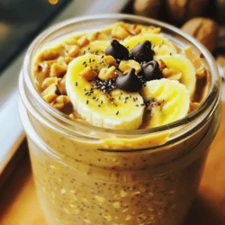To make peanut butter overnight oats, you need just a few simple ingredients. Here’s what you’ll need: - 1 cup rolled oats - 2 cups almond milk (or any milk of choice) - 2 tablespoons natural peanut butter - 1 medium ripe banana, mashed - 1 tablespoon honey or maple syrup (optional, for sweetness) - 1 teaspoon vanilla extract - 1/2 teaspoon cinnamon - Toppings: sliced banana, chopped nuts, chia seeds, or dark chocolate chips These ingredients work together to create a creamy and tasty meal. The rolled oats provide fiber and texture. Almond milk makes it creamy while keeping it light. Natural peanut butter adds healthy fats and a rich flavor. The ripe banana sweetens the oats naturally and gives a nice creaminess. Honey or maple syrup can add extra sweetness if you like. Vanilla extract and cinnamon give it warmth and depth. You can mix and match toppings to keep things exciting. Sliced banana adds freshness, while nuts give crunch. Chia seeds are great for extra fiber. Dark chocolate chips are a fun treat! With these ingredients, you can enjoy a tasty breakfast that’s ready when you wake up. Check the Full Recipe for precise measurements and tips. 1. Mixing the ingredients: Start by taking a large bowl. Add 1 cup of rolled oats, 2 cups of almond milk, and 2 tablespoons of natural peanut butter. Then, mash 1 ripe banana and add it to the bowl. If you want more sweetness, include 1 tablespoon of honey or maple syrup. Finally, add 1 teaspoon of vanilla extract and 1/2 teaspoon of cinnamon. Stir everything well until the peanut butter is mixed in nicely. 2. Dividing into jars or containers: Once your mix is ready, it’s time to portion it out. Grab some jars or containers with lids. Divide the mixture evenly among them. This helps with easy serving later on. 3. Refrigeration time and method: Seal the jars tightly. Place them in the fridge for at least 4 hours, but overnight is best. This lets the oats soak up the milk and flavors blend together. 1. Stirring and adjusting consistency: When morning comes, take your jars out of the fridge. Give each jar a good stir. If the oats seem too thick, add a splash of milk to make them creamier. This helps create a smooth texture. 2. Adding toppings before serving: Now comes the fun part! Top your oats with sliced banana, some chopped nuts, chia seeds, or dark chocolate chips. These toppings not only add flavor but also make your oats look great. Enjoy your Peanut Butter Overnight Oats! For the complete recipe, check the Full Recipe section. To get creamy oats, mix the peanut butter well. This helps spread the rich flavor. Use a whisk or fork to blend it with the oats. If you see clumps, your oats will not taste as good. You may need to adjust the consistency with milk. If your oats are too thick, add a splash of milk. Stir until you reach your desired creaminess. This makes each bite smooth and enjoyable. You can make your oats sweeter or spicier. Try using honey, maple syrup, or agave for sweetness. Each one adds a unique taste. For extra flavor, add cinnamon, nutmeg, or even cocoa powder. These small changes can make a big difference. Toppings can bring fun to your oats. Consider sliced bananas, chopped nuts, or chia seeds. You can also add dark chocolate chips for a sweet touch. These options keep your breakfast exciting and fresh. Check the Full Recipe for more details! {{image_2}} You can easily switch up your peanut butter overnight oats for fun flavors. Here are two great ideas: - Chocolate peanut butter overnight oats: Just mix in two tablespoons of cocoa powder with the other ingredients. This gives a rich, chocolatey taste. You can also add some chocolate chips on top for extra sweetness. - Berry-infused peanut butter oats: Instead of banana, use fresh or frozen berries. Strawberries, blueberries, or raspberries work great. Just mix in a cup of your favorite berries. This adds a burst of fruity flavor to your oats. You can enjoy these oats even if you have dietary needs. Here are some easy swaps: - Vegan alternatives: Use plant-based milk, like almond or soy milk. Replace honey with maple syrup or agave nectar for sweetness. This keeps your oats vegan-friendly. - Gluten-free options: Make sure to choose certified gluten-free oats. Most rolled oats are naturally gluten-free, but it's good to check the label. This way, you can enjoy your oats without worry. To keep your peanut butter overnight oats fresh, choose airtight containers. Glass jars work great because they seal well and are easy to clean. You can also use plastic containers, but make sure they close tightly. When stored properly, your oats last up to five days in the fridge. Make enough for a few days, so you can enjoy them again. Can you reheat overnight oats? Yes, you can! Some people like them cold, while others prefer warmth. To reheat, place the oats in a microwave-safe bowl. Heat them in short bursts, about 30 seconds. Stir in between to avoid hot spots. If they seem too thick, add a splash of milk. This keeps your oats creamy and tasty. How long do peanut butter overnight oats last? Peanut butter overnight oats can last up to five days in the fridge. Store them in airtight containers. This makes meal prep easy. You can grab a jar each morning. Can you use steel-cut oats? Steel-cut oats are not the best choice for overnight oats. They need more cooking time to soften. Rolled oats work better because they soak up liquid faster. This gives you a creamy texture. Is it okay to skip the sweetener? Yes, you can skip sweeteners if you want. The banana adds natural sweetness. If you prefer a less sweet taste, just leave it out. You always have the option to adjust flavors to your liking. What can I substitute for almond milk? You can use any milk you like. Cow's milk, oat milk, or soy milk are great options. Choose the one that suits your taste or dietary needs best. Alternatives for peanut butter? If you want a different nut butter, try almond butter or cashew butter. You can also use sunbutter for a nut-free option. Each choice will give a unique flavor to your oats. Peanut butter overnight oats are easy and fun to make. You can use simple ingredients like rolled oats, almond milk, and ripe bananas. Mix them, let them chill, and enjoy a healthy breakfast. Customize with different flavors and toppings for a tasty twist. Remember to store oats in the fridge, so they stay fresh. With these tips and tricks, your mornings will be quick and delicious. I hope you enjoy making your oats just the way you like them!