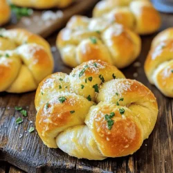 To make homemade garlic knots, you’ll need the following: - 2 cups all-purpose flour - 1 teaspoon instant yeast - 1 teaspoon sugar - 1 teaspoon salt - ¾ cup warm water (about 110°F) - ¼ cup unsalted butter, melted - 4 cloves garlic, minced - 2 tablespoons fresh parsley, chopped - Additional butter for brushing - Grated Parmesan cheese (optional) These ingredients come together to create soft, flavorful knots that are perfect for any meal. You will need a few simple tools to make this recipe: - Mixing bowl - Rolling pin - Baking sheet - Kitchen towel - Oven With these items, you can easily prepare and bake your garlic knots. Enjoy the process! - In a mixing bowl, combine 2 cups of all-purpose flour, 1 teaspoon of instant yeast, 1 teaspoon of sugar, and 1 teaspoon of salt. Mix these dry ingredients well. - Slowly add ¾ cup of warm water to the dry mix. Stir until a dough begins to form. - Knead the dough on a floured surface for about 5 to 7 minutes. Keep kneading until it feels smooth and elastic. - Place the dough in a greased bowl. Cover it with a kitchen towel and let it rise in a warm spot for about 1 hour. The dough should double in size. - Once it has risen, punch the dough down to remove air. Place it on a lightly floured surface and divide it into 8 equal pieces. - Roll each piece into a long strip, about 12 inches long. Tie each strip into a knot. Place the knots on a greased baking sheet. - In a small bowl, mix ¼ cup of melted unsalted butter, 4 cloves of minced garlic, and 2 tablespoons of chopped fresh parsley. - Brush the garlic butter mixture generously over each garlic knot. - Preheat your oven to 400°F (200°C). Bake the knots for about 15 to 20 minutes. They should turn golden brown. - Once they are out of the oven, you can brush them with extra melted butter if you like. Optionally, sprinkle grated Parmesan cheese on top. This recipe for homemade garlic knots is simple and fun. You will enjoy making and sharing them! For the full details of this recipe, check the full recipe section. To make the best garlic knots, you must have the right dough. The dough should be smooth and elastic. If it feels too sticky, add a little flour. If it is too dry, add a bit of warm water. This balance is key for great texture. Kneading is another important step. You want to knead the dough for about 5-7 minutes. This builds strength in the dough. A good tip is to fold and push the dough with your palms. This method helps develop gluten, which gives the knots their chewy texture. Letting the dough rise is crucial. Place it in a warm area, covered with a towel. It should double in size in about an hour. This process makes the knots light and fluffy. If your kitchen is cold, try placing the dough near a warm oven. To achieve that perfect golden brown color, keep an eye on your knots while baking. Bake them at 400°F for about 15-20 minutes. If they are browning too quickly, lower the temperature slightly. This way, the inside cooks just right without burning the outside. Garlic knots are great on their own, but they shine with accompaniments. Serve them warm with marinara sauce for dipping. The tomato sauce balances the garlic flavor. You can also pair them with garlic butter for extra richness. For a unique twist, try serving them with pesto. The herby taste of pesto complements the knots well. You may even sprinkle some grated Parmesan cheese on top for added flavor. Garlic knots also make a great side dish. They pair well with pasta or salad. You can place them on the dinner table for everyone to enjoy. They are perfect for parties or family dinners, adding a fun touch to any meal. For the complete recipe, check the [Full Recipe](#). {{image_2}} You can add fun twists to your garlic knots. Here are some ideas: - Cheesy garlic knots with mozzarella: Add small chunks of mozzarella cheese inside each knot. The cheese melts and gives a gooey center that pairs well with garlic. - Spicy garlic knots with red pepper flakes: Mix in red pepper flakes with your garlic butter. This will give your knots a nice kick and a bit of heat. - Herb-infused versions with different fresh herbs: Use fresh herbs like basil or thyme in the garlic butter. This adds a fresh taste and a beautiful aroma to your knots. You can easily adjust garlic knots for different diets: - Gluten-free garlic knots option: Use a gluten-free flour mix instead of all-purpose flour. Make sure your yeast is also gluten-free. - Vegan substitution for butter and dairy: Replace butter with plant-based butter. Skip the Parmesan cheese or use a vegan cheese alternative. These changes keep the taste while being vegan-friendly. Enjoy experimenting with these variations! For the complete instructions, check out the Full Recipe. To store leftover garlic knots, let them cool completely first. Place them in an airtight container. This will help keep them soft. You can also wrap them in foil or plastic wrap. Keep them at room temperature for up to three days. If you want to keep them longer, consider the freezer. To freeze garlic knots, let them cool down after baking. Arrange them in a single layer on a baking sheet. Place the sheet in the freezer until they freeze solid, about 1-2 hours. Then, transfer the knots to a freezer bag, removing as much air as possible. They will stay fresh for up to three months. To reheat frozen garlic knots, preheat your oven to 350°F (175°C). Place the frozen knots on a baking sheet. Bake for about 10-15 minutes or until heated through. Brush with melted butter for extra flavor. Enjoy your homemade garlic knots just like fresh! For the complete process, check the Full Recipe. You can prepare the dough in advance. First, mix the dry ingredients and add the warm water. Knead the dough well. Then, let it rise. After it rises, you can store unbaked knots in the fridge. Wrap them tightly in plastic wrap. They stay fresh for up to two days. When you're ready, let them come to room temperature. Bake them as the recipe states for fresh knots. If your dough won't rise, check the yeast. It might be old or inactive. Use fresh yeast for better results. Warm water should be about 110°F. If it's too hot, it can kill the yeast. If it's too cold, the yeast won't activate. Make sure to knead the dough well. This helps develop gluten, which is key for rising. Yes, you can use store-bought dough. It saves time and effort. When using premade dough, let it thaw completely. Roll and knot the pieces as you would with homemade dough. Adjust the baking time slightly. Store-bought dough may bake faster. Keep an eye on them, and check for that golden brown color. You can still add garlic butter for extra flavor! You now have all the steps to create delicious garlic knots. From mixing the dough to adding flavors, this recipe covers it all. Remember to focus on kneading well and letting the dough rise. Experiment with different flavors and toppings. Store any leftovers properly or freeze them for later. With a few tips, you can master this dish. Enjoy making and sharing these tasty knots with family and friends!