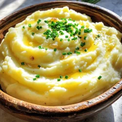 To make roasted garlic mashed potatoes, you need just a few key items: - 2 pounds Yukon Gold potatoes, peeled and chopped - 1 whole head of garlic - ½ cup unsalted butter, room temperature - ¾ cup heavy cream - Salt to taste - Freshly cracked black pepper to taste These ingredients create a rich and creamy base. Yukon Gold potatoes give a buttery texture. The butter and cream add extra richness. Roasting the garlic brings out its sweet and mellow flavor. You can enhance your mashed potatoes even more with these optional items: - 2 tablespoons fresh chives, finely chopped - ¼ cup grated Parmesan cheese Chives add a fresh burst of flavor. Parmesan cheese gives a lovely umami note. You can mix and match based on your taste. If you want to change things up, here are some substitutes: - Swap Yukon Gold potatoes for Russet potatoes for a fluffier mash. - Use olive oil instead of butter for a lighter version. - Replace heavy cream with milk for a lower-fat option. These alternatives let you customize your dish while keeping it tasty. Feel free to experiment with flavors and textures. For the full recipe, check out the Garlic Lovers' Dream Mashed Potatoes. To start, preheat your oven to 400°F (200°C). Take a whole head of garlic and cut off the top. This lets the heat in. Drizzle some olive oil on the cut part. Wrap the garlic in aluminum foil. Place it in the oven for about 30-35 minutes. The garlic should be soft and golden brown when done. Let it cool a bit. Then, squeeze the cloves out of their skins into a small bowl. Mash them with a fork until smooth. This will add a rich flavor to your potatoes. While the garlic roasts, take 2 pounds of Yukon Gold potatoes. Peel and chop them into even pieces. Place the chopped potatoes in a large pot. Fill the pot with salted water and bring it to a boil. Cook the potatoes for about 15-20 minutes. They should be fork-tender when ready. Drain the potatoes well and return them to the pot to keep them warm. Now it's time to make your mashed potatoes creamy. Add ½ cup of room-temperature butter to the potatoes. Then, mix in the roasted garlic you prepared earlier. Pour in ¾ cup of heavy cream. Add salt and freshly cracked black pepper to taste. If you like, you can also mix in ¼ cup of grated Parmesan cheese for extra flavor. Use a potato masher to blend everything together until it's smooth and fluffy. Finally, fold in 2 tablespoons of finely chopped fresh chives for a burst of fresh flavor. Adjust the seasoning if needed. Serve your roasted garlic mashed potatoes warm and enjoy this rich and creamy delight. For the full recipe, check the details above. To get creamy and smooth mashed potatoes, use Yukon Gold potatoes. They have a great texture. After cooking, mash the potatoes while they are hot. This helps avoid lumps. Use a potato masher or a ricer for the best results. Adding butter and cream while mashing makes it rich and smooth. Mix until you reach your desired texture. You can prepare these mashed potatoes ahead of time. Cook and mash the potatoes as usual. After that, let them cool. Store them in an airtight container in the fridge for up to two days. When ready to serve, reheat gently on low heat. Add a splash of cream to keep them creamy. Stir well before serving. Having the right tools makes cooking easier. Here’s what I recommend for making roasted garlic mashed potatoes: - A large pot for boiling potatoes - A good potato masher or ricer - A roasting pan for the garlic - Aluminum foil for wrapping the garlic - A mixing bowl for combining the ingredients Using these tools will help you create perfect mashed potatoes every time. For the full recipe, check out the Garlic Lovers' Dream Mashed Potatoes. {{image_2}} You can easily make vegan roasted garlic mashed potatoes. Swap out the butter and cream. Use a plant-based butter and almond or soy milk instead. These changes keep the creamy texture while adding the rich garlic flavor. For gluten-free roasted garlic mashed potatoes, simply use the standard recipe. All the main ingredients are naturally gluten-free. Just ensure any added toppings, like cheese, are also gluten-free. This way, everyone can enjoy a tasty side dish. You can get creative with flavors! Add fresh herbs like rosemary or thyme for a fragrant twist. Mixing in different cheeses, like goat cheese or cheddar, can elevate the taste. Each addition gives a new layer of flavor to your mashed potatoes. Try these variations to find your favorite. For the full recipe, check out the Garlic Lovers' Dream Mashed Potatoes. To keep your roasted garlic mashed potatoes fresh, store them in an airtight container. Make sure the potatoes cool to room temperature first. Then, place them in the fridge. They will last for up to three days. Label the container with the date to remember when you made them. When you are ready to eat the leftovers, reheat them gently. Use a microwave-safe bowl and cover it with a damp paper towel to keep moisture in. Heat in short bursts, stirring in between, until warm. You can also reheat on the stove. Add a splash of heavy cream or milk to keep them creamy. Stir often to avoid sticking. If you want to store them longer, freezing is a great option. First, let the mashed potatoes cool completely. Then, place them in a freezer-safe container or bag. Leave some space for expansion. They can be frozen for up to two months. To thaw, place them in the fridge overnight before reheating. For the full recipe, check back for more delicious details! Yukon Gold potatoes are my favorite. They are creamy and buttery. Their natural sweetness shines through in every bite. Russet potatoes are also great, but they can be a bit dry. For the best flavor and texture, stick with Yukon Gold. Yes, you can use jarred roasted garlic. It saves time and still adds flavor. However, fresh garlic gives a brighter taste. If you want the best flavor, I suggest roasting your own garlic. It’s easy and makes a big difference. To reheat, place the mashed potatoes in a pot. Add a little milk or cream for moisture. Warm them on low heat and stir often. You can also use the microwave. Cover the dish to keep steam in. This keeps your potatoes creamy and delicious. These mashed potatoes go well with many dishes. They are perfect with roasted meats, like chicken or beef. Try them with grilled vegetables for a nice touch. They also make a great side for a rich sauce or gravy. For the complete recipe, check out the Garlic Lovers' Dream Mashed Potatoes. You’ll find all the steps and tips to create this rich and creamy delight. In this post, we explored how to make roasted garlic mashed potatoes. We looked at key ingredients and their substitutions. I shared step-by-step instructions, plus tips for the perfect texture. You learned how to make this dish vegan and gluten-free, too. These mashed potatoes are not just a side; they can elevate any meal. Enjoy experimenting with flavors and sharing them with your loved ones. With practice, you'll master this delicious comfort food.