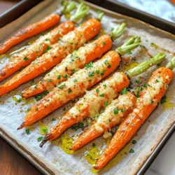 - 1 pound young carrots, peeled and trimmed - 3 tablespoons olive oil - 4 cloves garlic, minced - 1/2 cup grated Parmesan cheese - 1 teaspoon dried thyme - 1 teaspoon salt - 1/2 teaspoon black pepper - Fresh parsley for garnish These ingredients create a great taste for Garlic Parmesan Roasted Carrots. The young carrots are sweet and tender. Olive oil helps them roast well and adds flavor. Garlic gives a nice kick to each bite. Parmesan melts on top, adding richness. Using dried thyme adds an earthy touch. Salt enhances all the flavors, while black pepper gives a hint of spice. Finally, garnish with fresh parsley for color and freshness. When you use these ingredients, you will create a dish that is both simple and delicious. The balance of flavors makes these carrots a perfect side. You can find the full recipe for Garlic Parmesan Roasted Carrots above. It will guide you step by step to make this tasty dish. Enjoy cooking! Set your oven to 425°F (220°C). This high heat helps caramelize the carrots. Start by washing the carrots well. Peel them to remove the outer skin. Then, trim the tops and bottoms to make them neat. In a big bowl, add the peeled and trimmed carrots. Pour in 3 tablespoons of olive oil. Next, add 4 minced garlic cloves, 1 teaspoon of dried thyme, 1 teaspoon of salt, and 1/2 teaspoon of black pepper. Toss everything together until the carrots are well coated. Spread the carrots in a single layer on a baking sheet. Make sure they are not crowded. Roast them in the oven for 20-25 minutes. Stir halfway through. This helps them cook evenly. After roasting, take the baking sheet out. Quickly sprinkle 1/2 cup of grated Parmesan cheese over the hot carrots. Toss gently to help the cheese melt a little. Put the baking sheet back in the oven for an extra 2-3 minutes. This gives the cheese a nice golden crust. Once done, move the roasted carrots to a platter. Garnish with fresh parsley for a touch of color. For the full recipe, check out the detailed instructions above. Stirring the carrots is key for even cooking. When you stir halfway through roasting, it helps them cook evenly. This step prevents some carrots from getting too soft while others remain crunchy. It also allows for more caramelization, which adds a rich flavor. Aim to stir gently, so you don’t break the carrots. Parmesan is a great choice, but you can try other cheeses too. Pecorino Romano gives a sharp taste. If you want a milder flavor, use mozzarella. For a twist, try feta cheese. Each cheese will change the taste, so feel free to experiment. Mixing cheeses can also create a unique flavor. Using fresh garlic makes a big difference. Fresh garlic has a strong flavor that enhances the dish. Pre-minced garlic lacks that punch. If you must use pre-minced, choose a high-quality brand. Fresh garlic will give you the best taste and aroma, making your roasted carrots shine. {{image_2}} You can change the herbs to give your dish a new twist. Instead of thyme, try using rosemary or oregano. Rosemary adds a woodsy flavor, while oregano gives a warm touch. Both herbs pair well with carrots and enhance their natural sweetness. Just chop them fresh or use dried ones. Adjust the amount to your taste. If you enjoy some heat, consider adding cayenne pepper to your carrots. A pinch of cayenne can bring a spicy kick to the dish. Just be careful not to add too much. Start with a small amount, mix it in, and taste. You can always add more if you want more heat. Drizzling balsamic glaze over the roasted carrots can elevate their flavor. The sweet and tangy glaze complements the garlic and cheese perfectly. Add it just before serving for the best effect. It adds a nice shine and makes your dish look even more appealing. For more details on making these delicious carrots, check the Full Recipe! To store leftover Garlic Parmesan Roasted Carrots, let them cool first. Place them in an airtight container. This keeps them fresh for up to three days in the fridge. Make sure to label the container with the date. This way, you'll know when to use them. To reheat your roasted carrots, the oven is best. Preheat your oven to 350°F (175°C). Spread the carrots on a baking sheet. Heat them for about 10-15 minutes. This helps keep them crispy. You can also use a microwave. Place the carrots in a microwave-safe dish. Cover with a lid or a paper towel. Heat in short bursts of 30 seconds until hot. You can freeze the roasted carrots, but they won’t be as crisp. Let them cool completely before freezing. Place the carrots in a freezer-safe bag. Try to remove as much air as you can. They can last up to three months in the freezer. When you’re ready to eat them, thaw in the fridge overnight. Reheat in the oven for the best taste. If you want the full recipe, check the link above. Yes, baby carrots can be substituted. They are sweet and cook faster. Just wash them well. You can use them whole or cut them in half for more even cooking. To make sure your carrots are tender, roast them at 425°F (220°C). Cook them for 20-25 minutes. Stir halfway through to help them cook evenly. If they are thick, you may need a few extra minutes. Always test with a fork for doneness. These carrots pair well with many main dishes. Try serving them with grilled chicken or fish. They also go great with steak or pork chops. For a vegetarian option, serve them alongside a hearty grain salad. You can store Garlic Parmesan Roasted Carrots in the fridge for about 3-4 days. Keep them in an airtight container. Make sure they are cool before sealing. Reheat them in the oven or a microwave when ready to eat. Garlic Parmesan Roasted Carrots offer a tasty side dish that's easy to make. We covered key ingredients, clear steps, and helpful tips to perfect your roast. You learned about variations and how to store leftovers, too. These carrots can fit any meal. They are simple yet rich in flavor. I hope you feel inspired to try this recipe. Enjoy the delicious harmony of garlic and cheese with every bite!