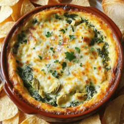 To make a tasty Cheesy Spinach Artichoke Dip, gather these ingredients: - 1 cup frozen spinach, thawed and drained - 1 can (14 oz) artichoke hearts, drained and chopped - 1 cup cream cheese, softened - 1/2 cup sour cream - 1 cup mayonnaise - 1 cup shredded mozzarella cheese - 1/2 cup grated Parmesan cheese - 2 cloves garlic, minced - 1 teaspoon lemon juice - 1/2 teaspoon crushed red pepper flakes (optional) - Salt and pepper to taste - Tortilla chips or bread slices for serving You can easily swap out some dairy items if needed. Here are a few options: - Use Greek yogurt instead of sour cream for a tangy twist. - Try cottage cheese in place of cream cheese for a lighter dip. - Replace mayonnaise with avocado for a creamy, healthy option. Want to jazz up your dip? Here are a few fun add-ins to try: - Mix in some cooked bacon bits for a smoky flavor. - Add chopped jalapeños for a spicy kick. - Toss in sun-dried tomatoes for a burst of sweetness. For the full recipe, check out the details above. Enjoy creating this delicious dish! To make Cheesy Spinach Artichoke Dip, start by mixing creamy ingredients. Then, fold in spinach and artichokes. Finally, bake until golden and bubbly. This dip is simple and quick, making it great for gatherings. 1. Preheat your oven to 350°F (175°C). 2. In a large bowl, mix the cream cheese, sour cream, and mayonnaise. Blend until smooth. 3. Add the drained spinach, chopped artichoke hearts, minced garlic, and lemon juice. 4. Toss in half of the mozzarella and Parmesan cheese. Stir until mixed well. 5. Season with salt and pepper to your liking. 6. Transfer the mixture to a baking dish. Spread it evenly across the dish. 7. Sprinkle the remaining mozzarella and Parmesan cheese on top. 8. Bake for 25-30 minutes until the dip bubbles and the top is golden. 9. Let it cool for a few minutes before serving. To get the best texture, drain spinach well to avoid excess water. Use room temperature cream cheese for easy mixing. Bake until the top is golden and slightly crisp. This creates a nice contrast to the creamy dip. To make the best Cheesy Spinach Artichoke Dip, start with good ingredients. Always use fresh artichokes if you can find them. If not, canned works fine. Make sure to squeeze all the water out of the spinach. This keeps the dip thick and creamy. When mixing, blend the cream cheese, sour cream, and mayonnaise well. This helps avoid lumps. Layer the cheese on top for a nice golden crust. One common mistake is not draining the spinach well. If it’s too wet, the dip can become runny. Another mistake is baking it too long. You want it bubbly and slightly golden, not burnt. Don’t skip the garlic; it adds great flavor. Also, be careful with salt. Taste as you go to avoid an overly salty dip. You can prepare the dip a day in advance. Just cover it and put it in the fridge. When you’re ready to bake, let it sit at room temperature for about 30 minutes. Preheat the oven to 350°F (175°C) and bake it for 30-35 minutes. If you want to reheat leftovers, use the oven instead of the microwave. This keeps the texture nice. For the full recipe, check the earlier section. {{image_2}} You can change the cheese to make this dip your own. Try using cheddar cheese for a sharp flavor. Gouda adds a smoky touch. You can also mix in cream cheese for extra creaminess. Keep mozzarella for that stretchy cheese pull. Parmesan gives a nice salty bite. Experiment with your favorites! For a lighter version, swap out the cream cheese for Greek yogurt. This keeps the dip creamy while cutting calories. You can also use low-fat sour cream and mayonnaise. Use fresh spinach instead of frozen for a fresher taste. Lastly, serve with veggie sticks instead of chips for a crunchy twist. Think beyond chips! Serve this dip with sliced baguette or pita chips. You can also use small bread bowls for a fun presentation. For a fresh twist, top the dip with diced tomatoes or avocado. This adds color and flavor. Pair it with a crisp salad for a complete meal. Don't forget to check the Full Recipe for all the details! To keep your Cheesy Spinach Artichoke Dip fresh, store it in an airtight container. Let the dip cool before sealing it. This helps keep moisture out. Use it within three to four days. If you have a large batch, divide it into smaller containers. This makes it easier to reheat and share. When you're ready to enjoy the leftovers, preheat your oven to 350°F (175°C). Place the dip in a baking dish. Cover it with foil to prevent it from drying out. Heat for about 15-20 minutes. If you want a crispy top, remove the foil for the last five minutes. You can also reheat it in the microwave. Use a microwave-safe dish and heat in short bursts of 30 seconds. Stir in between to ensure even heating. You can freeze Cheesy Spinach Artichoke Dip for later. First, let it cool completely. Then, transfer it to a freezer-safe container. Label it with the date. It can last up to three months in the freezer. To thaw, move it to the fridge overnight. Reheat it as mentioned above. This way, you can enjoy this tasty dip any time you want! For the complete recipe, check out the Full Recipe. Cheesy Spinach Artichoke Dip lasts about three to four days in the fridge. Store it in an airtight container. Make sure it cools down before putting it away. If you notice any changes in smell or texture, it’s best to toss it. Yes, you can make this dip in advance! Prepare it a day before and store it in the fridge. Just cover it well. When you are ready to serve, bake it as directed in the Full Recipe. This saves time and makes your party stress-free! Serve Cheesy Spinach Artichoke Dip with tortilla chips, sliced baguette, or fresh veggies. Tortilla chips add crunch, while bread soaks up the creamy dip. Fresh veggies, like carrots or bell peppers, offer a nice balance. You can even try crackers for a different twist! In this post, we explored all you need for the perfect Cheesy Spinach Artichoke Dip. We covered ingredients, including substitutions for dairy. The step-by-step instructions guide you to ideal texture. Tips help you avoid common mistakes. You learned about fun variations and how to store leftovers. You now have the tools to impress your guests with a delicious dip. Use these tips for a great dish anytime!
