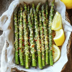 To start, you need one pound of fresh asparagus. Look for firm, green stalks. They should feel crisp and have a vibrant color. Trim the woody ends to ensure a tender bite. Fresh asparagus gives the best taste and texture. You will need a few key seasonings for flavor. Gather these ingredients: - 2 tablespoons olive oil - 3 cloves garlic, minced - 1 teaspoon garlic powder - 1/2 teaspoon salt - 1/4 teaspoon black pepper - Optional: 1/4 teaspoon red pepper flakes for heat Olive oil helps the seasonings stick and adds richness. Minced garlic and garlic powder boost the flavor. Salt and black pepper enhance the dish. If you like spice, add red pepper flakes. Parmesan cheese is essential for this recipe. Use 1/2 cup of grated Parmesan cheese. It offers a salty, nutty taste. Grating the cheese fresh makes it melt better and adds more flavor. You can also try different cheeses, but Parmesan gives the best crunch and taste. For the full recipe, refer to the instruction section. First, wash your asparagus under cool water. Trim the tough ends off each spear. This part can be hard, but it makes the asparagus nice to eat. You want them to be about 5 to 6 inches long. Once trimmed, place them in a large bowl. This bowl will help you mix in the oil and spices later. Now, pour in 2 tablespoons of olive oil. Toss the asparagus well so every piece gets coated. Next, add 3 minced garlic cloves, 1 teaspoon of garlic powder, 1/2 teaspoon of salt, and 1/4 teaspoon of black pepper. If you like heat, you can add 1/4 teaspoon of red pepper flakes. Mix everything together until the asparagus is well coated. The smell will be amazing! Preheat your oven to 425°F (220°C). Line a baking sheet with parchment paper. This helps with easy cleanup. Spread the asparagus in one layer on the sheet. Now for the best part: sprinkle 1/2 cup of grated Parmesan cheese over the top. Bake for 15 to 20 minutes. You want them to be tender and the cheese golden and crispy. Let them cool for a few minutes before serving. Enjoy your tasty snack! For the full recipe, check out the details above. To get your asparagus fries nice and crispy, start with fresh asparagus. Trim the ends to remove any tough parts. Use a good amount of olive oil to coat each piece. This oil helps create that crunchy layer. Spread the asparagus in a single layer on your baking sheet. Crowding them can lead to steaming, not baking. Bake at 425°F for 15-20 minutes. Keep an eye on them. When the cheese is golden, it’s time to pull them out. To boost the flavor, add garlic powder to the mix. You can also sprinkle some red pepper flakes for a little heat. If you love herbs, try adding dried oregano or thyme. These add a lovely twist to the flavor. Squeeze some fresh lemon juice over the fries before serving. This gives them a bright taste that pairs well with the cheese. These asparagus fries make a great snack or side. Serve them in a rustic basket lined with parchment paper. This adds a nice touch to your presentation. Offer lemon wedges on the side for a zesty kick. They also pair wonderfully with dips like ranch or aioli. For a full recipe, check the detailed instructions provided. Enjoy your crunchy and tasty snack! {{image_2}} You can change the cheese for different flavors. Try using feta for a tangy kick. Goat cheese adds a creamy texture. For a sharper taste, use aged cheddar. Each cheese brings a unique twist to your asparagus fries. Mix up the seasonings to match your taste. Instead of garlic powder, use onion powder for a sweet flavor. Italian herbs like oregano and basil add freshness. For heat, try smoked paprika or cayenne pepper. These changes can make your dish exciting. Feel free to add more veggies or proteins. Carrots or zucchini make great partners with asparagus. You can also toss in cooked chicken or shrimp for a heartier meal. Each addition brings new tastes and textures to the table. These variations can help you create your perfect Garlic Parmesan Asparagus Fries. Explore your options to find your favorite mix! For the full recipe, check out the main section. To keep your Garlic Parmesan Asparagus Fries fresh, store them in an airtight container. Place a paper towel in the container to absorb moisture. This helps maintain their crunch for longer. They will last in the fridge for up to three days. For the best results, reheat your asparagus fries in the oven. Preheat your oven to 400°F (200°C). Spread the fries on a baking sheet. Heat them for about 5-10 minutes. This method helps restore their crispy texture. You can also use an air fryer for a quick reheat. Set it to 350°F (175°C) for about 3-5 minutes. You can freeze asparagus fries if you want to save some for later. First, let them cool completely. Then, place them in a single layer on a baking sheet and freeze for about an hour. Once frozen, transfer them to a freezer-safe bag. They can last up to two months in the freezer. When ready to enjoy, bake from frozen for about 20-25 minutes at 425°F (220°C). This will keep them crispy and tasty. For the full recipe, refer back to the main instructions. Yes, you can use frozen asparagus. However, fresh asparagus gives better texture and taste. Frozen asparagus can be soggy. If you use frozen, thaw it first and pat it dry. This helps remove excess moisture. To make Garlic Parmesan Asparagus Fries gluten-free, you only need to ensure your ingredients are safe. The ingredients listed are naturally gluten-free. Just check that your Parmesan cheese has no additives that contain gluten. These fries pair well with many dishes. Serve them with grilled chicken or fish for a balanced meal. You can also enjoy them with a dip, like ranch or aioli. They make a great snack for parties too! For the complete method and measurements, refer to the Full Recipe. This blog post covered how to make Garlic Parmesan Asparagus Fries. We explored fresh asparagus, the right seasonings, and cheese options. I shared easy steps for preparing, coating, and baking your fries. I also included tips for a crispy texture and tasty variations. Finally, we addressed storage and reheating methods, ensuring you enjoy your leftovers. With a few simple ideas, you can make this dish your own. Enjoy experimenting with flavors, and happy cooking!