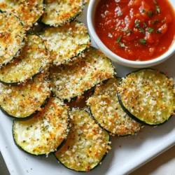 To make crispy baked zucchini coins, gather these ingredients: - 2 medium zucchinis, sliced into ½-inch thick coins - 1 cup breadcrumbs (preferably panko for extra crunch) - ½ cup grated Parmesan cheese - 1 teaspoon garlic powder - 1 teaspoon dried oregano - 1 teaspoon smoked paprika - 1 large egg, beaten - Salt and pepper to taste - Olive oil spray (or a light drizzle) You can swap ingredients based on your taste or what you have at home. If you want a gluten-free version, try gluten-free breadcrumbs. You can also use nutritional yeast instead of Parmesan for a vegan twist. For a spicier kick, add cayenne pepper to the breadcrumb mix. If you don’t have smoked paprika, regular paprika works too. Fresh zucchini is key for this recipe. It gives the coins a nice crunch and rich flavor. Look for firm zucchinis with smooth skin. Avoid ones that are soft or have blemishes. Fresh zucchini also has more nutrients. When you use fresh produce, your dish tastes better and is healthier. To get the best results, choose zucchinis that are about 6 to 8 inches long. If they are too big, they may have larger seeds and a watery texture. Enjoy the process of selecting your zucchini; it sets the stage for a tasty snack! For the full recipe, check the earlier section. To start, gather your ingredients. You will need: - 2 medium zucchinis, sliced into ½-inch thick coins - 1 cup breadcrumbs (preferably panko for extra crunch) - ½ cup grated Parmesan cheese - 1 teaspoon garlic powder - 1 teaspoon dried oregano - 1 teaspoon smoked paprika - 1 large egg, beaten - Salt and pepper to taste - Olive oil spray (or a light drizzle) First, preheat your oven to 425°F (220°C). Line a baking sheet with parchment paper. This helps with easy cleanup. Next, grab a shallow bowl. Mix the breadcrumbs, Parmesan cheese, garlic powder, oregano, smoked paprika, salt, and pepper. In a separate bowl, beat the egg until smooth. This egg will help the coating stick. Now, take each zucchini coin. Dip it into the egg, letting any extra drip off. Then, coat it with the breadcrumb mix. Press gently to help it stick. Arrange the coated zucchini coins in a single layer on your baking sheet. Make sure not to overcrowd them. This step is key for getting them crispy! Lightly spray or drizzle olive oil over the coins. This helps them brown nicely. Bake them in the preheated oven for about 20-25 minutes. Flip them halfway through for even cooking. They should turn golden brown and crispy. Once done, remove them from the oven and let them cool slightly. To get the best crunch, use panko breadcrumbs. They add extra texture. Also, ensure the coins are spaced out on the baking sheet. This allows hot air to circulate around them. If you have a wire rack, place it on the baking sheet. This helps air flow under the coins too. Lastly, don’t skip the olive oil. It is crucial for that golden brown finish. For the full recipe, check the main article! If your zucchini coins are not crispy, check a few things. First, ensure you sliced the zucchini evenly. Uniform thickness helps them cook the same way. Second, don’t overcrowd the baking sheet. If they touch, they will steam instead of crisp. Lastly, use enough oil. A light spray or drizzle helps achieve that golden crunch. To enhance the flavor, try adding different spices. For a kick, mix in some cayenne pepper or chili powder. If you love herbs, fresh basil or parsley adds a nice touch. You can also swap the Parmesan for other cheeses. Try using cheddar or a dairy-free cheese for a new taste. These crispy baked zucchini coins shine when served hot. Pair them with marinara sauce for dipping, or serve with a cool yogurt dip. You can also place them on top of a fresh salad for added crunch. For a twist, use them as a side with grilled chicken or fish. For the full recipe, check out the complete instructions above. {{image_2}} You can switch up the coating for your zucchini coins. Instead of breadcrumbs, try crushed cornflakes for a fun crunch. You can also use almond flour for a gluten-free option. If you want a spicy kick, use seasoned tortilla chips instead. Mix things up to find your favorite! Adding spices can change the game. Try cayenne pepper for heat. You can also use Italian seasoning for a classic flavor. Fresh herbs like basil or thyme add freshness. Experiment with different spice blends to create your unique taste. Don't be afraid to get creative! Serve your crispy zucchini coins in fun ways. Try stacking them with layers of cheese and tomato sauce for a mini zucchini parmesan. You can also use them as a crunchy topping on salads. Pair them with a zesty dipping sauce, like ranch or spicy mayo, for an extra kick. Your guests will love the surprise! After you enjoy your crispy baked zucchini coins, let them cool. Place them in an airtight container. Keep them in the fridge. They stay fresh for up to three days. If you want to keep them longer, consider freezing. To bring back the crispiness, reheat the zucchini coins in the oven. Preheat your oven to 350°F (175°C). Place the coins on a baking sheet. Heat them for about 10 minutes. This helps restore their crunch. Avoid using the microwave, as it makes them soggy. You can freeze the zucchini coins before baking. Arrange them in a single layer on a baking sheet. Freeze them until solid, then transfer to a freezer bag. They can last up to three months in the freezer. When ready to eat, bake them straight from the freezer. Just add a few extra minutes to the baking time. For the full recipe, check the section above. To make zucchini coins crispy, you need to remove excess moisture. Start by slicing your zucchini into ½-inch thick coins. Then, sprinkle salt on them and let them sit for 10-15 minutes. This draws out water. Afterward, pat them dry with a paper towel. For the coating, use panko breadcrumbs for extra crunch. Make sure you evenly coat each coin and do not overcrowd the baking sheet. This allows hot air to circulate, which helps them crisp up nicely. Yes, you can easily make this recipe gluten-free. Just swap regular breadcrumbs for gluten-free panko breadcrumbs. Many stores offer a variety of gluten-free options. Check the label to ensure they fit your dietary needs. The rest of the recipe remains the same. You won't lose any flavor or texture with this simple change. Crispy baked zucchini coins pair well with many dips. Consider serving them alongside marinara sauce for a classic taste. You can also try a yogurt dip, which adds a cool touch. For a twist, add hot sauce or a spicy aioli. They also work well as a side dish with grilled chicken or fish. You can find more ideas in the Full Recipe section to inspire your meal. In this article, we explored the key ingredients and steps for making crispy baked zucchini coins. Fresh zucchini is essential for the best taste. I shared tips for prep, baking, and serving to help you succeed. We also discussed variations and storage tips for leftovers, ensuring you enjoy them later. Remember, the right spices can enhance the flavor. Don't hesitate to experiment and find what you love. Enjoy your cooking journey with these delicious zucchini coins!