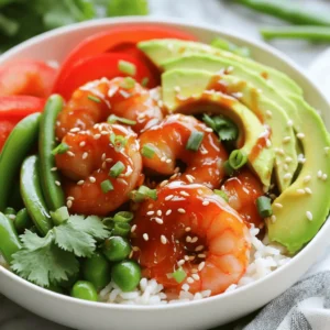 - 1 lb shrimp, peeled and deveined - 2 tablespoons Sriracha sauce - 2 tablespoons honey - 1 tablespoon soy sauce (or tamari for gluten-free) - 1 teaspoon garlic powder - 1 teaspoon ginger powder - Sesame seeds - Fresh cilantro - Lime wedges The key to great Sriracha honey shrimp bowls starts with fresh shrimp. I love using peeled and deveined shrimp. They cook quickly and soak up flavor well. The Sriracha sauce offers heat, while honey adds sweetness. This combination creates a perfect balance. Next, I add soy sauce for depth and umami. Garlic powder and ginger powder boost the flavor. They mix well with the shrimp and sauce. This blend of ingredients makes the base of our dish. For garnishing, I recommend sesame seeds and fresh cilantro. They add texture and a burst of color. Lime wedges are a must. A squeeze of lime brightens the dish and enhances the flavors. This simple list of ingredients helps you create a flavorful and satisfying meal. You can find the full recipe in this article to guide you through the cooking process. To start, gather your ingredients. In a medium bowl, mix together the Sriracha, honey, soy sauce, garlic powder, and ginger powder. This mix creates a sweet and spicy sauce that makes the shrimp shine. Once mixed, add the shrimp. Make sure the shrimp are well-coated in the marinade. Let them sit for at least 15 minutes. This step helps them soak up all the tasty flavors. While the shrimp marinates, it’s time to prepare the veggies. In a large skillet, heat the vegetable oil over medium-high heat. Once the oil is hot, add the sliced red bell pepper and the snap peas. Stir-fry them for about 3 to 4 minutes. You want them to be just tender but still crisp. After that, remove the veggies from the skillet and set them aside. Now comes the fun part! In the same skillet, add the marinated shrimp. Cook them for about 3 to 4 minutes. They should turn pink and opaque. Stir occasionally to ensure even cooking. Once they are cooked, return the vegetables to the skillet. Stir everything together until heated through. This mix of shrimp and vegetables will create a colorful and delicious base for your meal. Use a large skillet for even cooking. This helps shrimp cook nicely without crowding. A crowded pan can lead to uneven heat and steaming instead of searing. Get that great brown color on your shrimp! Don’t overcook shrimp; cook just until pink. Shrimp cook fast, usually in 3-4 minutes. You want them to be firm yet tender. If they turn rubbery, you’ve cooked them too long. Watch them closely for the best results. Experiment with additional seasonings for zest. You can add lime juice for brightness or a pinch of red pepper flakes for extra heat. Fresh herbs like cilantro or basil can also boost flavor. Each twist makes your meal more exciting! {{image_2}} If you want a gluten-free meal, use tamari instead of soy sauce. Tamari has a similar taste and is safe for those with gluten issues. It will still give the dish a great flavor while keeping it gluten-free. Feel free to play with the veggies. You can swap in broccoli or zucchini. These veggies add different textures and flavors. They also give you more color in your bowl, making it even more appealing. You can mix and match to find your favorite combo. Shrimp is tasty, but you can switch it up. Try using chicken, tofu, or scallops instead. Each option brings a new flavor and texture. Chicken is great for a heartier meal. Tofu is perfect for a vegetarian choice. Scallops add a touch of luxury to your bowl. Store your Sriracha honey shrimp bowls in an airtight container. Place them in the refrigerator. This keeps them fresh for about three days. Make sure to cool them before sealing. To enjoy your leftovers, reheat them on the stove. Use low heat to avoid overcooking. Stir occasionally to heat evenly. This method keeps your shrimp tender and tasty. If you want to store your meal longer, freeze it. Keep the shrimp separate from the rice or quinoa. This helps maintain texture and flavor. When you're ready to eat, thaw everything completely before reheating. This way, you’ll still enjoy a flavorful meal. - Follow the full recipe provided in the article. It’s easy and quick. - Yes, just make sure to thaw them completely before cooking. Thawing helps them cook evenly. - Consider sides like salad, steamed vegetables, or spring rolls. These add freshness and variety. This article covered how to make delicious Sriracha honey shrimp bowls. You learned about the key ingredients, cooking steps, and storage tips. I shared tips to enhance flavor and suggested variations, like using different proteins or vegetables. Remember to keep an eye on your shrimp while cooking to ensure they stay tender. With these simple steps, you can enjoy tasty meals that impress anyone. Happy cooking!