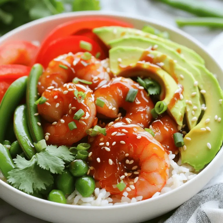 - 1 lb shrimp, peeled and deveined - 2 tablespoons Sriracha sauce - 2 tablespoons honey - 1 tablespoon soy sauce (or tamari for gluten-free) - 1 teaspoon garlic powder - 1 teaspoon ginger powder - Sesame seeds - Fresh cilantro - Lime wedges The key to great Sriracha honey shrimp bowls starts with fresh shrimp. I love using peeled and deveined shrimp. They cook quickly and soak up flavor well. The Sriracha sauce offers heat, while honey adds sweetness. This combination creates a perfect balance. Next, I add soy sauce for depth and umami. Garlic powder and ginger powder boost the flavor. They mix well with the shrimp and sauce. This blend of ingredients makes the base of our dish. For garnishing, I recommend sesame seeds and fresh cilantro. They add texture and a burst of color. Lime wedges are a must. A squeeze of lime brightens the dish and enhances the flavors. This simple list of ingredients helps you create a flavorful and satisfying meal. You can find the full recipe in this article to guide you through the cooking process. To start, gather your ingredients. In a medium bowl, mix together the Sriracha, honey, soy sauce, garlic powder, and ginger powder. This mix creates a sweet and spicy sauce that makes the shrimp shine. Once mixed, add the shrimp. Make sure the shrimp are well-coated in the marinade. Let them sit for at least 15 minutes. This step helps them soak up all the tasty flavors. While the shrimp marinates, it’s time to prepare the veggies. In a large skillet, heat the vegetable oil over medium-high heat. Once the oil is hot, add the sliced red bell pepper and the snap peas. Stir-fry them for about 3 to 4 minutes. You want them to be just tender but still crisp. After that, remove the veggies from the skillet and set them aside. Now comes the fun part! In the same skillet, add the marinated shrimp. Cook them for about 3 to 4 minutes. They should turn pink and opaque. Stir occasionally to ensure even cooking. Once they are cooked, return the vegetables to the skillet. Stir everything together until heated through. This mix of shrimp and vegetables will create a colorful and delicious base for your meal. Use a large skillet for even cooking. This helps shrimp cook nicely without crowding. A crowded pan can lead to uneven heat and steaming instead of searing. Get that great brown color on your shrimp! Don’t overcook shrimp; cook just until pink. Shrimp cook fast, usually in 3-4 minutes. You want them to be firm yet tender. If they turn rubbery, you’ve cooked them too long. Watch them closely for the best results. Experiment with additional seasonings for zest. You can add lime juice for brightness or a pinch of red pepper flakes for extra heat. Fresh herbs like cilantro or basil can also boost flavor. Each twist makes your meal more exciting! {{image_2}} If you want a gluten-free meal, use tamari instead of soy sauce. Tamari has a similar taste and is safe for those with gluten issues. It will still give the dish a great flavor while keeping it gluten-free. Feel free to play with the veggies. You can swap in broccoli or zucchini. These veggies add different textures and flavors. They also give you more color in your bowl, making it even more appealing. You can mix and match to find your favorite combo. Shrimp is tasty, but you can switch it up. Try using chicken, tofu, or scallops instead. Each option brings a new flavor and texture. Chicken is great for a heartier meal. Tofu is perfect for a vegetarian choice. Scallops add a touch of luxury to your bowl. Store your Sriracha honey shrimp bowls in an airtight container. Place them in the refrigerator. This keeps them fresh for about three days. Make sure to cool them before sealing. To enjoy your leftovers, reheat them on the stove. Use low heat to avoid overcooking. Stir occasionally to heat evenly. This method keeps your shrimp tender and tasty. If you want to store your meal longer, freeze it. Keep the shrimp separate from the rice or quinoa. This helps maintain texture and flavor. When you're ready to eat, thaw everything completely before reheating. This way, you’ll still enjoy a flavorful meal. - Follow the full recipe provided in the article. It’s easy and quick. - Yes, just make sure to thaw them completely before cooking. Thawing helps them cook evenly. - Consider sides like salad, steamed vegetables, or spring rolls. These add freshness and variety. This article covered how to make delicious Sriracha honey shrimp bowls. You learned about the key ingredients, cooking steps, and storage tips. I shared tips to enhance flavor and suggested variations, like using different proteins or vegetables. Remember to keep an eye on your shrimp while cooking to ensure they stay tender. With these simple steps, you can enjoy tasty meals that impress anyone. Happy cooking!