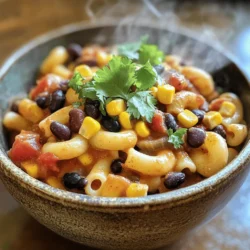 For a hearty vegan chili mac, gather these key ingredients: - 2 cups elbow macaroni - 1 can (15 oz) black beans, rinsed and drained - 1 can (15 oz) kidney beans, rinsed and drained - 1 can (15 oz) diced tomatoes with green chilies - 1 tablespoon olive oil - 1 medium onion, diced - 3 cloves garlic, minced - 2 teaspoons chili powder - 1 teaspoon cumin - 1 teaspoon smoked paprika - Salt and pepper to taste - 1 cup vegetable broth - 1 cup corn (fresh, frozen, or canned) - 1 cup nutritional yeast (for creamy texture) These ingredients work together to create a bold and filling dish. The beans add protein, while the spices bring warmth and depth. To make your chili mac even better, consider these garnishes: - Chopped fresh cilantro - Chopped green onions These add color and fresh flavor. They also enhance the dish's appeal, making it look inviting. This vegan chili mac serves four and is packed with good nutrients. Each serving has: - Calories: Approximately 350 - Protein: 20 grams - Fiber: 15 grams - Fat: 6 grams - Carbohydrates: 60 grams This dish offers a balanced meal with protein, fiber, and healthy carbs. You can enjoy it guilt-free. For the full recipe, check out the detailed instructions. Start by boiling water in a large pot. Make sure to add salt for flavor. Once the water boils, add 2 cups of elbow macaroni. Cook it according to the package instructions until it is al dente. This usually takes about 7 to 9 minutes. After cooking, drain the macaroni and set it aside. It will be added later to the chili. In the same pot, pour in 1 tablespoon of olive oil. Heat it over medium heat. Add 1 medium diced onion and sauté for about 5 minutes. You want the onion to be soft and translucent. Next, mix in 3 minced garlic cloves. Cook this for 1 to 2 minutes more. Now, it’s time to add flavor. Stir in 2 teaspoons of chili powder, 1 teaspoon of cumin, and 1 teaspoon of smoked paprika. Add salt and pepper to taste. Cook this mixture for 1 minute to bring out the spice flavors. Pour in 1 can of diced tomatoes with green chilies and 1 cup of vegetable broth. Make sure to include the liquid from the tomatoes. Bring this mixture to a boil. It will smell amazing! Once boiling, add 1 can of black beans and 1 can of kidney beans, both rinsed and drained. Also, add 1 cup of corn. Lower the heat and let it simmer for about 10 to 15 minutes. Stir occasionally to keep it from sticking. Now, stir in the cooked macaroni. Then add 1 cup of nutritional yeast. This will make your chili mac creamy and rich. Mix it well until everything is heated through. Taste it and adjust the seasonings if needed. Serve your Vegan Chili Mac hot. You can garnish it with fresh cilantro or green onions for a nice touch. For the full recipe, check out the main article. To get that perfect creamy texture in your vegan chili mac, use nutritional yeast. This ingredient adds a cheesy flavor without dairy. If you want even more creaminess, try adding a splash of plant-based milk. Just stir it in slowly after mixing the noodles and chili. You can also blend some of the beans to create a smooth base. The blend gives a nice thickness to the dish. For extra flavor, consider adding more spices. A pinch of cayenne can make it spicy. You might also try adding some fresh herbs, like oregano or basil. They add great depth. You can even include a dash of lime juice before serving for a bright finish. Don't forget to taste and adjust the salt and pepper. This will help balance all the flavors. Cooking time can vary based on your stove and pot size. Keep an eye on the macaroni; you want it al dente. If you like softer pasta, cook it a minute longer. For the chili to develop rich flavors, let it simmer longer if you have time. You can also make it ahead of time. Just reheat and add a splash more broth to keep it moist. For the full recipe, check out the Vegan Chili Mac section. {{image_2}} To make a gluten-free version, swap the elbow macaroni with gluten-free pasta. Many brands offer great choices that taste good. Brown rice or quinoa pasta works well. Check the label to confirm they are gluten-free. Want to pack in more nutrition? It’s easy! Add diced bell peppers, zucchini, or spinach to your chili mac. Just toss them in when you add the onion. They will cook down and blend into the dish. This adds color and boosts the flavor. If you like heat, add more chili powder or a dash of cayenne. You can also mix in jalapeños for a spicy kick. For a milder version, reduce the chili powder and skip the jalapeños. Adjust to your taste! To keep your Vegan Chili Mac fresh, store it in an airtight container. Place it in the fridge for up to four days. Make sure it cools to room temperature first. This helps prevent extra moisture. When you're ready to enjoy your leftovers, reheat them on the stove. Add a splash of water or vegetable broth to keep it moist. Heat gently over medium heat, stirring often. You can also use the microwave. Heat in short bursts, stirring in between, until hot. If you want to save some for later, freeze Vegan Chili Mac. Use a freezer-safe container or bag. Leave some space at the top, as it expands when frozen. It can last up to three months in the freezer. Thaw it overnight in the fridge before reheating. For the best flavor, eat it within a month. Check out the Full Recipe for more tips on making this dish! Yes, you can make Vegan Chili Mac ahead of time. It keeps well in the fridge. Make it, let it cool, and store it in an airtight container. When you're ready to eat, just heat it up on the stove or in the microwave. If you need a substitute for nutritional yeast, try using tahini or cashew cream. Both add creaminess and a nutty flavor. Another option is to mix in a bit of soy sauce for a savory taste. Yes, Vegan Chili Mac is a complete meal. It has protein from beans and carbs from pasta. Plus, it includes veggies and healthy fats. This dish gives you a well-rounded meal in one bowl. Vegan Chili Mac lasts about 3 to 5 days in the fridge. Store it in a sealed container to keep it fresh. Always check for any off smells before eating leftovers. Yes, you can freeze Vegan Chili Mac. Let it cool completely, then portion it into freezer-safe containers. It can last for about 2 to 3 months in the freezer. Thaw it in the fridge before reheating. Absolutely! You can add crumbled tempeh or vegan sausage for extra protein. Just cook them with the onion and garlic before adding other ingredients. This adds texture and flavor. You can use any pasta shape you like instead of elbow macaroni. Penne, fusilli, or even gluten-free pasta works great. Just be sure to follow the cooking time on the package. The spice level of Vegan Chili Mac depends on the chili powder and diced tomatoes you use. If you like it mild, choose mild chili powder. For more heat, use spicy chili powder or add jalapeños. If you want to add a cheesy flavor, use vegan cheese or cashew cheese. Sprinkle it on top before serving. This adds creaminess and pairs well with the chili flavors. You can find the full recipe for Vegan Chili Mac in this article. It has all the steps and ingredients you need for a tasty meal. In this post, we covered how to make Vegan Chili Mac. We went over the main ingredients, cooking steps, and tips for great flavor. You can adjust the recipe to fit your taste with variations like extra veggies or spicy options. Don't forget to store leftovers properly for later meals. Making this dish ahead saves time and is fun! Enjoy creating your Vegan Chili Mac, and get ready to impress your taste buds.