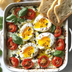 To make Viral Baked Feta Eggs, gather these simple items: - 200g feta cheese, crumbled - 4 large eggs - 1 cup cherry tomatoes, halved - 2 tablespoons olive oil - 1 teaspoon dried oregano - 1 teaspoon red pepper flakes (optional) - Salt and pepper to taste - Fresh basil, for garnish - Crusty bread, for serving This dish is not just tasty; it’s also packed with nutrients: - Feta cheese adds protein and calcium. - Eggs provide high-quality protein and healthy fats. - Cherry tomatoes offer vitamins A and C. - Olive oil gives heart-healthy monounsaturated fats. This meal is good for breakfast, lunch, or dinner. When choosing your ingredients, look for these signs: - Feta cheese should be moist and crumbly, not dry. - Eggs should be clean and uncracked. Fresh eggs float less in water. - Cherry tomatoes should be firm and bright, without blemishes. - Olive oil should smell fresh, not rancid. - Basil should be vibrant green and fragrant. Fresh ingredients make a big difference in taste. 1. Start by preheating your oven to 375°F (190°C). This helps the dish cook evenly. 2. Grab a baking dish and put the crumbled feta cheese in the center. 3. Next, add the halved cherry tomatoes around the feta. This adds flavor and color. 4. Drizzle two tablespoons of olive oil over the feta and tomatoes. This keeps them moist. 5. Sprinkle one teaspoon of dried oregano, and if you like heat, add red pepper flakes. 6. Season with salt and pepper to taste. This step brings out all the flavors. 7. Now, use a spoon to make small wells in the mixture. This is where the eggs will go. 8. Crack four large eggs gently into the wells. Be careful not to break the yolks. 1. Place the baking dish in the preheated oven. 2. Bake for 20 to 25 minutes. Keep an eye on it to avoid overcooking. 3. You want the egg whites set, but the yolks should still be a bit runny. 1. To check if the eggs are done, gently shake the dish. If the whites jiggle, they need more time. 2. If the whites are firm but the yolks seem soft, they are ready. 3. Remove the dish from the oven. Let it cool for a minute before serving. 4. Garnish with fresh basil and enjoy with crusty bread for dipping. For the Full Recipe, you'll find all the details you need to create this dish at home. To boost flavor, fresh herbs work wonders. I love adding fresh basil or parsley. You can also mix in thyme or dill for a twist. For some heat, sprinkle in red pepper flakes. Always taste as you go. Adjust herbs to fit your taste. One mistake is overcooking the eggs. Keep an eye on them as they bake. You want soft yolks, not hard. Another mistake is not using enough salt. Salt brings out the taste, so don't skimp on it. Lastly, avoid using low-quality feta. Good cheese makes a big difference. Use a good baking dish that distributes heat evenly. A glass or ceramic dish works best. I also like a spoon to create wells for the eggs. For easy serving, have a spatula handy. A sharp knife helps when cutting the crusty bread. Check out the Full Recipe for all details. {{image_2}} You can easily change this recipe to fit your taste. Add spinach for greens. Sautéed mushrooms add a nice earthy flavor. Want some meat? Try chopped bacon or crumbled sausage. You can also toss in bell peppers or zucchini. These add color and flavor to your dish. Feel free to mix and match your favorite ingredients. Just remember to keep the balance of flavors. If you want a vegan version, swap the feta and eggs. Use tofu instead of feta. Crumble it and season with lemon juice and nutritional yeast. For eggs, try a chickpea flour mixture. Combine chickpea flour with water and spices, then bake. This gives a similar texture and taste. Always check labels for dairy-free products. It’s easy to make this dish fit your diet. Pair your baked feta eggs with a light salad. A simple green salad works well. You can also serve this dish with crusty bread. It’s perfect for dipping. For drinks, try fresh juice or a light coffee. A nice herbal tea can also complement the dish. These choices enhance the meal and make it feel special. After you enjoy your baked feta eggs, store any leftovers in an airtight container. Let the dish cool to room temp before sealing it. This will help keep the eggs and feta from getting too soggy. You can keep leftovers in the fridge for up to three days. For best taste, eat them within this time frame. To reheat, preheat your oven to 350°F (175°C). Place the leftovers in an oven-safe dish. Cover it with foil to keep moisture in. Heat for about 10-15 minutes or until warm. You can also use a microwave for quick reheating. Just place it on a plate and heat for 1-2 minutes. Be careful not to overheat, as this can make the eggs rubbery. If you want to freeze your baked feta eggs, it’s best to do this before baking. Assemble the dish as instructed, then cover it tightly with plastic wrap and foil. You can freeze it for up to three months. When ready to cook, thaw it in the fridge overnight. Then bake it as per the full recipe instructions. This way, you can enjoy a fresh meal anytime! Baked feta eggs come from Greece. This dish highlights the famous Greek feta cheese. It blends flavors of tomatoes and eggs. This warmth and comfort make it popular. Many people enjoy it for breakfast or brunch. Yes, you can! Feel free to swap feta for goat cheese or ricotta. Each cheese will add a unique flavor. Goat cheese will give a tangy taste. Ricotta is creamier and milder. Experiment to find what you love best. To avoid overcooked eggs, watch the baking time closely. Bake only until the whites are set. The yolks should remain a bit runny. If you like firmer yolks, bake a little longer. Just check often to get the best results. For more details on how to make this dish, refer to the Full Recipe. In this post, we explored the key ingredients and nutrients for Baked Feta Eggs. I shared tips on choosing fresh items and how to prepare them step-by-step. We discussed flavor boosts with herbs and spices while avoiding common baking mistakes. You learned about variations and storage tips, along with FAQs for common concerns. Remember, practice makes perfect. Use this guide to make delicious Baked Feta Eggs that fit your needs!