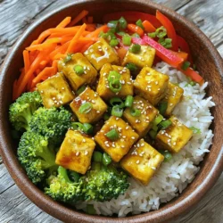 - 1 block firm tofu - 2 cups cooked jasmine rice - 1 cup broccoli florets - 1 red bell pepper, sliced - 1 carrot, julienned - 2 green onions, chopped For this recipe, we use firm tofu. This type gives the best texture. It holds shape when cooked. I love jasmine rice for its aroma and flavor. The fresh vegetables add color and crunch. Broccoli, bell pepper, and carrots are my top choices. Green onions add a nice finish. - 2 tablespoons cornstarch - 2 tablespoons soy sauce - 1 tablespoon sesame oil - 1 tablespoon rice vinegar Cornstarch is key for making tofu crispy. It creates a nice crust during baking. Soy sauce adds depth and umami. Sesame oil brings a nutty flavor. Rice vinegar balances the dish with a slight tang. - Sesame seeds - Additional soy sauce Garnishes can elevate your dish. Sesame seeds add crunch and visual appeal. A drizzle of extra soy sauce can enhance flavor. These toppings are not required, but they make the meal special. For the full recipe, check the detailed steps to create your Crispy Tofu Rice Bowls. First, drain the tofu. Use a clean towel to press it. This helps remove excess water. Water can make the tofu soggy. After pressing, cut the tofu into cubes. Aim for bite-sized pieces for easy eating. Next, place the tofu cubes in a bowl. Add soy sauce and toss well. Make sure every piece gets coated. This step adds flavor to the tofu. Now it’s time to make the tofu crispy. Sprinkle cornstarch over the marinated tofu. Gently toss the cubes until they are fully coated. The cornstarch creates a crunchy layer. Preheat your oven to 400°F (200°C). Line a baking sheet with parchment paper. Place the tofu in a single layer on the sheet. Bake for about 25-30 minutes. Flip the tofu halfway through. This ensures even crispiness. While the tofu bakes, heat sesame oil in a large skillet. Use medium heat for this step. Add the broccoli florets, sliced bell pepper, and julienned carrot. Stir-fry the veggies for 5-7 minutes. You want them tender but still crisp. Season with salt and black pepper to taste. This mix of colors and flavors adds freshness to your rice bowl. Once the tofu is golden and crispy, your meal is almost ready. You can find the Full Recipe for all the details. To get crispy tofu, pressing is key. Pressing removes excess water. Less water means better crispiness. Use a clean towel or a tofu press for this. After pressing, cut the tofu into cubes. Then, marinate the cubes in soy sauce. This adds flavor and helps the cornstarch stick. Cornstarch is your best friend here. Coat each tofu piece in cornstarch. This will create that delightful crunch when baked. Place the cubes on a parchment-lined baking sheet. Bake them at 400°F for 25-30 minutes. Turn them halfway through for even browning. To boost flavor, try adding garlic powder or smoked paprika. These spices bring warmth and depth. For extra zing, add a splash of lime juice. You can also mix in a bit of chili powder for heat. When it comes to sauces, soy sauce is a classic. But you can switch it up with teriyaki sauce. A drizzle of sriracha or a sesame-ginger dressing can elevate the dish. For rice, jasmine is my top choice. It has a lovely aroma and fluffy texture. You can also use brown rice for a nutty flavor. When serving, arrange the rice first. Then, layer the sautéed veggies atop the rice. Finally, add the crispy tofu. This makes the bowl visually appealing. Don’t forget to sprinkle sesame seeds for that finishing touch. For the full recipe, check out Crispy Tofu Rice Bowls. {{image_2}} You can swap out tofu for other plant-based proteins. Tempeh and seitan are great choices. They both add unique flavors and textures. If you want something lighter, try chickpeas or lentils. For different textures, consider how you prepare the tofu. You can use soft tofu for a creamier feel. Just remember to adjust cooking times since soft tofu cooks faster. Crispy tofu is fantastic for added crunch. Mix up your vegetables based on what’s in season. Instead of broccoli, try asparagus or green beans. You can use zucchini or snap peas instead of bell peppers. Don’t forget to add legumes or grains to boost nutrition. Quinoa, black beans, or peas can enhance the dish. They add protein and fiber, making your meal even more filling. You can easily turn this recipe into a wrap or salad. Just take your crispy tofu and veggies, and wrap them in lettuce leaves or tortillas. To make a bowl with different sauces, use peanut sauce, teriyaki, or sriracha. Drizzle the sauce over your rice and toppings. This adds a fun twist and extra flavor to your meal. For the full recipe, check the complete guide on crispy tofu rice bowls. To keep your crispy tofu nice and crunchy, store it properly. I recommend placing the tofu in an airtight container. Make sure the lid seals well to prevent moisture. If you have leftover rice, store it in a separate container. This helps keep the tofu from getting soggy. Portion your leftovers into meal-sized servings. This way, you can grab a quick meal later without fuss. When it's time to enjoy your leftovers, reheating is key. I suggest using an oven or an air fryer. These methods help maintain the crispy texture. Simply preheat your oven to 375°F (190°C). Spread the tofu evenly on a baking sheet and heat for about 10 minutes. If using an air fryer, set it to 350°F (175°C) for the same time. Avoid using the microwave. It makes the tofu soft and chewy, which isn’t ideal. You can also freeze your crispy tofu and rice. To do this, first freeze the tofu and rice separately. Place the tofu in a single layer on a baking sheet and freeze until solid. Then transfer it to a freezer-safe bag, removing excess air. For rice, let it cool first. Then, pack it in an airtight container. To thaw, place the tofu in the fridge overnight. Reheat it as mentioned before for crispy results. For rice, you can microwave it directly from frozen. Just add a splash of water to keep it moist. To keep tofu crispy in stir fries, start with firm tofu. Press it to remove excess water. Cut the tofu into small cubes. Coat the cubes in cornstarch before cooking. This helps create a crunchy texture. Heat your pan until it’s very hot. Add oil, then your tofu. Stir-fry the tofu until golden brown. Don't overcrowd the pan; this helps it stay crispy. Yes, you can use many types of rice. Jasmine rice is great for its aroma. Brown rice adds fiber and a nutty flavor. Sushi rice is sticky and works well, too. If you prefer a low-carb option, try cauliflower rice. Each type has a different cooking time. Follow the package instructions for best results. You can serve your rice bowls with simple sides. Steamed green beans or snap peas add color and crunch. A fresh cucumber salad brings a nice, cool contrast. You can also add a miso soup for warmth. For extra flavor, top with pickled vegetables or kimchi. These sides round out your meal perfectly. For the full recipe, check out the details above! Crispy tofu rice bowls are simple and fun to make. You learned about key ingredients and pantry staples like tofu, jasmine rice, and soy sauce. We covered step-by-step instructions for preparing tofu and cooking fresh veggies. I shared tips for perfecting your crispy tofu and offered storage advice. Remember, using fresh ingredients and following these steps makes a big difference. With a little practice, you'll create delicious meals that impress everyone. Enjoy making your crispy tofu rice bowls!