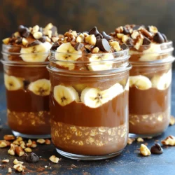 - 1 cup rolled oats - 2 cups almond milk (or milk of choice) - 2 tablespoons cocoa powder - 2 tablespoons peanut butter (creamy or crunchy) - 2 tablespoons maple syrup (or honey) - 1 teaspoon vanilla extract - A pinch of salt To make chocolate peanut butter overnight oats, you need a few basic items. Start with rolled oats; they soak up liquid well and give a nice texture. Then, grab almond milk or your favorite milk. Cocoa powder adds that rich chocolate flavor, while peanut butter provides creaminess and protein. The maple syrup or honey sweetens the dish, and vanilla extract adds a warm note. Finally, a pinch of salt enhances the flavor. - Sliced bananas - Crushed nuts - Dark chocolate chips - Chia seeds Toppings can make your oats even better. Sliced bananas add freshness, while crushed nuts give a crunchy contrast. Dark chocolate chips boost the chocolate flavor, and chia seeds add extra nutrients. You can mix and match these toppings for a fun breakfast experience. Check out the Full Recipe for more details! - Combine dry ingredients in a bowl. - Whisk together wet ingredients. - Mix dry and wet ingredients thoroughly. Begin by taking a large bowl. Add 1 cup of rolled oats, 2 tablespoons of cocoa powder, and a pinch of salt. Stir these together well. This helps to mix the cocoa powder evenly with the oats. In a different bowl, whisk together 2 cups of almond milk, 2 tablespoons of peanut butter, 2 tablespoons of maple syrup, and 1 teaspoon of vanilla extract. If your peanut butter is thick, warm it in the microwave for a few seconds. This makes it easier to mix. Once smooth, pour this wet mix into your dry oat mix. Stir until everything is well combined. The oats should be fully coated. - Transfer mixture into mason jars or containers. - Seal and refrigerate overnight. Now, it’s time to store your oats. Divide the mixture evenly into two mason jars or airtight containers. Make sure to seal them tightly. Place them in the fridge overnight. This lets the oats soak up all the tasty flavors and become soft. If you’re short on time, let them sit for at least 4 hours. - Stir before serving. - Adjust sweetness and add toppings. When morning comes, take your jars out of the fridge. Give the oats a good stir to mix everything again. If you want it sweeter, you can add more maple syrup. Now comes the fun part—toppings! Add sliced bananas, crushed nuts, dark chocolate chips, or chia seeds to make it special. Enjoy your delicious meal! - Use rolled oats for optimal texture. They soak up liquid well and keep a nice bite. - To mix peanut butter easily, warm it in the microwave for a few seconds. This makes it smooth and easy to blend. - Artfully layer toppings like sliced bananas and dark chocolate chips. This makes your oats look stunning. - Serve in clear jars. This way, you can show off the beautiful layers of oats and toppings. - The ideal soaking time is overnight. This allows the flavors to meld perfectly and the oats to soften. - Prepare your oats in the evening for a quick breakfast the next morning. It saves time and keeps you on track! {{image_2}} You can switch up the taste of your chocolate peanut butter overnight oats. Try using different nut butters. Almond butter or cashew butter can add a new twist. You can also mix in spices to enhance flavor. A pinch of cinnamon or nutmeg can make a big difference. Just remember to start with a small amount and taste as you go. If you want to make your oats vegan, use maple syrup instead of honey. Almond milk works well, but feel free to choose any milk you like. For those who need gluten-free options, just look for gluten-free oats. They will give you the same great taste without the gluten. You can boost the nutrition of your oats by adding seeds or fruits. Chia seeds or flaxseeds are great options for extra fiber. Fresh berries or diced apples add natural sweetness and color. Customizing your toppings is fun. You can top your oats with sliced bananas, crushed nuts, or dark chocolate chips. Get creative and make each bowl unique! For the complete recipe, check out the [Full Recipe]. How long can you store overnight oats? You can store chocolate peanut butter overnight oats for up to five days. They stay fresh when kept in the fridge. After five days, the oats may lose texture and flavor. Optimal container choices for storage Use airtight containers or mason jars for the best storage. These keep the oats fresh and prevent spills. Make sure the containers seal tightly. This helps maintain the flavor and texture. Serving cold vs. reheating options Overnight oats taste great cold, right from the fridge. If you prefer warm oats, heat them in the microwave. Add a splash of milk to keep them creamy while reheating. How to make leftover oats taste fresh To refresh leftover oats, stir in a little more milk or yogurt. You can also add fresh fruit or a drizzle of maple syrup. This boosts flavor and keeps the oats enjoyable. You can add more maple syrup or honey. You can also try mashed bananas or a sprinkle of brown sugar. Each option gives a unique taste. Just mix in your sweetener before chilling the oats. Yes, you can make a few jars at once. Store them in the fridge for up to five days. Just keep the toppings separate until you're ready to eat. This way, your oats stay fresh and tasty. Yes, overnight oats are a healthy choice. They are high in fiber and protein. This keeps you full longer. You can also add fruits or nuts for extra nutrients. The chocolate and peanut butter make them yummy too! Quick oats can work, but they may turn mushy. Rolled oats give a better texture. If you choose quick oats, reduce the soaking time. They need less time to absorb the liquid. These oats last up to five days in the fridge. Make sure to keep them in a sealed container. The longer they sit, the softer they get. Enjoy them within that time for the best flavor and texture. For the full recipe, check out the detailed instructions above! In this article, we covered how to make delicious chocolate peanut butter overnight oats. We listed the main ingredients and shared step-by-step instructions. I shared tips to enhance flavor and texture and presented fun variations. Remember, these oats are not only easy to make but also versatile and nutritious. Enjoy different toppings and flavors to keep breakfast exciting. Try it out, and I hope you love your new morning routine!
