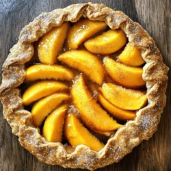 For your Simple Peach Galette, gather these ingredients: - 2 large ripe peaches, pitted and sliced - 1 tablespoon lemon juice - 1 tablespoon granulated sugar - ½ teaspoon vanilla extract - 1 pre-made pie crust (store-bought or homemade) - 1 tablespoon butter, cut into small pieces - 1 egg (for egg wash) - 1 tablespoon coarse sugar (for sprinkling) - A pinch of cinnamon (optional) If you want to switch things up, here are some easy swaps: - Use nectarines instead of peaches for a different flavor. - Swap lemon juice with lime juice for a tangy twist. - Try brown sugar instead of granulated sugar for a richer taste. - For a dairy-free option, use non-dairy butter. You will need a few simple tools to make this galette: - A mixing bowl for the peach filling - A rolling pin to roll out your pie crust - A baking sheet lined with parchment paper - A small bowl for the egg wash - A whisk or fork to mix the egg - A sharp knife for slicing the peaches Now you have everything you need to create this delightful galette! For the full recipe, follow the steps outlined in the next section. Start by preheating your oven to 400°F (200°C). This step is key for a crisp crust. A hot oven helps the galette bake evenly. Next, prepare the peach filling. In a bowl, mix sliced peaches with lemon juice, granulated sugar, and vanilla extract. If you like, add a pinch of cinnamon for warmth. Toss the mixture gently to coat the peaches. Let it sit for about 10 minutes. This helps the flavors blend well. Now, roll out your pie crust on a floured surface into a 12-inch circle. Place the crust on a parchment-lined baking sheet. Spoon the peach mixture into the center, leaving a 2-inch border. Fold the edges over the filling, creating a rustic pleat. This adds a lovely touch. Scatter small pieces of butter over the peaches for richness. In a small bowl, whisk the egg and brush it over the folded crust edges. This gives a golden color when baked. Sprinkle coarse sugar on top for added sweetness. Bake the galette for 25-30 minutes until the crust is golden brown and the peaches bubble. Once baked, let it cool for 10 minutes before slicing. Serve warm for the best taste. For extra delight, pair it with a scoop of vanilla ice cream! Enjoy this Simple Peach Galette with friends and family. For the complete recipe, check the Full Recipe section. When picking peaches, look for ripe ones. They should feel slightly soft but not mushy. Their skin should be smooth and fragrant. I prefer yellow peaches for their sweet taste. White peaches are great if you want something a bit milder. Always avoid peaches with bruises or dark spots. Fresh, local peaches taste best. If they aren’t in season, use frozen peaches as a backup. A good crust makes your galette shine. Use a pre-made pie crust for ease. If you want to make your own, keep the butter cold. This helps create flaky layers. Roll it out evenly to about 12 inches. Don’t worry about it being perfect; rustic is the style! When you fold the edges over the fruit, create pleats. This adds charm and helps keep the filling inside. Serving your peach galette warm is best. It tastes great on its own, but you can add a scoop of vanilla ice cream. The hot fruit and cold ice cream make a delightful mix. You can also drizzle honey or caramel on top for extra sweetness. Pair it with a cup of tea or coffee for a cozy treat. For the full recipe, just follow the steps above! {{image_2}} You can make this galette even better by adding more fruits. Berries like blueberries and raspberries mix well with peaches. You can also try apples for a great crunch. Just use the same method for slicing and mixing. Adjust the sugar if needed, as some fruits are sweeter than others. Feel free to experiment with fruit combinations. Each mix brings a new flavor to enjoy. Changing the spices can give your peach galette a fresh twist. You can add nutmeg for warmth or ginger for a spicy kick. Try mixing in cardamom for a unique taste. These spices can enhance the sweetness of the peaches. Just a pinch is enough to notice the change. Don't be afraid to play around until you find your favorite blend. To make this galette gluten-free, swap the pie crust with a gluten-free option. You can find ready-made crusts or use a blend of gluten-free flours. Almond flour works well for a nutty taste. Just follow the same steps in the Full Recipe. Your gluten-free galette will still be delicious and satisfying. Enjoy it just like the original! To store your leftover galette, let it cool first. Then, cover it with plastic wrap or foil. Place it in the fridge. This keeps it fresh for about three days. If you want to keep it longer, freezing is a great option. When you want to enjoy your galette again, preheat your oven to 350°F (175°C). Place the galette on a baking sheet. Heat it for about 10 to 15 minutes. This warms it up and keeps the crust crisp. You can also use a microwave, but the crust won’t stay crunchy. To freeze the galette, wrap it tightly in plastic wrap. Then, place it in a freezer bag. This helps prevent freezer burn. You can freeze it for up to three months. When you’re ready to eat it, let it thaw in the fridge overnight. Then, reheat it in the oven for the best taste. You’ll love that fresh taste again! For the full recipe, check out the Simple Peach Galette. You can tell your peach galette is done when the crust turns golden brown. The peach juices should bubble up around the edges. The galette usually takes about 25-30 minutes at 400°F (200°C). Keep an eye on it in the last few minutes of baking. Yes, you can use frozen peaches. Just make sure to thaw them first. Drain any extra liquid to avoid a soggy crust. Frozen peaches can be just as tasty, especially when fresh peaches are out of season. Peach galette pairs well with many items. You can serve it warm with vanilla ice cream. Whipped cream also adds a nice touch. A sprinkle of fresh mint can make it look pretty and add flavor. No, a peach galette is not the same as a pie. Galettes have a free-form design and do not require a pie pan. The crust is folded over the filling, giving it a rustic look. Pies usually have a top crust and are more structured. Yes, you can make the galette ahead of time. You can prepare the filling and crust separately. Assemble and bake it when you’re ready to serve. For the best taste, enjoy it fresh out of the oven. You can find the Full Recipe for more details. We covered how to make a simple peach galette. You learned about key ingredients and tools. I shared tips for perfecting your crust and choosing the best peaches. We explored fun variations like adding other fruits or making it gluten-free. Remember to store leftovers properly for later enjoyment. Making a peach galette is easy and tasty. You can adapt it with what you have. Enjoy baking and sharing your delicious creation!