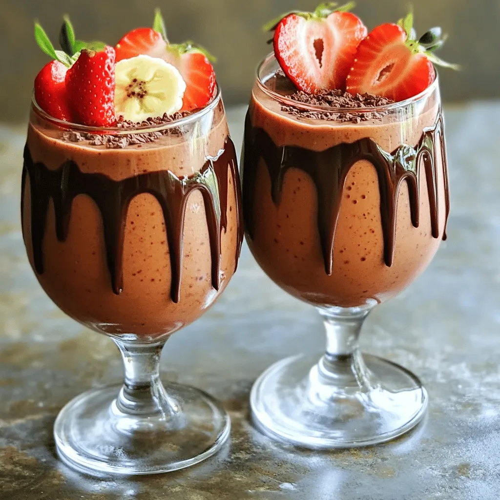 You need 1 cup of fresh strawberries. Make sure to hull and slice them. Fresh strawberries are sweet and bright. They add a burst of flavor to your smoothie. A ripe banana is key for creaminess. It adds natural sweetness without extra sugar. Choose a banana with brown spots for the best flavor. You can use 1 cup of milk. Choose dairy or any non-dairy option like almond or oat milk. This gives your smoothie a smooth base. Add 2 tablespoons of sweetener. You can use honey or maple syrup. Adjust the amount based on your taste. You need 2 tablespoons of cocoa powder. This gives the chocolate flavor. Add 1/2 teaspoon of vanilla extract for warmth and depth. For extra creaminess, add 1/4 cup of Greek yogurt. Ice cubes can be added for thickness. Use them as needed to get your desired texture. First, get 1 cup of fresh strawberries. Wash them well. Remove the green tops, called hulls, and slice them. Next, grab 1 ripe banana. Peel it and break it into pieces. These fruits will give your smoothie a sweet and fresh taste. Now, take a blender. Add the sliced strawberries and banana pieces into it. Pour in 1 cup of milk. You can use dairy milk or any non-dairy milk you like. Then, add 2 tablespoons of cocoa powder for that rich chocolate flavor. Next, include 2 tablespoons of honey or maple syrup for sweetness. Don’t forget 1/2 teaspoon of vanilla extract for extra flavor. If you want a creamier smoothie, add 1/4 cup of Greek yogurt. Blend everything on high speed until it is smooth and creamy. After blending, check the thickness. If you want a thicker smoothie, add a handful of ice cubes. Blend again until smooth. Taste your smoothie. If you want it sweeter, add more honey or maple syrup. Blend again for a few seconds to mix it well. Pour the smoothie into two glasses. For a special touch, garnish with a few slices of strawberry on top. You can also drizzle some melted dark chocolate inside the glasses before pouring the smoothie. This makes it look fancy! Serve with a straw or spoon for easy sipping. Enjoy your delicious treat! Pick fresh, ripe strawberries. Look for bright red color and green leaves. They should smell sweet. If they feel firm but not hard, they are perfect. Squeeze gently to check for freshness. Avoid soft or mushy berries. To make your smoothie creamier, add Greek yogurt. It adds thickness and a rich taste. You can also use a ripe banana. Blend it well with the other ingredients. If you like it thicker, add ice cubes. Blend until smooth for a velvety finish. Taste your smoothie before serving. If it’s not sweet enough, add more honey or maple syrup. You can also try using agave syrup or stevia. These can replace sugar without losing flavor. Start with a little, then adjust to your liking. Make your smoothie look extra special. Drizzle melted dark chocolate inside the glasses. It adds a fun touch. You can also garnish with fresh strawberry slices. Serve with a straw for easy sipping. Enjoy your beautiful creation! {{image_2}} You can boost your smoothie by adding protein powder. It gives energy and keeps you full. Use a vanilla or chocolate flavor to match the taste. Start with one scoop. Blend it in with the other ingredients. This way, you get nutrients and a tasty drink. If you prefer a vegan option, swap dairy milk for almond or oat milk. For sweeteners, use maple syrup instead of honey. You can also skip the Greek yogurt or use a plant-based yogurt. These choices keep the smoothie creamy and delicious without dairy. You can mix in other fruits for fun flavors. Try adding a ripe banana for creaminess. Blueberries or raspberries also work great. They add a nice tartness. Feel free to experiment with different fruits to find your perfect blend! If you have leftover smoothie, pour it into a jar. Seal it tightly and place it in the fridge. The smoothie stays fresh for up to two days. Give it a good shake before you drink it again. If it seems too thick, add a splash of milk. You can freeze your smoothie too! Pour it into ice cube trays or freezer-safe containers. This way, you can enjoy it later. When you want to drink it, just thaw it in the fridge overnight. You can also blend the frozen cubes into a new smoothie. To keep your smoothie fresh longer, avoid adding ice before storing. Ice melts and makes the smoothie watery. Instead, add ice when you blend it fresh. You can also use fresh, ripe fruits for better taste and nutrition. Yes, you can use frozen strawberries. They will make the smoothie colder and thicker. Just blend them as you would with fresh strawberries. The flavor will still be great! To make this smoothie healthier, you can swap honey for a natural sweetener. You can also use low-fat milk or a plant-based milk. Adding spinach or kale will boost the nutrition without changing the taste much. You can use almond milk, oat milk, or coconut milk. Each option adds its own flavor. If you want more protein, try using soy milk or pea milk. Yes, you can prepare this smoothie in advance. Just blend the ingredients and store it in the fridge. It’s best to drink it within 24 hours for the best taste. If you want to keep it longer, freeze it in an airtight container. This blog post covered how to make a tasty smoothie using fresh strawberries, bananas, and other ingredients. We went over step-by-step instructions, tips for the best results, and fun variations to try. Remember, you can adjust sweetness and thickness, and even add protein. Keep leftovers fresh by storing them properly. Smoothies can be quick, healthy, and fun! Enjoy your delicious creations, and don't be afraid to experiment with new flavors. Your taste buds will thank you!