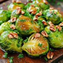 To make these tasty Brussels sprouts, you need: - 1 lb Brussels sprouts, trimmed and halved - 3 tablespoons olive oil - 2 tablespoons pure maple syrup - 1 tablespoon Dijon mustard - 1 teaspoon garlic powder - Salt and black pepper to taste - 1 tablespoon balsamic vinegar These main ingredients blend sweet and savory flavors perfectly. The Brussels sprouts offer a nice crunch, while the maple syrup adds sweetness. Dijon mustard gives a tangy kick that balances the dish. You can add a few optional ingredients to enhance your sprouts: - 1/4 cup pecans, chopped Adding pecans gives a nice crunch and a rich flavor. You can also experiment with other nuts or seeds if you like. For a fresh touch, consider this garnish: - 1 tablespoon fresh parsley, chopped Chopped parsley adds color and brightness to your dish. It makes your roasted Brussels sprouts look even more inviting. Start by trimming the Brussels sprouts. Cut off the tough ends and slice them in half. This helps them cook evenly. Rinse them under cold water to remove any dirt. Pat them dry with a clean towel. Dry sprouts roast better and get crispier. In a large bowl, mix together olive oil, maple syrup, and Dijon mustard. Add garlic powder, salt, and black pepper. Pour in balsamic vinegar for extra flavor. Whisk all the ingredients until smooth. This dressing adds a sweet and tangy taste to the sprouts. Preheat your oven to 400°F (200°C). Line a baking sheet with parchment paper for easy cleanup. Spread the Brussels sprouts cut side down on the sheet. This helps them caramelize nicely. Roast them for 20-25 minutes until golden brown and tender. Stir them halfway through for even cooking. If you want, add chopped pecans in the last five minutes for a crunchy bite. After roasting, let them cool for a minute, then taste and adjust the seasoning. Serve with fresh parsley on top for a beautiful finish. To get perfectly roasted Brussels sprouts, start with fresh ones. Look for bright green sprouts with no brown spots. Trim the stems and cut them in half. This helps them cook evenly. Toss them in the maple Dijon dressing well. Spread them out on the baking sheet with the cut side down. This allows them to caramelize nicely. Roast them at 400°F for 20 to 25 minutes. Stir halfway through for even cooking. When they turn golden brown, they are ready. You can adjust the sweetness and tanginess in this recipe easily. If you like it sweeter, add more maple syrup. Start with one extra tablespoon at a time. For more tang, add a tiny bit more Dijon mustard. A dash of balsamic vinegar can also boost the flavor. Taste the dressing before adding it to the sprouts. This way, you can find the perfect balance for your taste. If you want to make these Brussels sprouts ahead of time, you can! Prepare the dressing and coat the sprouts. Store them in the fridge for up to 24 hours. When you are ready to cook, spread them on the baking sheet and roast. This saves time on busy nights. You can also roast them and reheat later. Just keep them in an airtight container in the fridge. {{image_2}} To make this dish vegan, swap the honey for more maple syrup. You can also skip the pecans if you want a nut-free option. The main flavors stay rich and sweet without the honey. You can enjoy the same great taste while keeping it plant-based. You can mix in other veggies for more color and taste. Try carrots or sweet potatoes for added sweetness. Cauliflower works well too and gives a nice texture. Just cut them into similar sizes as the Brussels sprouts. This way, all the veggies cook evenly. To spice things up, add red pepper flakes for heat. You can also use smoked paprika for a warm flavor. If you like herbs, add thyme or rosemary before roasting. These changes can make each batch unique and exciting! After you enjoy your Maple Dijon roasted Brussels sprouts, let them cool first. Place the leftovers in an airtight container. You can keep them in the fridge for up to three days. This way, they stay fresh and tasty for your next meal. When you want to reheat your Brussels sprouts, the oven is best. Preheat your oven to 350°F (175°C). Spread the sprouts on a baking sheet and heat for about 10 to 15 minutes. This keeps them crispy. You can also use the microwave. Just heat them in short bursts, stirring in between. If you want to freeze the sprouts, make sure they are cool first. Place them in a freezer-safe bag or container. Remove as much air as you can to avoid freezer burn. They will last for about three months in the freezer. To eat them, thaw in the fridge overnight and reheat as needed. Yes, you can use frozen Brussels sprouts. However, they may not roast as well. Frozen sprouts often contain more water. This can make them soggy instead of crispy. If you use frozen, thaw them first. Pat them dry to remove excess moisture. Then, follow the recipe as usual. The flavor will still be good, but the texture may change. If you don’t have Dijon mustard, there are good substitutes. You can use yellow mustard for a milder taste. Another option is whole grain mustard for a nuttier flavor. If you want a kick, try spicy brown mustard. Each option will change the dish slightly, but it will still be tasty. Just remember to adjust the amount to your liking. Yes, these Brussels sprouts are healthy! They are packed with vitamins, fiber, and antioxidants. The olive oil adds healthy fats, and the maple syrup is a natural sweetener. Using fresh ingredients makes them even better. Eating Brussels sprouts can support heart health and reduce inflammation. Enjoying this dish can be a tasty way to add veggies to your diet! In this post, we explored how to make Maple Dijon Roasted Brussels Sprouts. We covered key ingredients, preparation steps, and roasting tips to enhance flavor. You learned how to customize your dish with optional ingredients and variations. We also discussed storage and frequently asked questions to help you. Enjoy making this dish your own. Remember, cooking is all about fun and creativity!