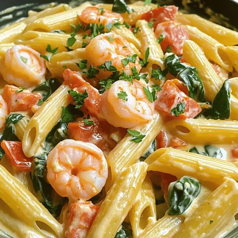 To make this dish, you need: - 1 lb (450g) shrimp, peeled and deveined - 8 oz (225g) penne pasta - 1 cup heavy cream - 1 cup chicken broth - 1 cup diced tomatoes (canned or fresh) - 1 medium onion, finely chopped - 2 cloves garlic, minced - 1 tablespoon Cajun seasoning - 1 teaspoon smoked paprika - 1 tablespoon olive oil - Salt and pepper to taste - 1 cup spinach, roughly chopped - Fresh parsley, chopped (for garnish) These ingredients blend to create a rich and creamy flavor. The shrimp adds protein, and the penne pasta gives a nice texture. You can change up the dish to suit your taste. Here are some ideas: - Bell peppers for extra crunch - Mushrooms for a hearty flavor - Zucchini for more veggies - Different pasta shapes like fusilli or farfalle Adding these ingredients can make the dish unique and fun. You will need a few tools to make this dish: - A large skillet for sautéing - A crockpot for slow cooking - A cutting board and knife for prep - Measuring cups for accuracy - A serving spoon for plating Using the right tools makes the cooking process smooth and easy. Enjoy the delightful experience of crafting this flavorful dish! Start by heating olive oil in a skillet over medium heat. Add the chopped onion. Cook it for about 3-4 minutes until it looks clear. Then, add the minced garlic. Cook for an extra minute. The smell will be great! This mix adds depth to your dish. Next, transfer the onion and garlic mix to your crockpot. Pour in the heavy cream and chicken broth. Add the diced tomatoes, Cajun seasoning, smoked paprika, salt, and pepper. Stir all the ingredients together. This forms the creamy base for your pasta. Now, add the penne pasta to the crockpot. Push it down gently so it sinks into the creamy sauce. Cover the pot and set it to cook on low for 2-3 hours. Stir it once in a while to prevent sticking. After 2-3 hours, the pasta should be tender. Add the shrimp and chopped spinach to the pot. Stir gently to mix everything. Cover the pot and cook for an additional 15-20 minutes. The shrimp will turn pink when they are done. Once everything is cooked, taste your dish. Adjust the seasoning if needed. You might want to add more salt, pepper, or Cajun seasoning. Serve the pasta in bowls and sprinkle fresh parsley on top. This adds color and flavor to your meal. Enjoy your creamy Cajun shrimp pasta! Cooking pasta in a crockpot can be easy. First, use penne pasta for a great texture. Add it to the sauce, pushing it down to cover it. This helps the pasta absorb the flavors. Stir every so often to keep it from sticking. Cook on low for 2-3 hours, checking for tenderness. Timing is key, so don’t rush it. Shrimp cooks fast, so add it near the end. After the pasta is tender, stir in the shrimp. Cook for just 15-20 minutes. Look for shrimp that turns pink and curls slightly. Overcooked shrimp can become rubbery, so watch the time closely. Fresh shrimp is best, but frozen can work too. Cajun seasoning can pack a punch. Use one tablespoon for a nice kick. If you prefer less heat, start with half a tablespoon. Taste the sauce before serving. You can always add more spice if needed. Consider serving with extra seasoning on the side for those who like it hotter. {{image_2}} You can boost this dish with veggies. They add flavor and nutrients. Try bell peppers, zucchini, or mushrooms. Chop them into small pieces. Add them when you mix the pasta and sauce. Spinach is already in the recipe. It wilts down and blends nicely. You can also add broccoli florets for a nice crunch. This makes your meal colorful and healthy. If you want to swap the shrimp, there are great options. Chicken works well. Cut it into small pieces before cooking. You can also use sausage for a spicy twist. Tofu is a good plant-based choice. Just make sure to press it to remove extra water. Lentils or chickpeas can add protein too. These choices keep your meal tasty and filling. Penne is perfect for this dish, but feel free to change it up. You can use fusilli or rotini. These shapes hold onto the sauce well. If you prefer a lighter meal, use whole wheat pasta or gluten-free options. Cook times may vary, so check your pasta often. The goal is a tender, creamy dish that everyone will enjoy. After enjoying your meal, let the leftover pasta cool. Place it in an airtight container. This helps keep it fresh. Store it in the fridge. It will last for up to three days. If you want to keep it longer, consider freezing it. When you are ready to enjoy leftovers, reheating is simple. Use a skillet over medium heat. Add a splash of chicken broth or cream to keep it moist. Stir often to heat evenly. You can also use a microwave. Just cover the dish to avoid drying out the pasta. If you've made extra, freezing is a great option. Divide the pasta into portions. Use freezer-safe containers or bags. Make sure to remove excess air to prevent freezer burn. It can last up to three months in the freezer. When you are ready to eat, thaw overnight in the fridge before reheating. Yes, you can use frozen shrimp. Just add them directly to the crockpot. Since they are frozen, they may take a bit longer to cook. Make sure they turn pink and opaque before serving. This change won’t affect the flavor much. Shrimp cook quickly. You know they are done when they turn pink and opaque. This usually takes about 15-20 minutes in the crockpot. If you see any gray or translucent parts, they need more time. This creamy dish pairs well with several sides. Consider serving it with a fresh salad. Garlic bread also complements the pasta nicely. For a lighter option, steamed green beans work well too. You can make easy swaps based on your needs. For gluten-free diets, use gluten-free pasta. If you want a dairy-free version, try coconut cream instead of heavy cream. Adjust the seasoning to fit your taste or dietary needs. In this blog post, we explored making Crockpot Creamy Cajun Shrimp Pasta. We covered key ingredients and tools, plus how to prepare aromatics and combine everything in the crockpot. You learned tips for cooking pasta and shrimp perfectly, along with ideas to customize your dish with extra veggies or different proteins. For leftovers, I shared storage and reheating tips to keep the flavor alive. Remember, cooking is about personal flavor. Adjust spices and ingredients as you like. Enjoy your cooking adventure!