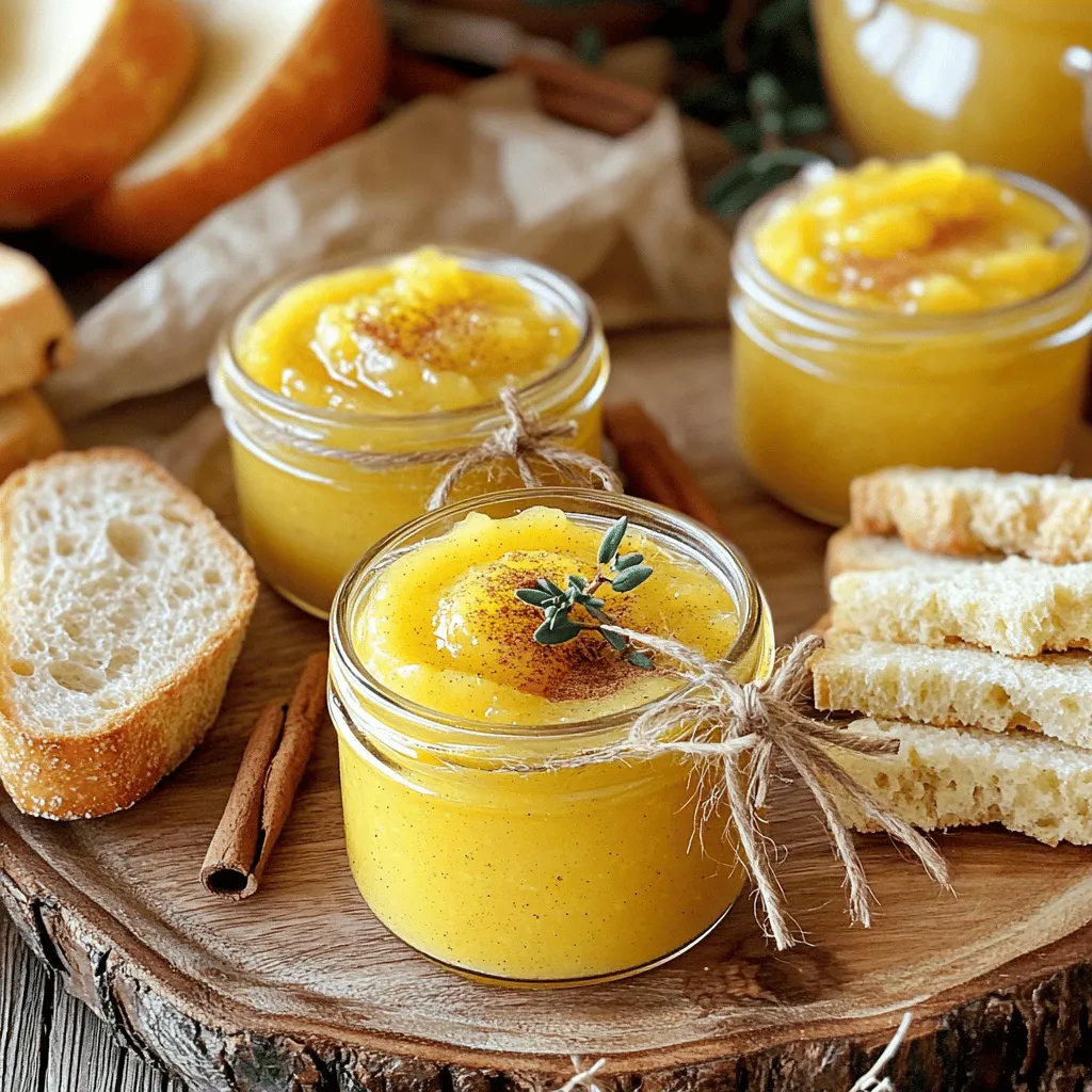 - 6 ripe pears, peeled, cored, and diced - 1 cup granulated sugar (adjust for sweetness as desired) - 1 teaspoon ground cinnamon - 1/2 teaspoon ground nutmeg - 1/4 teaspoon ground ginger - 1 tablespoon lemon juice - 1/2 cup apple cider (or water) - 1/4 teaspoon vanilla extract Tips for Reducing Sugar: You can cut the sugar in half if you prefer less sweetness. The pears still taste great! Alternatives to Granulated Sugar: Try honey or maple syrup. They add unique flavors and sweetness. You may need to adjust the amount based on taste. - Peeling and Coring Recommendations First, wash your pears to remove dirt. Use a vegetable peeler for quick peeling. Cut each pear in half. Remove the core with a knife or a spoon. This step helps you enjoy a smooth butter. - Dicing Techniques After peeling and coring, chop the pears into small cubes. Aim for pieces about one inch in size. This size helps them cook evenly in the slow cooker. - Step-by-step Mixing Instructions In your slow cooker, add the diced pears. Next, sprinkle in the granulated sugar. Add the ground cinnamon, nutmeg, and ginger. Pour in the lemon juice and apple cider. Stir well to coat all the pears with the spices and sugar. This mix will create a nice base for your butter. - Slow Cooking Time and Temperature Cover the slow cooker with its lid. Set it to low and cook for 6 to 8 hours. The pears should become very soft and the mix will thicken. This slow and low cooking makes the flavors blend well. - Using an Immersion Blender vs. Regular Blender Once the cooking is done, use an immersion blender to puree the mix. If you don’t have one, transfer it in batches to a regular blender. Blend until smooth. This step gives your pear butter its creamy texture. After blending, return it to the slow cooker. Cook uncovered for another 1 to 2 hours. Stir occasionally to help it thicken even more. To thicken your pear butter, cook it uncovered for the last hour. This allows moisture to escape. If the mixture is still thin, you can blend in a little more pear. Signs of doneness include a rich aroma and a thick texture that holds well on a spoon. You can add spices like cloves or allspice for a warm kick. A pinch of each can transform the flavor. For natural sweetness, try honey or maple syrup instead of sugar. Start with small amounts and taste as you go. Present pear butter in small jars. Tie them with twine and add a cinnamon stick for charm. This makes a lovely gift. Serve it with fresh bread or warm scones for a cozy breakfast. It’s also great on pancakes or waffles! {{image_2}} Best Pear Varieties for Pear Butter For the best pear butter, use ripe pears. Some great choices are: - Bartlett - Bosc - Anjou Bartlett pears are sweet and soft, making them perfect for butter. Bosc pears hold their shape well and add depth. Anjou pears are juicy and sweet, giving a nice balance. Flavor Profiles Based on Pear Choice Each pear type brings a unique taste. Bartlett pears create a smooth and sweet butter. Bosc pears offer a spicier and heartier flavor. Anjou pears add a subtle sweetness and nice texture. You can mix different pears for a richer flavor. Sugar-Free or Low-Sugar Versions If you want a healthier pear butter, you can reduce or eliminate sugar. Try using: - Honey - Maple syrup - Agave nectar These natural sweeteners work well and add different flavors. Honey gives a floral note, while maple syrup adds warmth. Start with half the amount of sweetener and adjust to taste. Using Substitutes for Apple Cider Apple cider adds great flavor, but you can swap it out. Use: - Water - Pear juice - White grape juice These options keep the butter moist and flavorful. Pear juice enhances the pear taste, while white grape juice adds a light sweetness. Incorporating Seasonal Spices (e.g., Pumpkin Spice) For a fun twist, add seasonal spices. Pumpkin spice is a great choice. Just a teaspoon can warm up your pear butter. You can also try: - Cloves - Allspice These spices add depth and warmth, perfect for fall. Fruit Combinations (e.g., Apples, Peaches) Mixing in other fruits can create unique flavors. Try adding: - Diced apples - Chopped peaches These fruits complement pears well. Apples add tartness, while peaches bring a juicy sweetness. Just adjust the cooking time to ensure all fruits soften nicely. How to store pear butter properly? To keep pear butter fresh, use clean, sterilized jars. Fill jars with warm pear butter, leaving some space at the top. Seal with a clean lid right away. Store these jars in a cool, dark place. If you open a jar, keep it in the fridge. Use it within a few weeks for the best taste. How long does pear butter last in the fridge versus the freezer? In the fridge, pear butter lasts about 2-3 weeks. If you freeze it, it can last up to a year. Freezing helps keep the flavor and texture intact for a long time. Always label your jars with the date. This way, you know how long it has been stored. What are safe canning techniques? When canning pear butter, ensure everything is clean. Use a water bath canner to process jars. This helps kill any bacteria. Check the seals after cooling. If the lid pops back, the jar is not sealed. What equipment is needed for canning pear butter? You need jars, lids, and a water bath canner. A jar lifter makes it easier to handle hot jars. A funnel helps fill jars without making a mess. Don’t forget to have a ladle and a clean towel on hand for easy clean-up. Yes, you can make pear butter without a slow cooker. You can use a stovetop or an oven. Stovetop Method: - Peel, core, and dice the pears. - Combine pears with sugar and spices in a pot. - Cook on medium heat, stirring often. - Once soft, blend to a smooth texture. - Simmer until it thickens, about 30-60 minutes. Oven Method: - Preheat your oven to 300°F (150°C). - Place prepared pears and other ingredients in a baking dish. - Cover with foil and bake for 2-3 hours. - Stir occasionally, then blend until smooth. Homemade pear butter can last for quite a while. In the fridge, it stays fresh for about 2-3 weeks. In the freezer, it can last 6-12 months. Understanding Shelf Life and Storage: - Store pear butter in clean jars. - Keep jars sealed tightly. - Label with the date to track freshness. Leftover pear butter can be used in many tasty ways. You can spread it on toast or bagels. It also works great in baking. Creative Uses in Cooking and Baking: - Stir it into yogurt for a sweet treat. - Use it as a filling for pastries and cakes. - Mix it into oatmeal or pancake batter. - Add it to savory dishes for a sweet twist. This guide covered making delicious pear butter from fresh ingredients. You learned about essential items like ripe pears, spices, and methods to adjust sweetness. I shared tips to achieve the right consistency and enhance flavor. Remember to explore pear varieties and seasonal additions for unique twists. Store your pear butter well to keep it fresh. Use these simple steps and ideas to create your own tasty treat. Enjoy your homemade pear butter in fun ways!