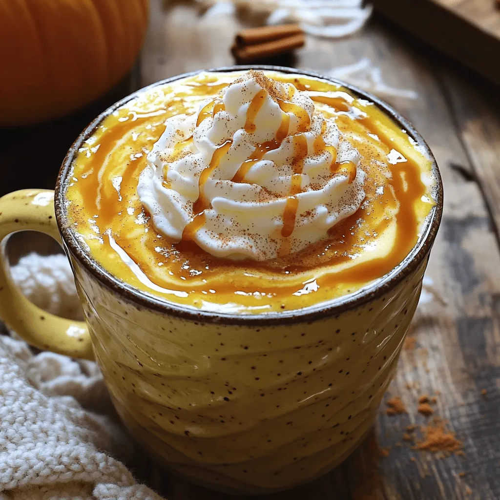 To create this dreamy caramel pumpkin spice latte, gather these key ingredients: - 4 cups brewed coffee - 1 cup milk (dairy or non-dairy) - 1 cup pumpkin puree - 1/4 cup caramel sauce, plus extra for drizzling - 1/4 cup brown sugar - 2 teaspoons pumpkin pie spice - 1 teaspoon vanilla extract - Whipped cream, for topping - Ground cinnamon or additional pumpkin pie spice for garnish Each of these ingredients adds a unique touch. The brewed coffee gives you that warm base, while pumpkin puree brings in the rich fall flavor. Caramel sauce adds sweetness and depth. Accurate measurements matter for the best flavor. Here are my tips: - Use dry measuring cups for solids like pumpkin puree and brown sugar. - Use liquid measuring cups for liquids like milk and coffee. - Level off dry ingredients with a straight edge for precision. - If you prefer a sweeter drink, consider adding a bit more caramel or sugar. These small steps help ensure your latte turns out just right every time. Feel free to customize your latte with these optional ingredients: - A dash of nutmeg for added warmth - A splash of flavored syrup for extra sweetness - Chocolate syrup for a mocha twist - Your favorite milk alternative for a creamier taste Experimentation is key! Try different flavors to find what you love best. Start by gathering your ingredients. You will need: - 4 cups brewed coffee - 1 cup milk (dairy or non-dairy) - 1 cup pumpkin puree - 1/4 cup caramel sauce, plus extra for drizzling - 1/4 cup brown sugar - 2 teaspoons pumpkin pie spice - 1 teaspoon vanilla extract In your slow cooker, add the brewed coffee and pumpkin puree. Next, mix in the brown sugar, caramel sauce, pumpkin pie spice, and vanilla extract. Use a spoon to stir everything well. It should look smooth and creamy. This mix is where all the magic starts! Cover your slow cooker. Set it to low heat and cook for 2-3 hours. This slow cooking allows all the flavors to blend perfectly. It makes your latte taste rich and warm. About 15 minutes before it's done, stir in the milk. This creates a lovely, creamy texture. After cooking, taste the mixture. If you want it sweeter, add more caramel or sugar. This recipe is flexible, so make it to your liking! When you're ready to serve, pour the latte into mugs. Add a generous amount of whipped cream on top. Drizzle some caramel sauce over the cream for added sweetness. For a finishing touch, sprinkle ground cinnamon or more pumpkin pie spice on top. This makes it look and taste even better! Enjoy your cozy cup of caramel pumpkin spice latte! To get a smooth, creamy latte, add the milk at the right time. Stir the milk in during the last 15 minutes of cooking. This helps it heat up without curdling. You can use any milk you like, such as almond, soy, or regular dairy. If you want it extra creamy, use whole milk or half-and-half. This will give you that rich texture you crave. Taste your latte before serving. If it needs more sweetness, add more caramel or brown sugar. You can also try other flavors to boost the taste. A dash of vanilla or a pinch of nutmeg can add depth. If you love spice, feel free to add more pumpkin pie spice. Start with small amounts, then adjust to your liking. Prep your ingredients ahead of time. Measure out the pumpkin puree and sugars the night before. You can even brew your coffee in advance. This way, you can toss everything in the slow cooker in just minutes. If you're short on time, consider cooking on high for 1 to 1.5 hours instead of low. Just remember to watch it closely to prevent burning. {{image_2}} You can easily make this pumpkin spice latte dairy-free. Use almond milk, oat milk, or coconut milk instead of regular milk. Each choice adds its own flavor. Almond milk gives a nutty taste, while coconut milk adds a tropical hint. These options help keep the creamy texture. Just replace the milk in the recipe. Enjoy your delicious dairy-free treat! If you want a healthier twist, try using maple syrup or honey as sweeteners. These natural options offer unique flavors. You can also use coconut sugar for a lower glycemic index. For toppings, consider using dairy-free whipped cream or a sprinkle of nutmeg for extra flavor. These changes keep the drink tasty and fun! You can adjust the spice in your latte to match your taste. For a milder flavor, use less pumpkin pie spice. If you love heat, add a dash of cayenne pepper. You can also try adding fresh ginger or nutmeg for warmth. These small tweaks create a personalized drink that you will love each season! To keep your Slow Cooker Caramel Pumpkin Spice Latte fresh, store it in the fridge. Use an airtight container. This keeps flavors strong and prevents spoilage. Make sure it cools to room temperature before sealing. If you have a lot left, divide it into smaller containers. This makes it easy to grab a quick cup later. When you're ready to enjoy your latte again, pour it into a pot. Heat it on low. Stir often to avoid burning. If you prefer a microwave, use a microwave-safe mug. Heat in short bursts of 30 seconds. Stir between each burst. This helps heat evenly. Check the temperature before enjoying. You want it warm, not boiling. You can freeze the latte for later use. Pour it into ice cube trays for easy serving. Once frozen, transfer cubes to a freezer bag. This way, you can add them to smoothies or blend them into fresh lattes. If you want to freeze it as a whole, use an airtight container. Just leave some room at the top for expansion. When you’re ready to drink, thaw overnight in the fridge and reheat as mentioned above. Pumpkin puree is smooth, cooked pumpkin. It adds rich flavor and creaminess to drinks. You can make it at home with fresh pumpkin. Start by cutting a pumpkin in half. Remove the seeds and stringy parts. Roast the halves in the oven until soft. This usually takes about 45 minutes at 400°F (200°C). Once cooked, scoop the flesh into a bowl. Mash it with a fork or blend it until smooth. Now you have homemade pumpkin puree! Yes, you can use different milk alternatives! Almond milk, oat milk, or soy milk work great. Each will change the flavor slightly. Almond milk adds a nutty taste, while oat milk gives creaminess. Choose a milk that fits your diet or taste. Just make sure it is unsweetened for the best flavor balance in your latte. You can store leftover pumpkin spice latte in the fridge for up to three days. Keep it in an airtight container for freshness. When you want to enjoy it again, just reheat it in the microwave or on the stove. Stir it well before serving. If you like, add some fresh whipped cream and a drizzle of caramel to make it special! This blog post covered how to make a tasty Caramel Pumpkin Spice Latte. We discussed key ingredients, measurement tips, and how to modify the drink to fit your taste. You learned step-by-step cooking techniques and how to store any leftovers. Enjoy this cozy drink any time. Keep experimenting with flavors to make it your own! You’ll impress friends and family with your new skills. Making this latte can be quick, fun, and delicious.