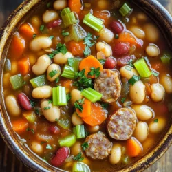 To make a hearty slow cooker sausage bean stew, gather these ingredients: - 1 lb (450g) Italian sausage (mild or spicy) - 1 can (15 oz) cannellini beans, drained and rinsed - 1 can (15 oz) kidney beans, drained and rinsed - 1 cup diced carrots - 1 cup diced celery - 1 cup chopped onion - 2 garlic cloves, minced - 1 can (28 oz) crushed tomatoes - 4 cups vegetable broth - 2 teaspoons smoked paprika - 1 teaspoon dried oregano - 1 teaspoon dried thyme - Salt and pepper to taste - Fresh parsley, chopped (for garnish) You can add these ingredients to change the stew's flavor: - 1 cup corn for sweetness - 1 bell pepper for crunch - 1 teaspoon red pepper flakes for heat - 1 tablespoon Worcestershire sauce for depth If you have dietary needs, consider these swaps: - Use turkey or chicken sausage for a lighter option. - Substitute beans with lentils for a quicker cook time. - Use vegetable broth for a vegan stew. - Swap out the crushed tomatoes for tomato sauce if you prefer a smoother texture. These ingredient choices help you make a stew that suits your taste and dietary needs. Enjoy the rich flavors and warmth! Start by gathering your ingredients. This stew needs fresh veggies and hearty beans. You will need: - 1 lb Italian sausage - 1 can cannellini beans - 1 can kidney beans - 1 cup diced carrots - 1 cup diced celery - 1 cup chopped onion - 2 garlic cloves - 1 can crushed tomatoes - 4 cups vegetable broth - Spices: smoked paprika, dried oregano, dried thyme, salt, and pepper - Fresh parsley for garnish Take a skillet and set it over medium heat. Add the Italian sausage to the pan. Cook it until brown. Break it into smaller pieces as it cooks. This helps mix the flavor later. Once cooked, drain any extra fat. Transfer the sausage into your slow cooker. Now, it’s time to add the veggies. Add the diced carrots, celery, and onion. Then, add the minced garlic. Next, pour in the drained cannellini and kidney beans. Add the crushed tomatoes and the vegetable broth. Season your stew with smoked paprika, oregano, thyme, salt, and pepper. Stir well to mix everything. Cover the slow cooker. Set it to low heat for 6-8 hours or high heat for 3-4 hours. The stew is ready when the veggies are tender, and the flavors blend well. Taste your stew before serving and adjust the seasoning if needed. Enjoy this warm dish with a sprinkle of fresh parsley on top. To boost flavor, add a splash of hot sauce. It gives a nice kick. You can also toss in a bay leaf for depth. If you like herbs, try adding fresh thyme or rosemary. These herbs will brighten the dish. A squeeze of lemon juice just before serving adds freshness. For this stew, I love using Italian sausage. You can choose mild or spicy, based on your taste. Other great options include chorizo or smoked sausage. Each type brings a unique flavor to the stew. Just be sure to brown the sausage first. This step makes the flavor richer. Serve the stew with crusty bread or over rice. Both options soak up the tasty broth. A simple green salad pairs well too. For drinks, try a hearty red wine or a light beer. These drinks complement the flavors nicely. Don't forget to garnish with fresh parsley. It adds a nice pop of color and taste. {{image_2}} To make a vegetarian or vegan version of this stew, swap the sausage for plant-based options. You can use meatless sausage or even mushrooms for a hearty texture. Replace the vegetable broth with a rich vegetable stock to keep the flavor strong. This change keeps the stew filling and tasty without meat. While cannellini and kidney beans work great, feel free to mix in your favorite beans. Black beans or pinto beans add a unique taste and color. You can even throw in chickpeas for extra protein. Experimenting with beans can change the dish and keep it exciting. You can easily adjust the heat level of the stew. If you enjoy spice, choose spicy Italian sausage and add a pinch of red pepper flakes. For a milder stew, stick to the mild sausage and skip the heat. This choice makes the dish enjoyable for everyone, no matter their spice tolerance. To store your leftover sausage bean stew, let it cool first. Use airtight containers for storage. You can keep it in the fridge for up to three days. This helps keep flavors fresh. Label your containers with the date. This way, you’ll know when to use them. If you have a lot, consider splitting it into smaller portions. This makes reheating easy. When it's time to enjoy your stew again, reheating is simple. You can use the stove or microwave. If using the stove, heat it on medium-low. Stir often to avoid burning. For the microwave, place the stew in a safe bowl. Heat in one-minute intervals, stirring in between. Make sure it's hot all the way through. If it seems thick, add a splash of broth or water. Freezing is a great option for long-term storage. First, let the stew cool completely. Then, pour it into freezer-safe containers. Leave about an inch of space at the top. This allows for expansion when it freezes. You can also use freezer bags. Make sure to remove as much air as possible. Label them with the date. Frozen stew lasts about three months. To thaw, place it in the fridge overnight before reheating. Yes, you can use fresh beans. However, fresh beans take longer to cook. Soak them overnight. Then, add them to the slow cooker with more broth. This way, they will cook perfectly. You can store the stew for up to five days in the fridge. Make sure to use an airtight container. This helps keep the flavors fresh and delicious. A slow cooker with a capacity of 4 to 6 quarts is best for this stew. This size allows all the ingredients to fit and cook evenly. Programmable slow cookers are great too for setting cook times. Yes, you can cook this stew overnight. Set your slow cooker on low heat for 6-8 hours. This makes for a warm and hearty meal ready for breakfast or lunch. This blog post covers all you need to know about making a delicious sausage stew. We reviewed the key ingredients, including options and substitutions. I gave you step-by-step instructions for easy cooking. We discussed tips to enhance flavor and even variations for different diets. Storage tips help you keep leftovers fresh. In conclusion, with these insights, you can create a hearty meal that fits your taste. Enjoy experimenting with flavors and make this stew your own!