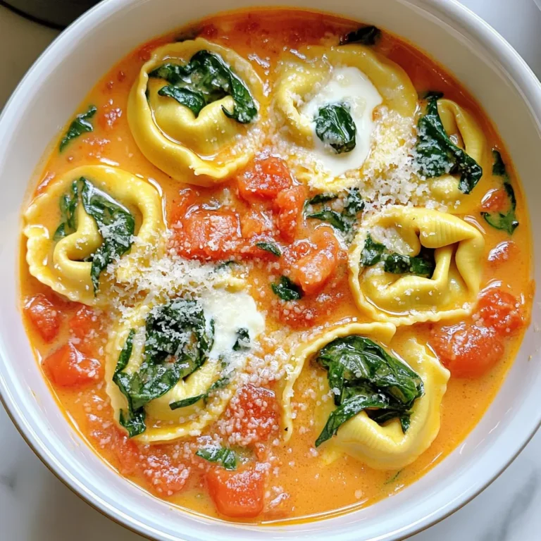 - 1 tablespoon olive oil - 1 small onion, diced - 3 cloves garlic, minced - 1 teaspoon dried oregano - 1 teaspoon dried basil - 1 can (14 oz) crushed tomatoes - 4 cups vegetable broth - 12 oz cheese tortellini (fresh or frozen) - 1 cup heavy cream - 1 cup fresh spinach - Salt and pepper to taste - Grated Parmesan cheese for serving These ingredients create a rich, creamy sauce packed with flavor. The cheese tortellini gives it a delightful texture. You can use fresh or frozen tortellini based on what you have. Fresh spinach adds a nice pop of color and nutrients. - Red pepper flakes for heat - Fresh basil for garnish - Italian sausage for extra protein - A splash of balsamic vinegar for tang Adding red pepper flakes can give your dish a spicy kick. Fresh basil enhances the aroma and taste. Italian sausage offers a meaty option, making this dish heartier. A splash of balsamic vinegar adds depth to the sauce. - Olive oil can be replaced with butter for a richer taste. - Vegetable broth can be swapped for chicken broth if you prefer. - Heavy cream can be replaced with half-and-half for a lighter version. - Spinach can be substituted with kale for a different green. These substitutes allow you to customize the dish based on your pantry. They also help to accommodate dietary needs. Always taste as you go when making substitutions to get the right balance. First, set your Instant Pot to 'Sauté' mode. Add one tablespoon of olive oil. When the oil is hot, add one small diced onion. Cook the onion for 3 to 4 minutes until it turns translucent. Next, stir in three minced garlic cloves. Add one teaspoon of dried oregano and one teaspoon of dried basil. Sauté this mixture for about one minute. You want to smell those lovely herbs! Now it’s time to add more flavors. Pour in one can of crushed tomatoes and four cups of vegetable broth. Stir everything well to combine. Press 'Cancel' to turn off the sauté mode. Then, add twelve ounces of cheese tortellini. Gently stir to make sure the tortellini is submerged. Close the lid tightly. Set the Instant Pot to 'Manual' on high pressure for four minutes. Make sure the valve is in the sealing position. When the timer goes off, perform a quick release. Carefully turn the valve to venting. Keep your hands safe from the steam! Once all steam is gone, open the lid. Stir in one cup of heavy cream and one cup of fresh spinach. Mix until the spinach wilts and the sauce looks creamy. Finally, season with salt and pepper to taste. If you use frozen tortellini, the cooking time remains the same. The Instant Pot will take a bit longer to reach pressure, but the four minutes cook time works perfectly. Just make sure to stir gently before sealing the lid. This ensures the tortellini cooks evenly. Enjoy your creamy tomato tortellini! To create a rich, creamy sauce, you need to add heavy cream at the right time. Stir it in after cooking the tortellini. This keeps it smooth and avoids curdling. Use fresh spinach for vibrant color and taste. It wilts nicely into the dish. You can also mix in some grated Parmesan cheese for extra flavor. This makes the sauce even creamier! One common mistake is overcooking the tortellini. They only need 4 minutes under pressure. If you cook them too long, they can turn mushy. Another mistake is not using enough salt. Taste the dish before serving. Adjust salt and pepper to make the flavors pop. Lastly, don’t forget to release the pressure carefully. Use a kitchen towel to avoid steam burns. If you like it spicy, add a pinch of red pepper flakes. You can mix this in with the garlic and herbs. For a milder dish, skip the red pepper. If you want a touch of sweetness, add a teaspoon of sugar. This balances out the acidity from the tomatoes. Adjust the spice level based on your taste, and enjoy! {{image_2}} You can boost this dish with protein. Adding chicken or sausage makes it heartier. For chicken, use bite-sized pieces. Sauté them in the pot before adding other ingredients. Cook until they are no longer pink. For sausage, slice it and brown it in the pot first. This adds great flavor to the sauce. You can also use cooked shrimp for a seafood twist. Just add them in at the end, so they don’t overcook. This recipe is easy to adapt for vegetarians and vegans. To make it vegetarian, just skip the meat and use vegetable broth. For a vegan option, replace the heavy cream with coconut milk or cashew cream. You can also use vegan cheese tortellini. This keeps the dish creamy and delicious without dairy. Don’t forget to check the labels on the tortellini to ensure they are vegan. You can change up the flavors by using different herbs and spices. Try adding fresh basil or parsley for a burst of freshness. A pinch of red pepper flakes gives it a nice kick. You can also use thyme or rosemary for a different taste. Experiment with garlic powder or onion powder for depth. The fun is in trying new things, so don’t be afraid to mix it up! To store your creamy tomato tortellini, let it cool first. Then, place it in an airtight container. Make sure to seal it well. You can keep it in the fridge for up to 3 days. When ready to eat, check for any changes in smell or texture. If it looks or smells off, throw it out. If you want to freeze your tortellini, it's best to do this right away. Place it in a freezer-safe container or bag. Make sure to remove as much air as possible. Your tortellini can last in the freezer for about 2 months. When you're ready to eat, thaw it in the fridge overnight before reheating. To reheat your tortellini, use a pot on the stove for even heat. Add a splash of broth or water to keep it creamy. Heat it over medium-low heat, stirring often. You can also use the microwave, but be careful not to overcook it. Heat in short bursts, stirring in between. This way, you ensure a tasty meal again! Yes, you can use non-dairy options. For the heavy cream, try coconut cream or cashew cream. They add a rich taste. Use almond milk or oat milk for a lighter option. Just remember, these choices may change the flavor a bit. Store tortellini in an airtight container. If you have leftovers, keep them in the fridge. They last about three days. For longer storage, freeze them in a single layer. Once frozen, move them to a freezer bag. This keeps them fresh for up to three months. To make this in a slow cooker, start by sautéing the onion and garlic in a pan. Then, add them to the slow cooker with the other ingredients. Set it to cook on low for 6-8 hours or high for 3-4 hours. Stir in the heavy cream and spinach just before serving. This blog post covers easy steps to make a tasty tortellini dish in the Instant Pot. We went over the main ingredients and how to cook them. I shared tips for a creamy sauce and how to avoid common mistakes. You learned about protein options and how to store leftovers. Now, you can enjoy making your tortellini just the way you like it. Experiment with flavors and enjoy delicious meals!