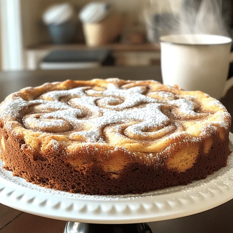 - 1 cup unsalted butter (2 sticks) - 1 ½ cups granulated sugar - 2 large eggs - 1 teaspoon vanilla extract - 2 cups all-purpose flour - 1 tablespoon baking powder - ½ teaspoon salt - 1 cup whole milk - 1 tablespoon cinnamon - ¼ cup brown sugar Unsalted butter alternatives If you need a substitute for unsalted butter, you can use salted butter. Just reduce the salt in your recipe slightly. You can also try coconut oil or avocado oil for a dairy-free option. Egg replacements for vegan options For a vegan version, you can use flax eggs. Mix 1 tablespoon of ground flaxseed with 2.5 tablespoons of water. Let it sit for 5 minutes to thicken. This mix works well in baked goods. Dairy-free milk options You can replace whole milk with almond milk, soy milk, or oat milk. These alternatives keep the cake moist and still taste great. To start, melt the butter in a medium saucepan over medium heat. Stir it often. The key is to watch it closely. You want it to turn a lovely golden brown. This takes about 5 to 7 minutes. The scent will be nutty and rich when it's ready. Once it reaches this point, remove it from the heat. Let it cool for a few minutes before using. Cooling helps prevent the eggs from cooking when added. In a large mixing bowl, add the brown butter and granulated sugar. Mix them until they blend well. Next, crack in the eggs, one at a time. Stir well after each egg. Then, add the vanilla extract. In another bowl, whisk together the flour, baking powder, and salt. Gradually add this dry mix to the wet mix. Be sure to alternate with the milk. Start and end with the flour. This method makes the cake fluffier. Mix just until everything combines; do not overmix. Now that the batter is ready, it’s time to assemble the cake. Pour half of the batter into your greased pan. Spread it evenly across the bottom. Take the cinnamon and brown sugar mixture and sprinkle half over the batter. Now, pour the rest of the batter on top. Finish by adding the remaining cinnamon sugar mixture. To create a marbled effect, use a knife to swirl through the batter gently. This gives a beautiful look to your finished cake. Preheat your oven to 350°F (175°C) before baking. Place the cake in the oven for 30 to 35 minutes. To check if it's done, insert a toothpick in the center. If it comes out clean, your cake is ready. After baking, let the cake cool in the pan for about 15 minutes. This cooling time helps set the texture. Once cooled, slice and serve your delicious coffee cake. If you want to make a smaller batch, you can easily adjust the recipe. To do this, cut the ingredients in half. This works great for a smaller family or when you want less cake. Use a smaller baking dish, like an 8x8-inch pan. This will help the cake bake evenly. You can add more flavors to your cake! Here are some fun ideas: - Nuts: Chopped walnuts or pecans add a nice crunch. - Chocolate Chips: Semi-sweet or dark chocolate chips bring a sweet touch. To keep your coffee cake moist, avoid overmixing the batter. Mix just until combined. Adding a bit more milk can help, too. This keeps every slice soft and delicious. A beautiful cake is always a treat! Dust your coffee cake with powdered sugar before serving. This gives it a nice look. You can also serve it warm with a cup of coffee. The warm cake and hot coffee make the perfect pair, enhancing the flavors of both. Enjoy your coffee cake delight! {{image_2}} You can switch up the flavors in this coffee cake. For a fall treat, try pumpkin spice cinnamon coffee cake. Just add pumpkin puree and your favorite spices, like nutmeg and ginger, to the batter. This twist adds warmth and comfort to your coffee break. Another fun option is chocolate chip brown butter coffee cake. Mix in a cup of chocolate chips into the batter for a rich, sweet touch. The melted brown butter with chocolate creates a deep flavor that you’ll crave. Need to make this cake fit your diet? You can go gluten-free by using almond or coconut flour. These flours give a nice texture and keep the cake moist. Just remember, you might need to adjust the liquid a bit. If you want a vegan version, swap the eggs for ground flaxseed or applesauce. Use plant-based milk instead of whole milk. The cake will still be fluffy and delicious, making it perfect for everyone. Change the cake with the seasons! For holidays, add holiday spices like allspice or cardamom to the batter. This gives a festive touch that’s great for family gatherings. In the summer, top the cake with fresh fruit. Berries or sliced peaches add brightness and flavor. This lightens the cake while adding a pop of color, making it perfect for summer brunches. After you enjoy your brown butter cinnamon sugar coffee cake, store any leftovers properly. You can keep it at room temperature for up to two days. Just wrap it in plastic wrap or place it in an airtight container. This helps keep it fresh and moist. If you want to keep it longer, the fridge is a good option. In the fridge, it will stay good for up to a week. Use a glass or plastic container with a lid for the best results. Freezing your coffee cake is a great way to save it for later. To freeze, first let the cake cool completely. Then, slice it into pieces. Wrap each piece tightly in plastic wrap. After that, place the wrapped pieces in a freezer bag. Be sure to remove as much air as possible from the bag. This helps prevent freezer burn. Your cake can last in the freezer for up to three months. When you’re ready to enjoy it again, take a piece out and let it thaw. The best way to thaw is in the fridge overnight. If you want to enjoy it warm, you can heat it in the oven at a low temperature. This will help keep the texture nice and soft. To check if the coffee cake is done, use a toothpick. Insert it into the center of the cake. If it comes out clean, the cake is ready. If there are any wet crumbs, bake it a bit longer. This method helps ensure a perfect bake every time. Yes, you can make this coffee cake ahead. Bake it, then let it cool completely. Store it in an airtight container. It will stay fresh for about three days at room temperature. You can also freeze it for up to three months. Just wrap it tightly in plastic wrap. Thaw it in the fridge before serving. This coffee cake pairs well with many drinks and sides. Try serving it with freshly brewed coffee or tea. For a sweeter touch, add whipped cream or vanilla ice cream. You can also enjoy it with fresh fruit, like berries or sliced apples. These options will enhance the flavors and make your meal special. This blog post covered everything you need for a delicious brown butter coffee cake. We discussed ingredients, substitutions, and detailed steps for success. I shared tips to enhance flavor and presentation, along with variations to keep it exciting. Remember, you can customize this cake to match your taste and needs. With proper storage, enjoy it fresh or as a treat later. Enjoy your baking journey, and let each slice be a delightful experience!