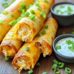 - 2 cups cooked shredded chicken - 1/2 cup buffalo sauce - 1 cup shredded cheddar cheese - 1/2 cup softened cream cheese - 1/2 teaspoon garlic powder - 1/2 teaspoon onion powder - Salt and pepper to taste - 8 small flour tortillas - Cooking spray The key to making Air Fryer Buffalo Chicken Taquitos lies in the ingredients. Start with cooked shredded chicken. You can use rotisserie chicken for a quick option. Next, grab buffalo sauce. This gives the taquitos their spicy kick. Cheddar cheese adds richness, while cream cheese keeps the filling creamy. For flavor, I use garlic powder and onion powder. Add salt and pepper to taste. Don’t forget the flour tortillas. They hold all that goodness inside. Lastly, I use cooking spray to get a crispy finish. Each serving has about 300 calories. The protein comes from chicken and cheese. You get around 20 grams of protein per serving. The fat mainly comes from cheese and cream cheese, which adds flavor and creaminess. You can switch the chicken for shredded turkey or even plant-based protein. For cheese, try pepper jack for a spicy twist or mozzarella for a milder taste. If you want less heat, go for a mild buffalo sauce or a barbecue sauce. To start, you need to mix the filling. Grab a large bowl. Add these ingredients: - 2 cups cooked shredded chicken - 1/2 cup buffalo sauce - 1 cup shredded cheddar cheese - 1/2 cup softened cream cheese - 1/2 teaspoon garlic powder - 1/2 teaspoon onion powder - Salt and pepper to taste Stir the mixture well until it is smooth and creamy. This will be your flavorful filling. Next, warm the tortillas. Place them in the microwave for about 15 seconds. This softens them and makes them easy to roll. Now, let’s roll the taquitos. Take one tortilla and scoop a tablespoon of the chicken mixture. Place it in the center. To roll it, fold in the sides and then roll it tightly. This keeps the filling secure. Keep doing this with each tortilla. Make sure they are snug but not too tight. For cooking, preheat your air fryer to 375°F (190°C). Place the rolled taquitos seam-side down in the basket. Avoid overcrowding. This helps them cook evenly. Lightly spray them with cooking spray. This gives them a nice, crispy texture. Cook the taquitos for 10-12 minutes. Flip them halfway through. This ensures both sides get golden brown and crispy. Once done, let them cool for a couple of minutes. Then, they are ready to enjoy! To get your taquitos crispy, always use cooking spray. A light coat helps them brown nicely. Without it, they might turn out soft and soggy. Make sure to cover all sides. Do not overcrowd the air fryer. Leave space between taquitos for hot air to flow. This helps them cook evenly and become crispy. If your fryer is small, cook in batches. Buffalo chicken taquitos taste great with dipping sauces. Ranch and blue cheese dressings are classic choices. They add a creamy touch that complements the spice. For garnishes, consider chopped green onions or celery sticks. These add color and crunch. A sprinkle of fresh herbs can also brighten the dish. To store leftovers, place taquitos in an airtight container. This keeps them fresh and prevents them from drying out. You can store them in the fridge for up to three days. When reheating, use the air fryer again. Set it to 350°F (175°C) for about 5-7 minutes. This restores their crispiness and warms them through. {{image_2}} If you crave heat, try adding more buffalo sauce to the filling. This will ramp up the flavor. You can also mix in some diced jalapeños for a fresh kick. Just chop them finely and blend them with the chicken. The spice level is all up to you! You can make these taquitos vegetarian by swapping chicken for plant-based proteins. Options like tofu or tempeh work great. For a cheesy delight, mix in more cheese and veggies. Spinach, bell peppers, or mushrooms add a nice touch. Get creative with cheese! Swap cheddar for pepper jack or mozzarella. Each type offers a different taste. You can also add herbs like cilantro or spices like cumin for extra depth. Don’t be afraid to try new flavors; it’s all about your taste! You should cook the taquitos in the air fryer for 10 to 12 minutes. Set the air fryer to 375°F (190°C). Flip the taquitos halfway through cooking. This helps them get golden brown and crispy all around. Yes, you can make these taquitos ahead of time. Prepare the filling and fill the tortillas. Roll them up and store them in the fridge. Cook them in the air fryer when you're ready to eat. They taste great fresh! Serve buffalo chicken taquitos with ranch or blue cheese dressing. These dips balance the spice of the buffalo sauce. You can also add chopped green onions or celery sticks. These extras give a nice crunch and freshness. Yes, you can freeze these taquitos. After rolling them, place them on a baking sheet. Freeze until solid, then transfer to a freezer bag. When ready to eat, cook from frozen. Just add a few extra minutes to the cooking time. - Prep time: 15 minutes - Cook time: 10-12 minutes - Total time: 30 minutes - Servings: 4 The Air Fryer Buffalo Chicken Taquitos are quick to make. You can prep the filling in 15 minutes. The cooking takes just 10 to 12 minutes. Altogether, you can have these tasty treats ready in 30 minutes. This recipe yields four servings, making it perfect for a small gathering or family snack. Each taquito is a delightful mix of flavors. You have tender chicken, spicy buffalo sauce, and creamy cheese all wrapped in a crispy tortilla. This dish is fun to eat and filled with bold flavors. Plus, using the air fryer cuts down on oil and mess while giving you that perfect crunch. When you follow the steps, you'll see how easy it is to make these taquitos. Just remember, the key is not to overload the air fryer basket. This way, every taquito gets that needed airflow to crisp up nicely. Enjoy cooking these delicious buffalo chicken taquitos and watch as everyone loves them! These buffalo chicken taquitos are easy and fun to make. We covered the key ingredients, including chicken, cheese, and sauce. You learned how to prepare, roll, and cook them to crispy perfection. I hope you experiment with substitutions and variations to find your perfect flavor. Enjoy these tasty snacks with dips and share them with friends. You can easily store leftovers and reheat them later. Get ready to enjoy a great meal that everyone will love!