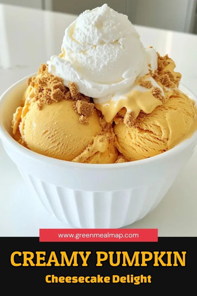 Indulge in the ultimate fall treat with this Pumpkin Cheesecake Ice Cream recipe! Creamy, rich, and packed with pumpkin flavor, it's the perfect dessert for warm days or chilly evenings. Learn how to make this delightful ice cream at home with just a few simple ingredients and easy steps. Click to explore the full recipe and enjoy a scoop of seasonal bliss today! #PumpkinCheesecakeIceCream #FallDesserts #IceCreamRecipes #HomemadeIceCream