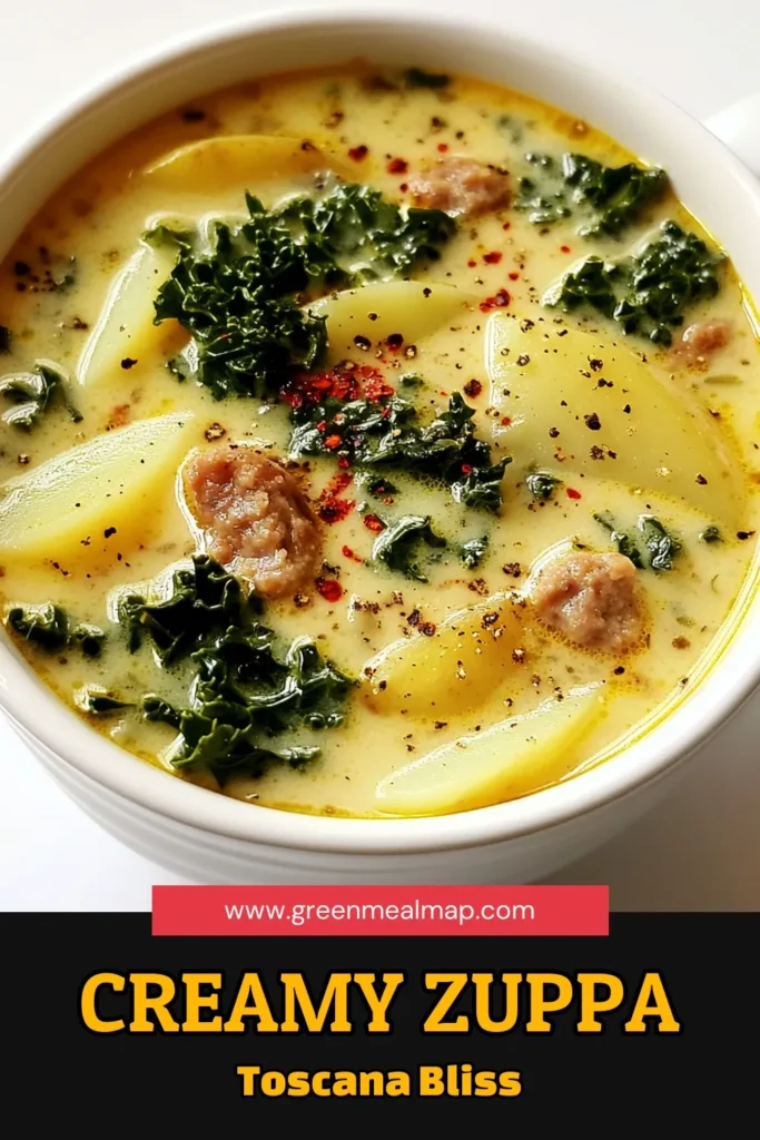 Warm up your evenings with this delicious Slow Cooker Creamy Zuppa Toscana Soup! Packed with Italian sausage, fresh kale, and creamy goodness, this comforting dish is easy to make and perfect for family dinners. Just throw in the ingredients and let the slow cooker do all the work! Click through for the full recipe and tips to make it an unforgettable meal. #ZuppaToscana #SlowCookerRecipes #ComfortFood #SoupRecipes